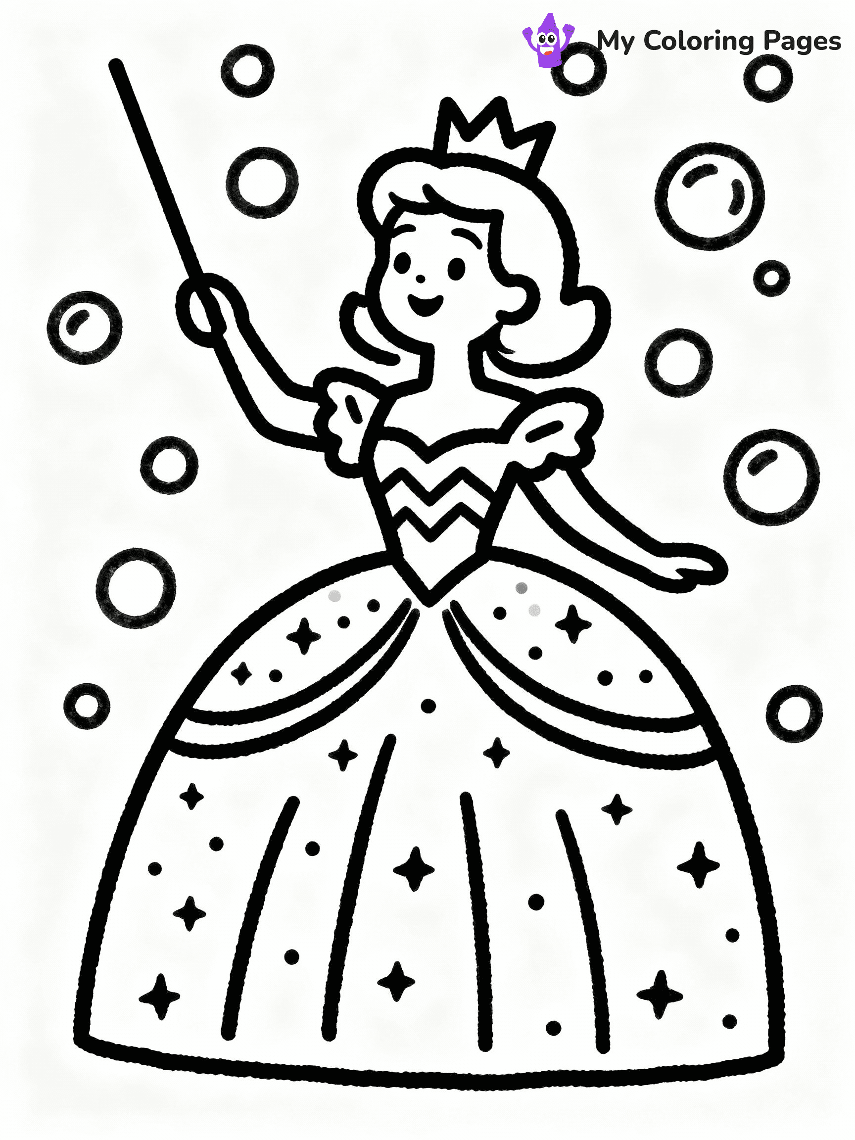 ⚠️ CRITICAL REQUIREMENT - ABSOLUTE BLACK AND WHITE ONLY ⚠️
This MUST be a BLACK AND WHITE line drawing ONLY. NO COLORS whatsoever.
- ONLY pure black lines (#000000) on pure white background (#FFFFFF)
- ABSOLUTELY NO colors, NO shading, NO gradients, NO grayscale
- If there are ANY colors in the output, the image is REJECTED
- This is a COLORING PAGE - meant to be COLORED IN by children
- The output must be UNCOLORED line art ready for coloring
⚠️ SUBJECT TO DRAW: Glinda from Wicked in Broadway style, dressed in sparkling gown, wand raised, surrounded by bubbles
(REMEMBER: Output must be BLACK AND WHITE line art only, NOT colored!)
# COLORING PAGE: BLACK OUTLINES ONLY - WHITE BACKGROUND MANDATORY
Create a **coloring book page** using EXACTLY two values: black lines, white space.
## NON-NEGOTIABLE BINARY RULES
- **ONLY #000000 (black) and #FFFFFF (white)** - NO other values exist
- **EVERY PIXEL = BLACK OR WHITE** - no gray/shading/antialiasing
- **WHITE BACKGROUND MANDATORY** - entire canvas stays white
- **ALL SHAPES HOLLOW** - everything is empty outlines waiting to be colored
- **FORBIDDEN:** fills, shading, gradients, patterns, textures, colors
- **NO SOLID REGIONS** - if it's not a thin line, it's wrong
## Universal Line Standards
- Black outlines ONLY - thin, uniform weight
- Every shape completely empty inside
- Closed contours suitable for coloring
- Simple flat illustration - zero depth/3D/realism
- **Style:** Whimsical Doodle Art Alley - rounded, friendly outlines (unless specified)
## Everything = Outline Only
- Characters/animals: hollow shapes
- Objects/clothing: empty contours
- Backgrounds/scenery: line work only
- Natural elements: outlined forms
- Dark/night areas: don't exist (use outlined symbols)
- Textures/patterns: convert to simple lines
## The Test
Can a child color EVERY white space with crayons? If any area is pre-filled/shaded/gray or colored in, it FAILS. Every shape must be waiting to receive color.
**FINAL OUTPUT**: Binary coloring page. Black lines define shapes. White spaces ready for coloring. Nothing else exists. No exceptions. Print-ready.
⚠️ FINAL REMINDER: Draw the subject "Glinda from Wicked in Broadway style, dressed in sparkling gown, wand raised, surrounded by bubbles" as BLACK AND WHITE line art. Zero colors in output.