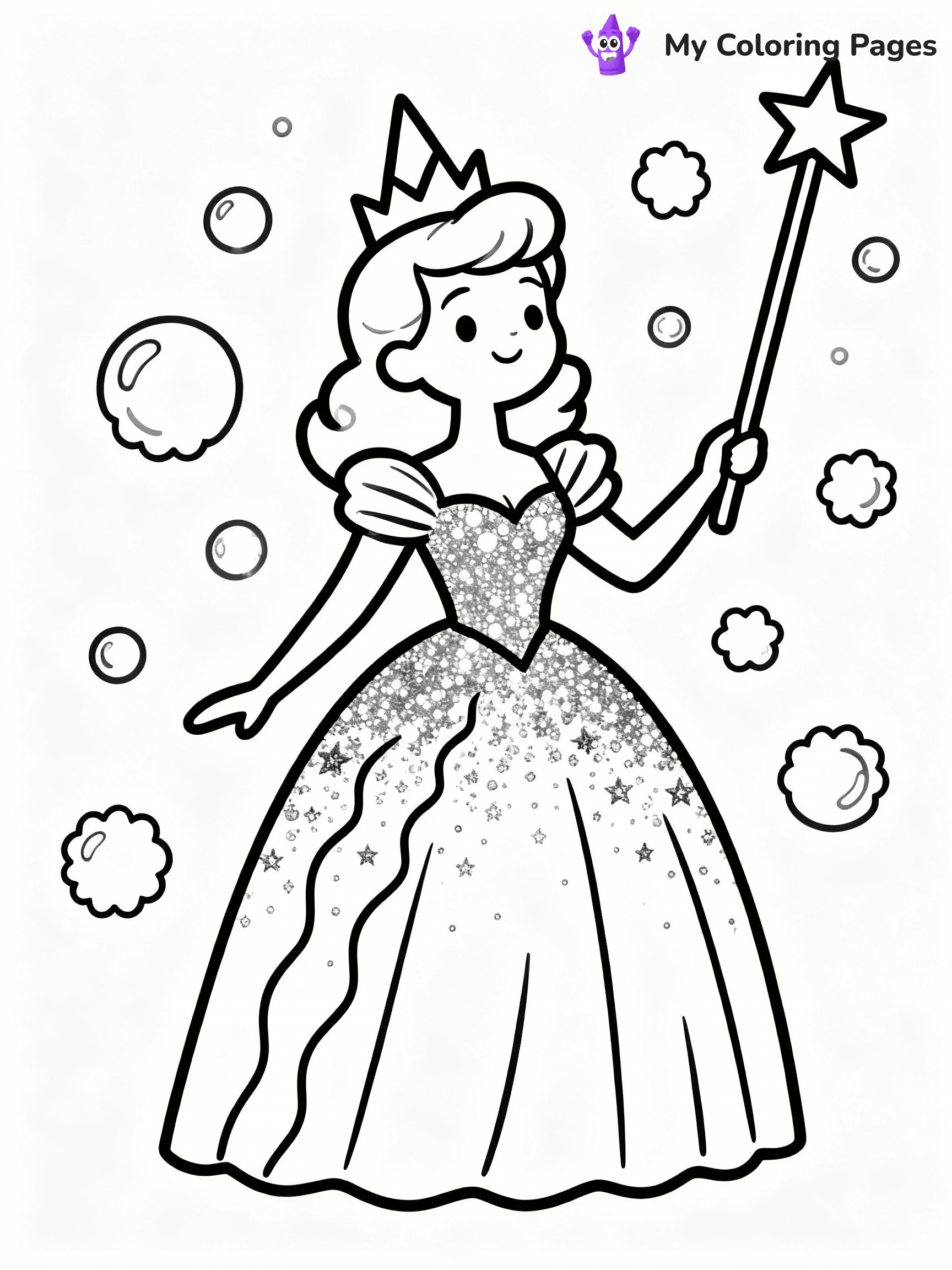 ⚠️ CRITICAL REQUIREMENT - ABSOLUTE BLACK AND WHITE ONLY ⚠️
This MUST be a BLACK AND WHITE line drawing ONLY. NO COLORS whatsoever.
- ONLY pure black lines (#000000) on pure white background (#FFFFFF)
- ABSOLUTELY NO colors, NO shading, NO gradients, NO grayscale
- If there are ANY colors in the output, the image is REJECTED
- This is a COLORING PAGE - meant to be COLORED IN by children
- The output must be UNCOLORED line art ready for coloring
⚠️ SUBJECT TO DRAW: Glinda from Wicked in Broadway style, dressed in sparkling gown, wand raised, surrounded by bubbles
(REMEMBER: Output must be BLACK AND WHITE line art only, NOT colored!)
# COLORING PAGE: BLACK OUTLINES ONLY - WHITE BACKGROUND MANDATORY
Create a **coloring book page** using EXACTLY two values: black lines, white space.
## NON-NEGOTIABLE BINARY RULES
- **ONLY #000000 (black) and #FFFFFF (white)** - NO other values exist
- **EVERY PIXEL = BLACK OR WHITE** - no gray/shading/antialiasing
- **WHITE BACKGROUND MANDATORY** - entire canvas stays white
- **ALL SHAPES HOLLOW** - everything is empty outlines waiting to be colored
- **FORBIDDEN:** fills, shading, gradients, patterns, textures, colors
- **NO SOLID REGIONS** - if it's not a thin line, it's wrong
## Universal Line Standards
- Black outlines ONLY - thin, uniform weight
- Every shape completely empty inside
- Closed contours suitable for coloring
- Simple flat illustration - zero depth/3D/realism
- **Style:** Whimsical Doodle Art Alley - rounded, friendly outlines (unless specified)
## Everything = Outline Only
- Characters/animals: hollow shapes
- Objects/clothing: empty contours
- Backgrounds/scenery: line work only
- Natural elements: outlined forms
- Dark/night areas: don't exist (use outlined symbols)
- Textures/patterns: convert to simple lines
## The Test
Can a child color EVERY white space with crayons? If any area is pre-filled/shaded/gray or colored in, it FAILS. Every shape must be waiting to receive color.
**FINAL OUTPUT**: Binary coloring page. Black lines define shapes. White spaces ready for coloring. Nothing else exists. No exceptions. Print-ready.
⚠️ FINAL REMINDER: Draw the subject "Glinda from Wicked in Broadway style, dressed in sparkling gown, wand raised, surrounded by bubbles" as BLACK AND WHITE line art. Zero colors in output.