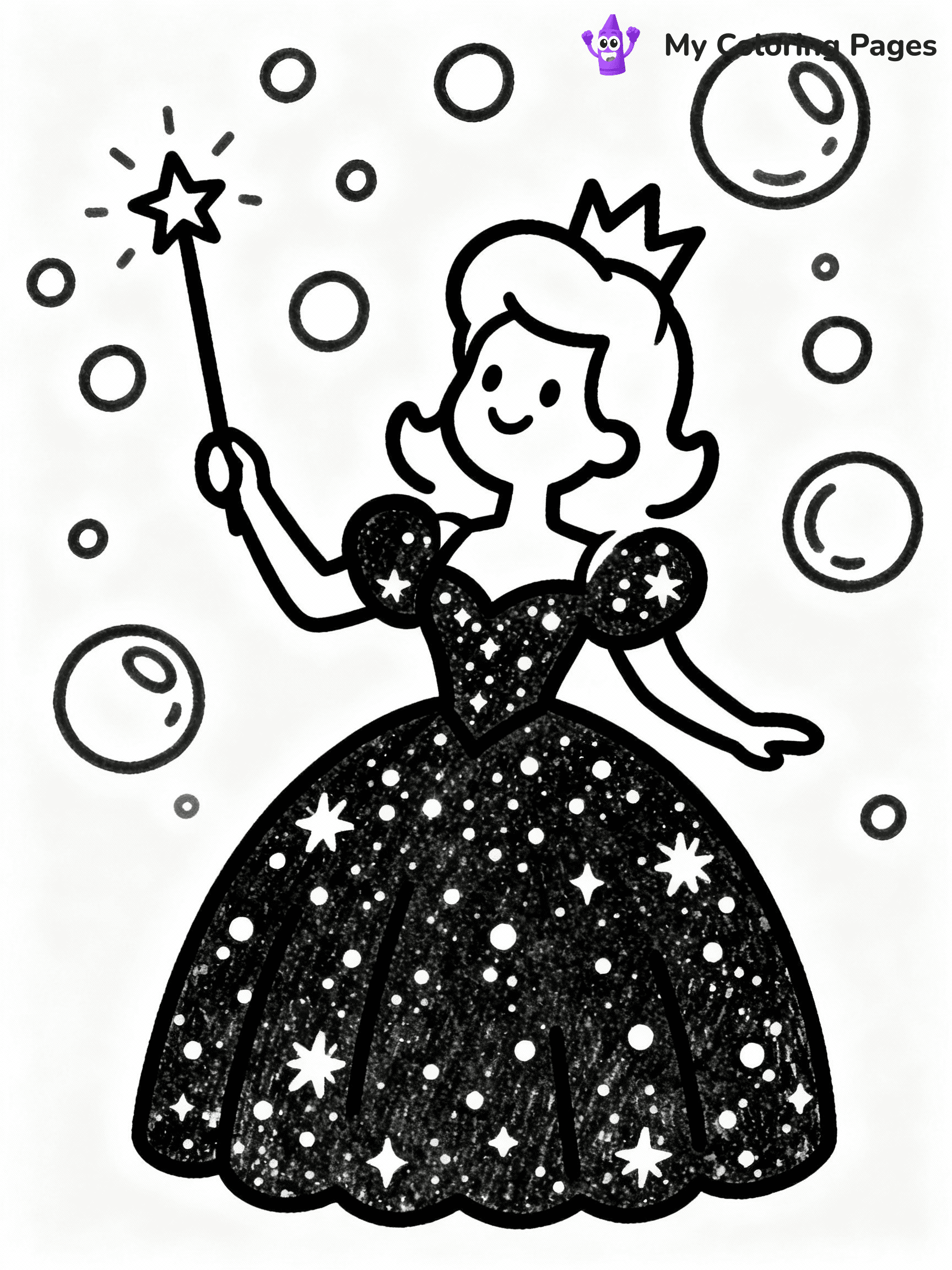 ⚠️ CRITICAL REQUIREMENT - ABSOLUTE BLACK AND WHITE ONLY ⚠️
This MUST be a BLACK AND WHITE line drawing ONLY. NO COLORS whatsoever.
- ONLY pure black lines (#000000) on pure white background (#FFFFFF)
- ABSOLUTELY NO colors, NO shading, NO gradients, NO grayscale
- If there are ANY colors in the output, the image is REJECTED
- This is a COLORING PAGE - meant to be COLORED IN by children
- The output must be UNCOLORED line art ready for coloring
⚠️ SUBJECT TO DRAW: Glinda from Wicked in Broadway style, dressed in sparkling gown, wand raised, surrounded by bubbles
(REMEMBER: Output must be BLACK AND WHITE line art only, NOT colored!)
# COLORING PAGE: BLACK OUTLINES ONLY - WHITE BACKGROUND MANDATORY
Create a **coloring book page** using EXACTLY two values: black lines, white space.
## NON-NEGOTIABLE BINARY RULES
- **ONLY #000000 (black) and #FFFFFF (white)** - NO other values exist
- **EVERY PIXEL = BLACK OR WHITE** - no gray/shading/antialiasing
- **WHITE BACKGROUND MANDATORY** - entire canvas stays white
- **ALL SHAPES HOLLOW** - everything is empty outlines waiting to be colored
- **FORBIDDEN:** fills, shading, gradients, patterns, textures, colors
- **NO SOLID REGIONS** - if it's not a thin line, it's wrong
## Universal Line Standards
- Black outlines ONLY - thin, uniform weight
- Every shape completely empty inside
- Closed contours suitable for coloring
- Simple flat illustration - zero depth/3D/realism
- **Style:** Whimsical Doodle Art Alley - rounded, friendly outlines (unless specified)
## Everything = Outline Only
- Characters/animals: hollow shapes
- Objects/clothing: empty contours
- Backgrounds/scenery: line work only
- Natural elements: outlined forms
- Dark/night areas: don't exist (use outlined symbols)
- Textures/patterns: convert to simple lines
## The Test
Can a child color EVERY white space with crayons? If any area is pre-filled/shaded/gray or colored in, it FAILS. Every shape must be waiting to receive color.
**FINAL OUTPUT**: Binary coloring page. Black lines define shapes. White spaces ready for coloring. Nothing else exists. No exceptions. Print-ready.
⚠️ FINAL REMINDER: Draw the subject "Glinda from Wicked in Broadway style, dressed in sparkling gown, wand raised, surrounded by bubbles" as BLACK AND WHITE line art. Zero colors in output.