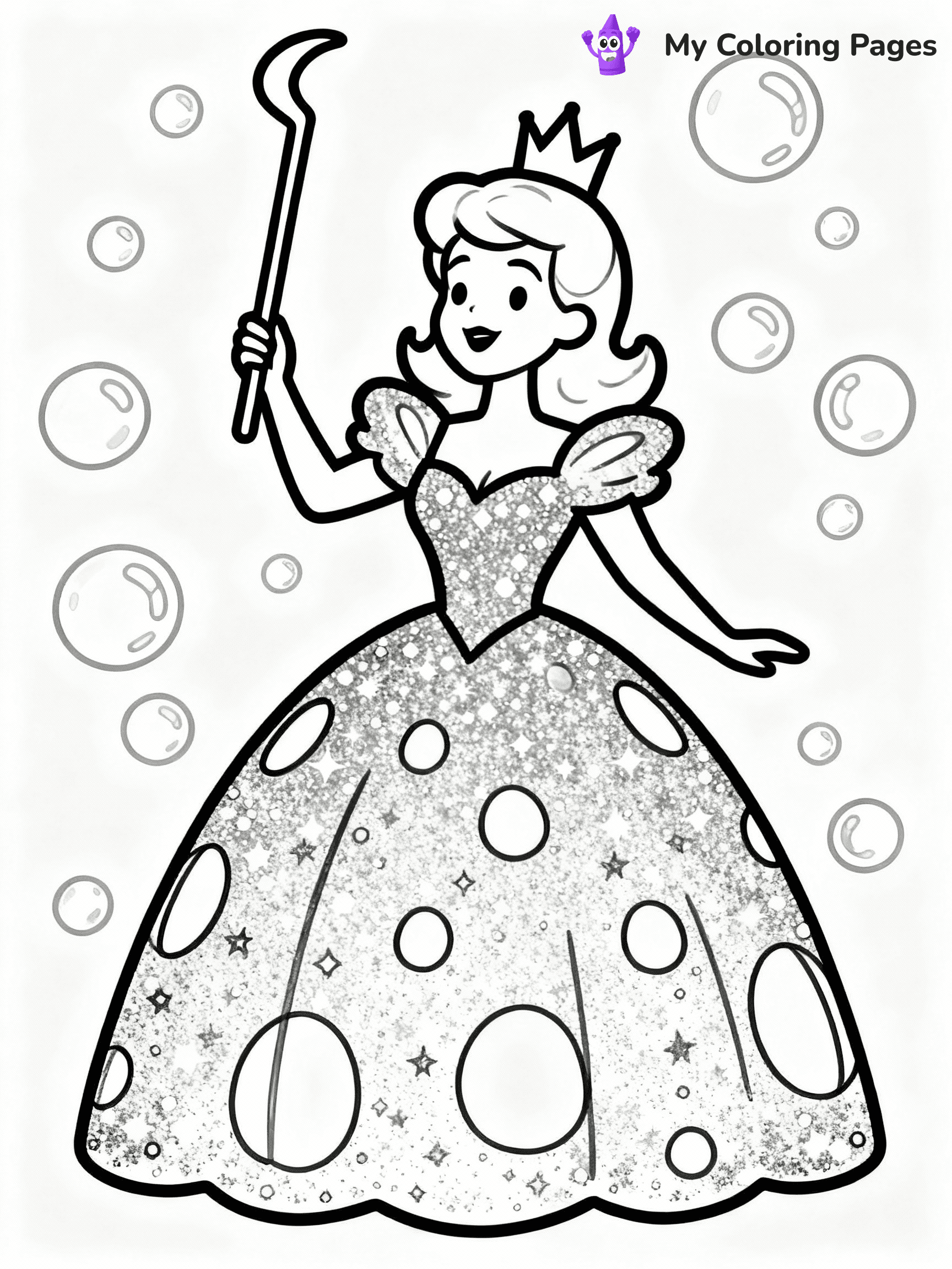 ⚠️ CRITICAL REQUIREMENT - ABSOLUTE BLACK AND WHITE ONLY ⚠️
This MUST be a BLACK AND WHITE line drawing ONLY. NO COLORS whatsoever.
- ONLY pure black lines (#000000) on pure white background (#FFFFFF)
- ABSOLUTELY NO colors, NO shading, NO gradients, NO grayscale
- If there are ANY colors in the output, the image is REJECTED
- This is a COLORING PAGE - meant to be COLORED IN by children
- The output must be UNCOLORED line art ready for coloring
⚠️ SUBJECT TO DRAW: Glinda from Wicked in Broadway style, dressed in sparkling gown, wand raised, surrounded by bubbles
(REMEMBER: Output must be BLACK AND WHITE line art only, NOT colored!)
# COLORING PAGE: BLACK OUTLINES ONLY - WHITE BACKGROUND MANDATORY
Create a **coloring book page** using EXACTLY two values: black lines, white space.
## NON-NEGOTIABLE BINARY RULES
- **ONLY #000000 (black) and #FFFFFF (white)** - NO other values exist
- **EVERY PIXEL = BLACK OR WHITE** - no gray/shading/antialiasing
- **WHITE BACKGROUND MANDATORY** - entire canvas stays white
- **ALL SHAPES HOLLOW** - everything is empty outlines waiting to be colored
- **FORBIDDEN:** fills, shading, gradients, patterns, textures, colors
- **NO SOLID REGIONS** - if it's not a thin line, it's wrong
## Universal Line Standards
- Black outlines ONLY - thin, uniform weight
- Every shape completely empty inside
- Closed contours suitable for coloring
- Simple flat illustration - zero depth/3D/realism
- **Style:** Whimsical Doodle Art Alley - rounded, friendly outlines (unless specified)
## Everything = Outline Only
- Characters/animals: hollow shapes
- Objects/clothing: empty contours
- Backgrounds/scenery: line work only
- Natural elements: outlined forms
- Dark/night areas: don't exist (use outlined symbols)
- Textures/patterns: convert to simple lines
## The Test
Can a child color EVERY white space with crayons? If any area is pre-filled/shaded/gray or colored in, it FAILS. Every shape must be waiting to receive color.
**FINAL OUTPUT**: Binary coloring page. Black lines define shapes. White spaces ready for coloring. Nothing else exists. No exceptions. Print-ready.
⚠️ FINAL REMINDER: Draw the subject "Glinda from Wicked in Broadway style, dressed in sparkling gown, wand raised, surrounded by bubbles" as BLACK AND WHITE line art. Zero colors in output.