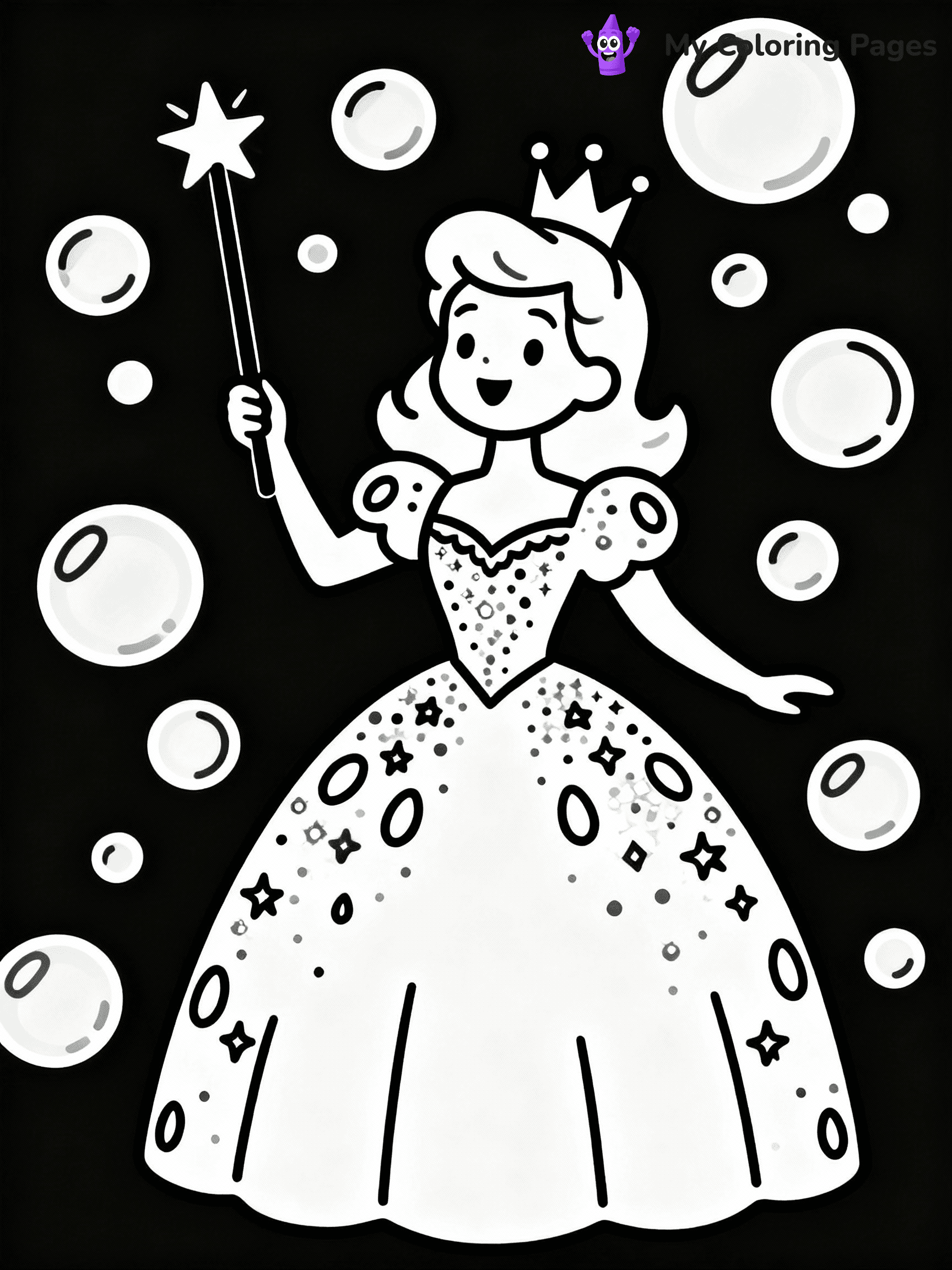 ⚠️ CRITICAL REQUIREMENT - ABSOLUTE BLACK AND WHITE ONLY ⚠️
This MUST be a BLACK AND WHITE line drawing ONLY. NO COLORS whatsoever.
- ONLY pure black lines (#000000) on pure white background (#FFFFFF)
- ABSOLUTELY NO colors, NO shading, NO gradients, NO grayscale
- If there are ANY colors in the output, the image is REJECTED
- This is a COLORING PAGE - meant to be COLORED IN by children
- The output must be UNCOLORED line art ready for coloring
⚠️ SUBJECT TO DRAW: Glinda from Wicked in Broadway style, dressed in sparkling gown, wand raised, surrounded by bubbles
(REMEMBER: Output must be BLACK AND WHITE line art only, NOT colored!)
# COLORING PAGE: BLACK OUTLINES ONLY - WHITE BACKGROUND MANDATORY
Create a **coloring book page** using EXACTLY two values: black lines, white space.
## NON-NEGOTIABLE BINARY RULES
- **ONLY #000000 (black) and #FFFFFF (white)** - NO other values exist
- **EVERY PIXEL = BLACK OR WHITE** - no gray/shading/antialiasing
- **WHITE BACKGROUND MANDATORY** - entire canvas stays white
- **ALL SHAPES HOLLOW** - everything is empty outlines waiting to be colored
- **FORBIDDEN:** fills, shading, gradients, patterns, textures, colors
- **NO SOLID REGIONS** - if it's not a thin line, it's wrong
## Universal Line Standards
- Black outlines ONLY - thin, uniform weight
- Every shape completely empty inside
- Closed contours suitable for coloring
- Simple flat illustration - zero depth/3D/realism
- **Style:** Whimsical Doodle Art Alley - rounded, friendly outlines (unless specified)
## Everything = Outline Only
- Characters/animals: hollow shapes
- Objects/clothing: empty contours
- Backgrounds/scenery: line work only
- Natural elements: outlined forms
- Dark/night areas: don't exist (use outlined symbols)
- Textures/patterns: convert to simple lines
## The Test
Can a child color EVERY white space with crayons? If any area is pre-filled/shaded/gray or colored in, it FAILS. Every shape must be waiting to receive color.
**FINAL OUTPUT**: Binary coloring page. Black lines define shapes. White spaces ready for coloring. Nothing else exists. No exceptions. Print-ready.
⚠️ FINAL REMINDER: Draw the subject "Glinda from Wicked in Broadway style, dressed in sparkling gown, wand raised, surrounded by bubbles" as BLACK AND WHITE line art. Zero colors in output.