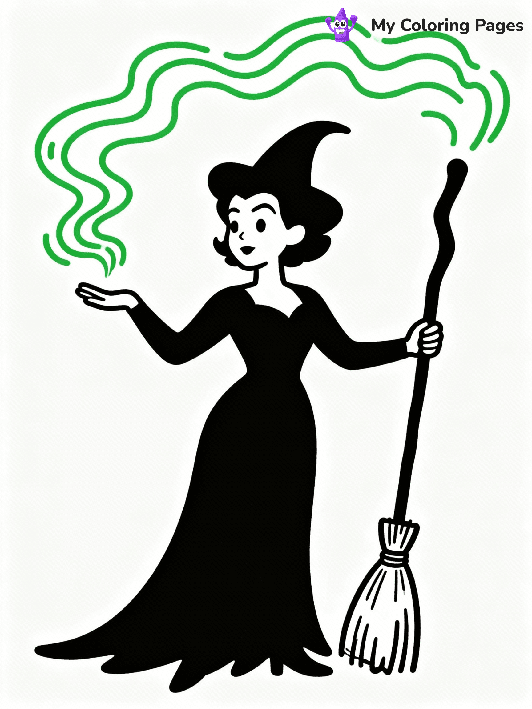 ⚠️ CRITICAL REQUIREMENT - ABSOLUTE BLACK AND WHITE ONLY ⚠️
This MUST be a BLACK AND WHITE line drawing ONLY. NO COLORS whatsoever.
- ONLY pure black lines (#000000) on pure white background (#FFFFFF)
- ABSOLUTELY NO colors, NO shading, NO gradients, NO grayscale
- If there are ANY colors in the output, the image is REJECTED
- This is a COLORING PAGE - meant to be COLORED IN by children
- The output must be UNCOLORED line art ready for coloring
⚠️ SUBJECT TO DRAW: Elphaba from Wicked in Broadway style, casting a spell, broomstick in hand, swirling green mist around
(REMEMBER: Output must be BLACK AND WHITE line art only, NOT colored!)
# COLORING PAGE: BLACK OUTLINES ONLY - WHITE BACKGROUND MANDATORY
Create a **coloring book page** using EXACTLY two values: black lines, white space.
## NON-NEGOTIABLE BINARY RULES
- **ONLY #000000 (black) and #FFFFFF (white)** - NO other values exist
- **EVERY PIXEL = BLACK OR WHITE** - no gray/shading/antialiasing
- **WHITE BACKGROUND MANDATORY** - entire canvas stays white
- **ALL SHAPES HOLLOW** - everything is empty outlines waiting to be colored
- **FORBIDDEN:** fills, shading, gradients, patterns, textures, colors
- **NO SOLID REGIONS** - if it's not a thin line, it's wrong
## Universal Line Standards
- Black outlines ONLY - thin, uniform weight
- Every shape completely empty inside
- Closed contours suitable for coloring
- Simple flat illustration - zero depth/3D/realism
- **Style:** Whimsical Doodle Art Alley - rounded, friendly outlines (unless specified)
## Everything = Outline Only
- Characters/animals: hollow shapes
- Objects/clothing: empty contours
- Backgrounds/scenery: line work only
- Natural elements: outlined forms
- Dark/night areas: don't exist (use outlined symbols)
- Textures/patterns: convert to simple lines
## The Test
Can a child color EVERY white space with crayons? If any area is pre-filled/shaded/gray or colored in, it FAILS. Every shape must be waiting to receive color.
**FINAL OUTPUT**: Binary coloring page. Black lines define shapes. White spaces ready for coloring. Nothing else exists. No exceptions. Print-ready.
⚠️ FINAL REMINDER: Draw the subject "Elphaba from Wicked in Broadway style, casting a spell, broomstick in hand, swirling green mist around" as BLACK AND WHITE line art. Zero colors in output.