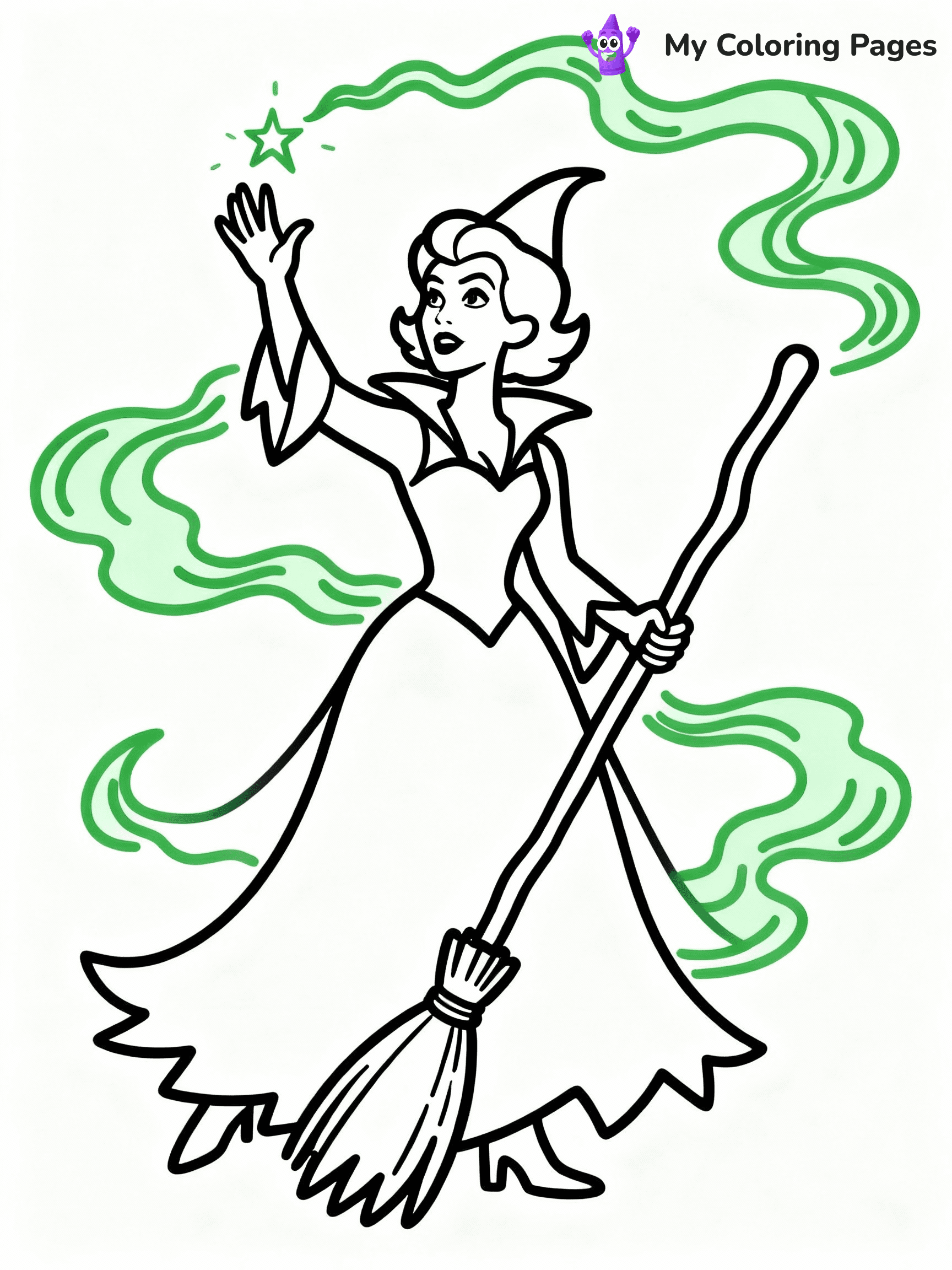 ⚠️ CRITICAL REQUIREMENT - ABSOLUTE BLACK AND WHITE ONLY ⚠️
This MUST be a BLACK AND WHITE line drawing ONLY. NO COLORS whatsoever.
- ONLY pure black lines (#000000) on pure white background (#FFFFFF)
- ABSOLUTELY NO colors, NO shading, NO gradients, NO grayscale
- If there are ANY colors in the output, the image is REJECTED
- This is a COLORING PAGE - meant to be COLORED IN by children
- The output must be UNCOLORED line art ready for coloring
⚠️ SUBJECT TO DRAW: Elphaba from Wicked in Broadway style, casting a spell, broomstick in hand, swirling green mist around
(REMEMBER: Output must be BLACK AND WHITE line art only, NOT colored!)
# COLORING PAGE: BLACK OUTLINES ONLY - WHITE BACKGROUND MANDATORY
Create a **coloring book page** using EXACTLY two values: black lines, white space.
## NON-NEGOTIABLE BINARY RULES
- **ONLY #000000 (black) and #FFFFFF (white)** - NO other values exist
- **EVERY PIXEL = BLACK OR WHITE** - no gray/shading/antialiasing
- **WHITE BACKGROUND MANDATORY** - entire canvas stays white
- **ALL SHAPES HOLLOW** - everything is empty outlines waiting to be colored
- **FORBIDDEN:** fills, shading, gradients, patterns, textures, colors
- **NO SOLID REGIONS** - if it's not a thin line, it's wrong
## Universal Line Standards
- Black outlines ONLY - thin, uniform weight
- Every shape completely empty inside
- Closed contours suitable for coloring
- Simple flat illustration - zero depth/3D/realism
- **Style:** Whimsical Doodle Art Alley - rounded, friendly outlines (unless specified)
## Everything = Outline Only
- Characters/animals: hollow shapes
- Objects/clothing: empty contours
- Backgrounds/scenery: line work only
- Natural elements: outlined forms
- Dark/night areas: don't exist (use outlined symbols)
- Textures/patterns: convert to simple lines
## The Test
Can a child color EVERY white space with crayons? If any area is pre-filled/shaded/gray or colored in, it FAILS. Every shape must be waiting to receive color.
**FINAL OUTPUT**: Binary coloring page. Black lines define shapes. White spaces ready for coloring. Nothing else exists. No exceptions. Print-ready.
⚠️ FINAL REMINDER: Draw the subject "Elphaba from Wicked in Broadway style, casting a spell, broomstick in hand, swirling green mist around" as BLACK AND WHITE line art. Zero colors in output.