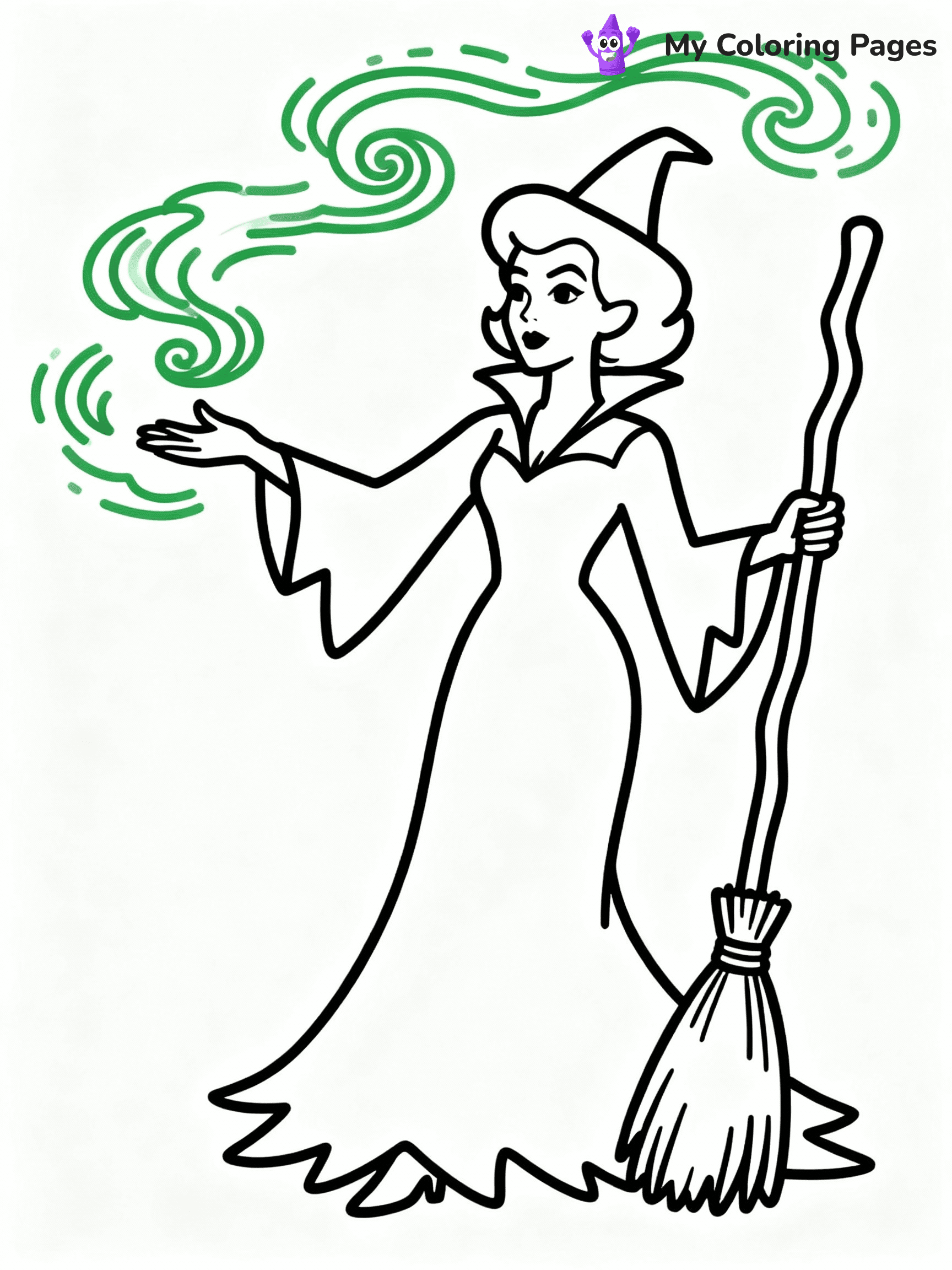 ⚠️ CRITICAL REQUIREMENT - ABSOLUTE BLACK AND WHITE ONLY ⚠️
This MUST be a BLACK AND WHITE line drawing ONLY. NO COLORS whatsoever.
- ONLY pure black lines (#000000) on pure white background (#FFFFFF)
- ABSOLUTELY NO colors, NO shading, NO gradients, NO grayscale
- If there are ANY colors in the output, the image is REJECTED
- This is a COLORING PAGE - meant to be COLORED IN by children
- The output must be UNCOLORED line art ready for coloring
⚠️ SUBJECT TO DRAW: Elphaba from Wicked in Broadway style, casting a spell, broomstick in hand, swirling green mist around
(REMEMBER: Output must be BLACK AND WHITE line art only, NOT colored!)
# COLORING PAGE: BLACK OUTLINES ONLY - WHITE BACKGROUND MANDATORY
Create a **coloring book page** using EXACTLY two values: black lines, white space.
## NON-NEGOTIABLE BINARY RULES
- **ONLY #000000 (black) and #FFFFFF (white)** - NO other values exist
- **EVERY PIXEL = BLACK OR WHITE** - no gray/shading/antialiasing
- **WHITE BACKGROUND MANDATORY** - entire canvas stays white
- **ALL SHAPES HOLLOW** - everything is empty outlines waiting to be colored
- **FORBIDDEN:** fills, shading, gradients, patterns, textures, colors
- **NO SOLID REGIONS** - if it's not a thin line, it's wrong
## Universal Line Standards
- Black outlines ONLY - thin, uniform weight
- Every shape completely empty inside
- Closed contours suitable for coloring
- Simple flat illustration - zero depth/3D/realism
- **Style:** Whimsical Doodle Art Alley - rounded, friendly outlines (unless specified)
## Everything = Outline Only
- Characters/animals: hollow shapes
- Objects/clothing: empty contours
- Backgrounds/scenery: line work only
- Natural elements: outlined forms
- Dark/night areas: don't exist (use outlined symbols)
- Textures/patterns: convert to simple lines
## The Test
Can a child color EVERY white space with crayons? If any area is pre-filled/shaded/gray or colored in, it FAILS. Every shape must be waiting to receive color.
**FINAL OUTPUT**: Binary coloring page. Black lines define shapes. White spaces ready for coloring. Nothing else exists. No exceptions. Print-ready.
⚠️ FINAL REMINDER: Draw the subject "Elphaba from Wicked in Broadway style, casting a spell, broomstick in hand, swirling green mist around" as BLACK AND WHITE line art. Zero colors in output.