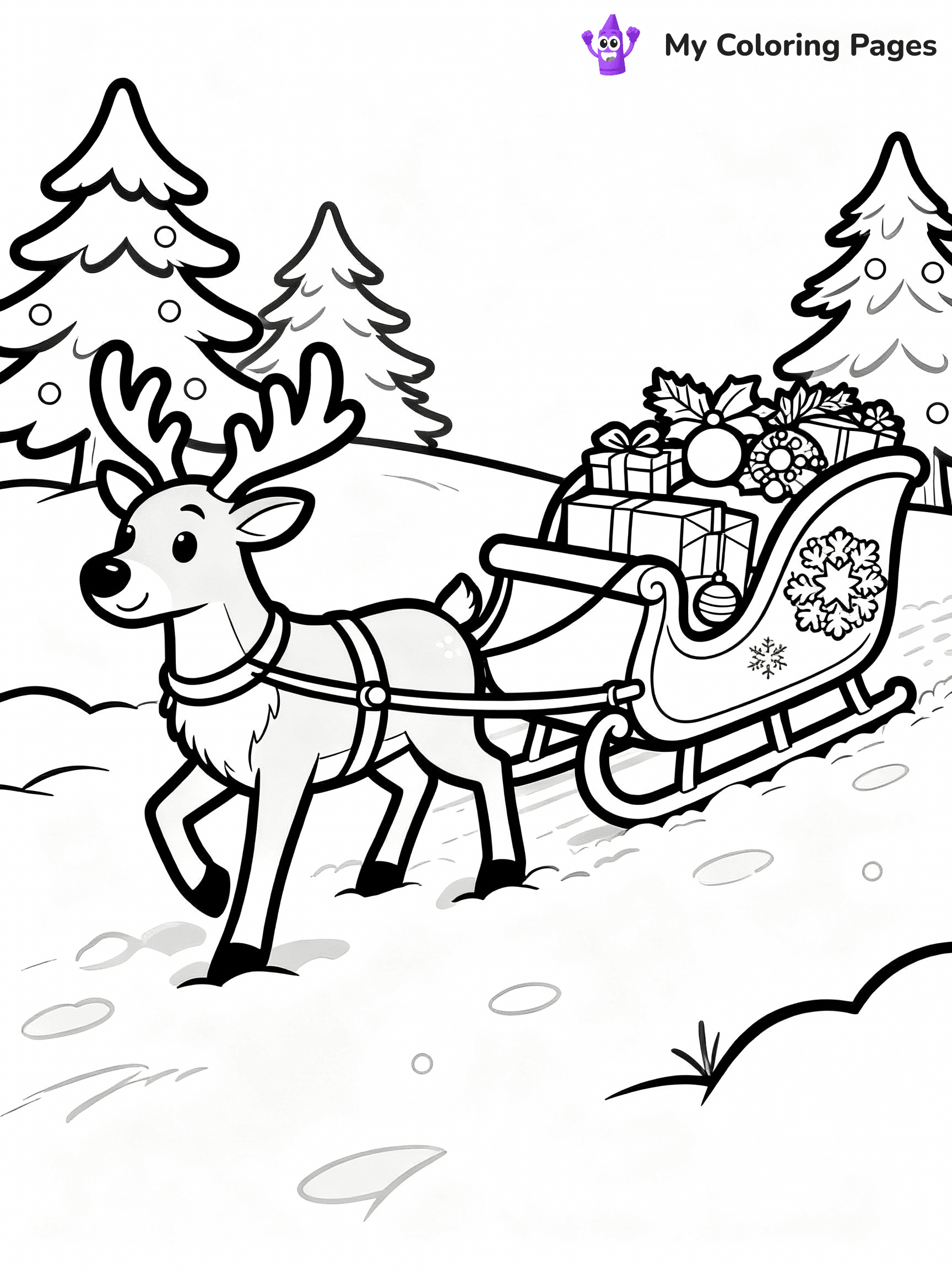 Reindeer Coloring Pages - 1
