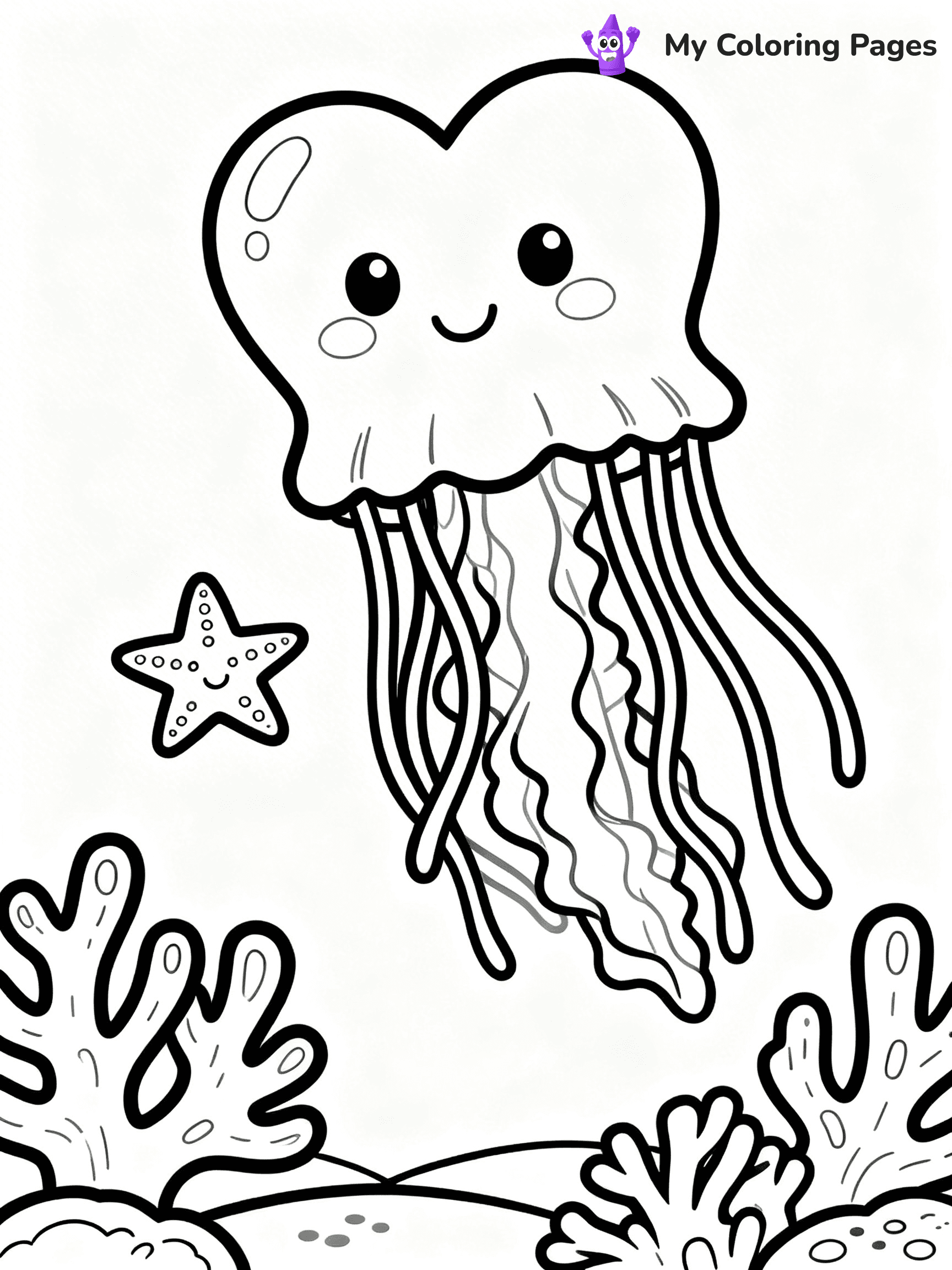 Cute Jellyfish Coloring Pages - 9