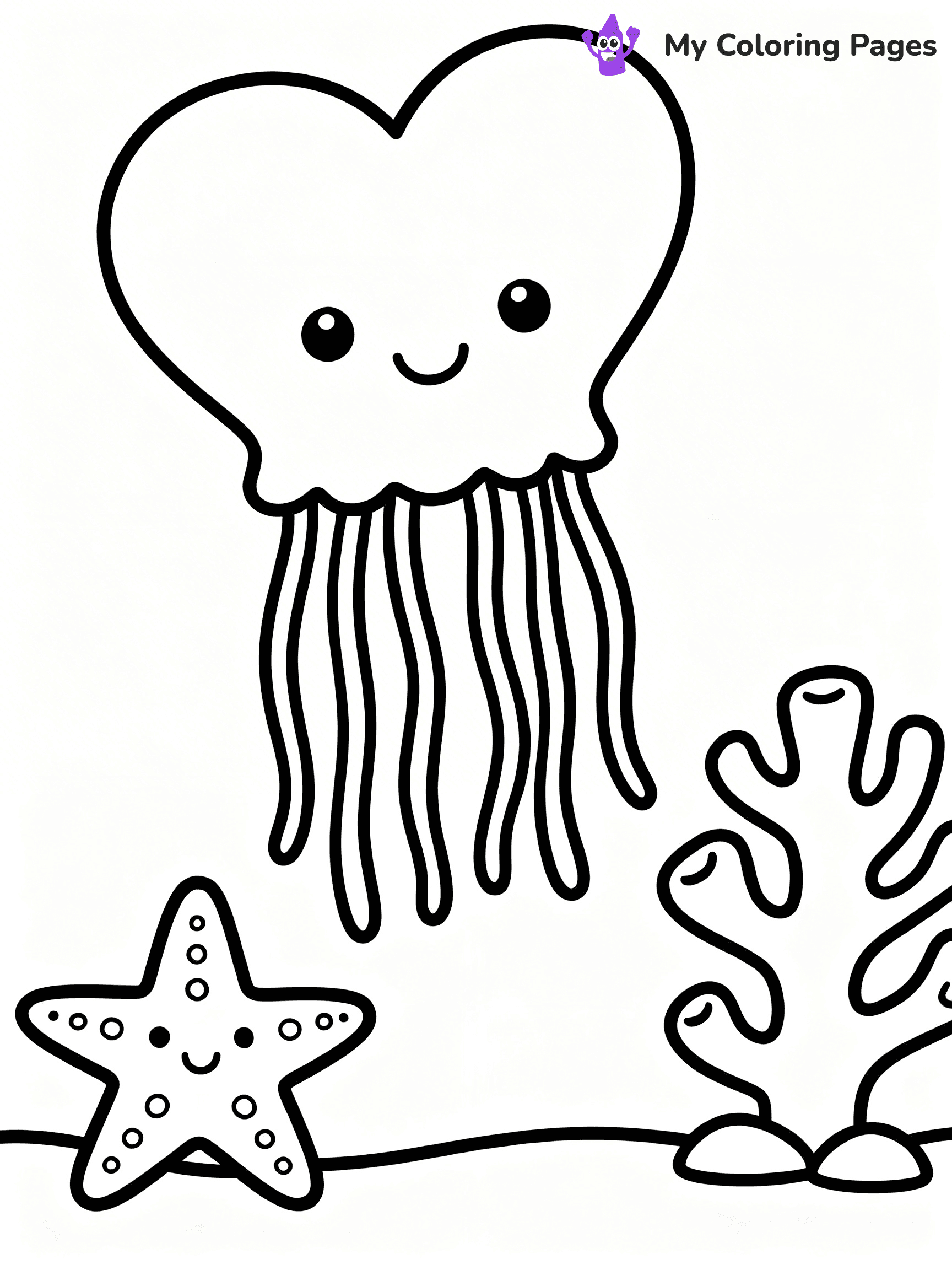 Cute Jellyfish Coloring Pages - 7