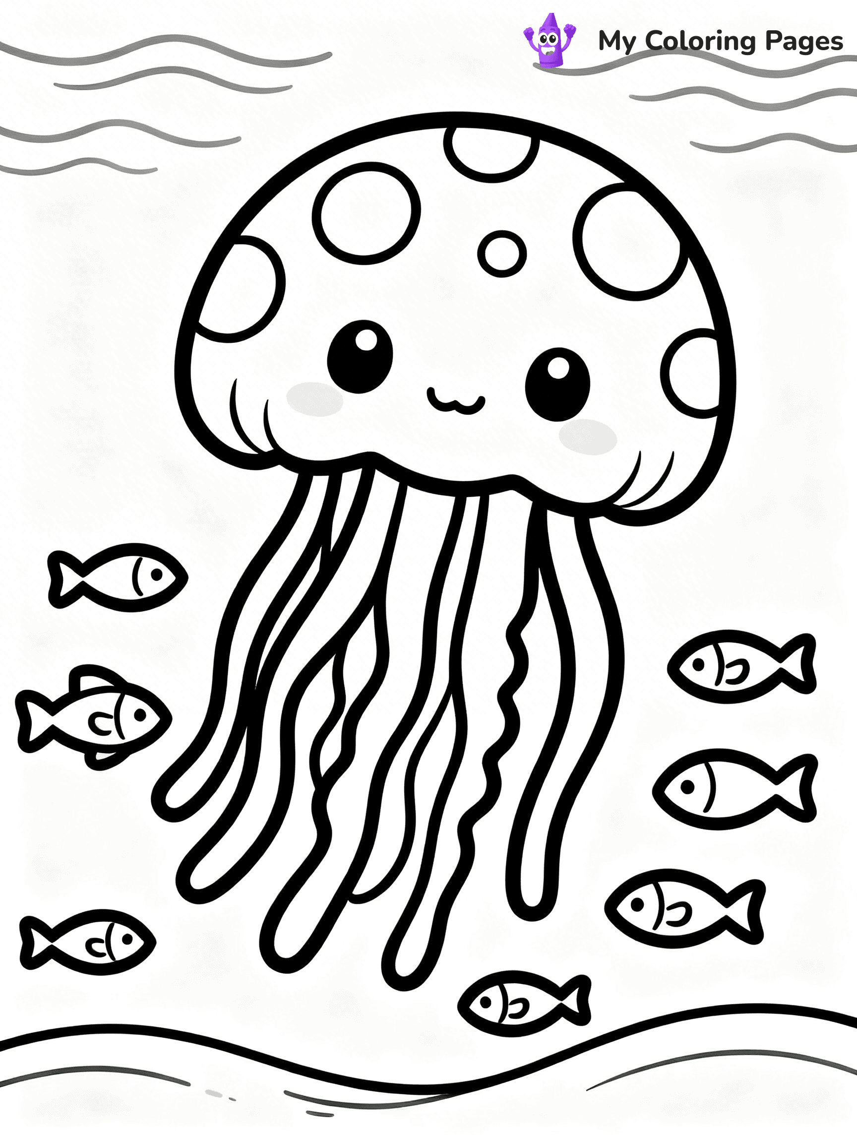 Cute Jellyfish Coloring Pages - 4