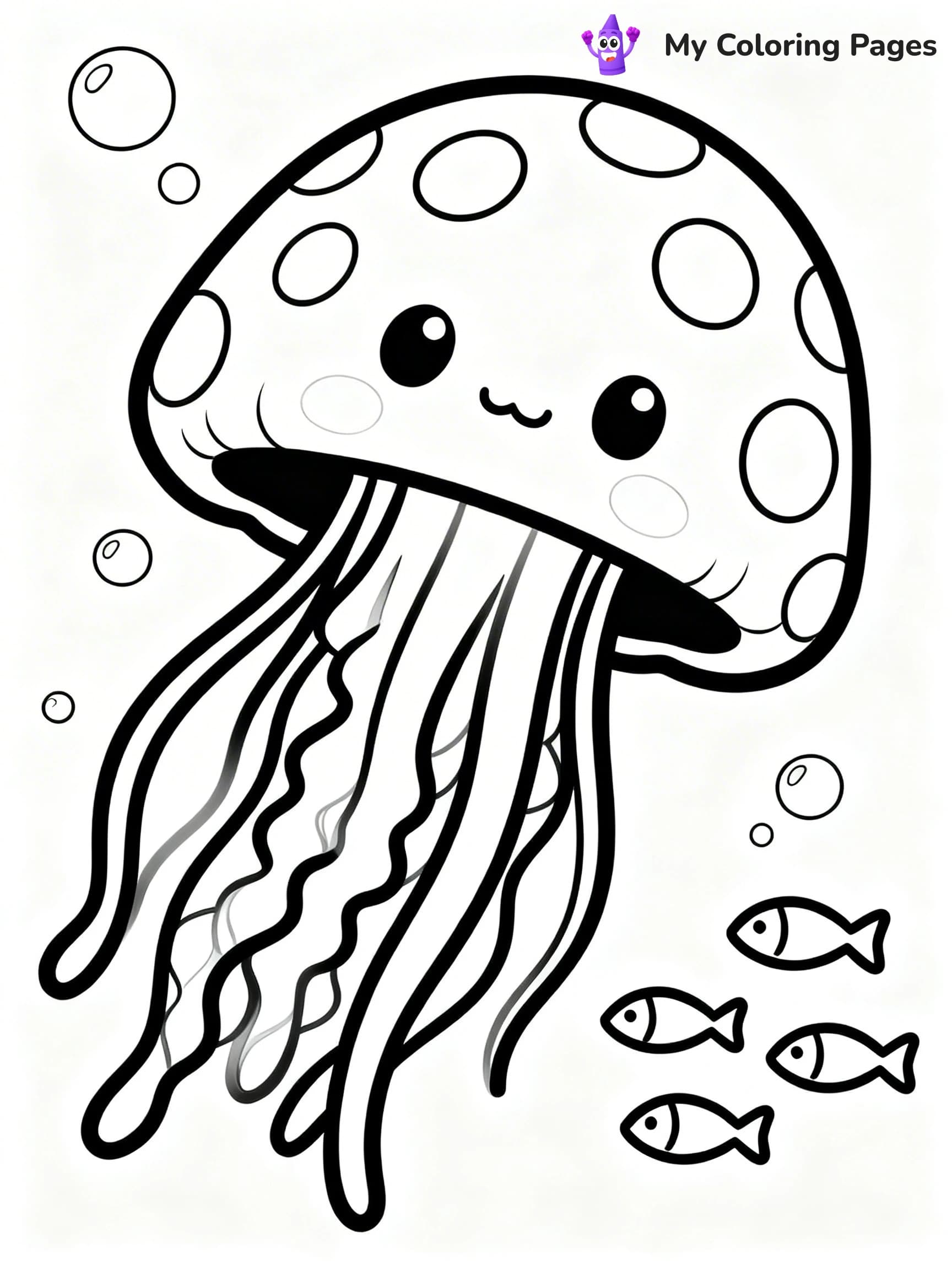 Cute Jellyfish Coloring Pages - 3