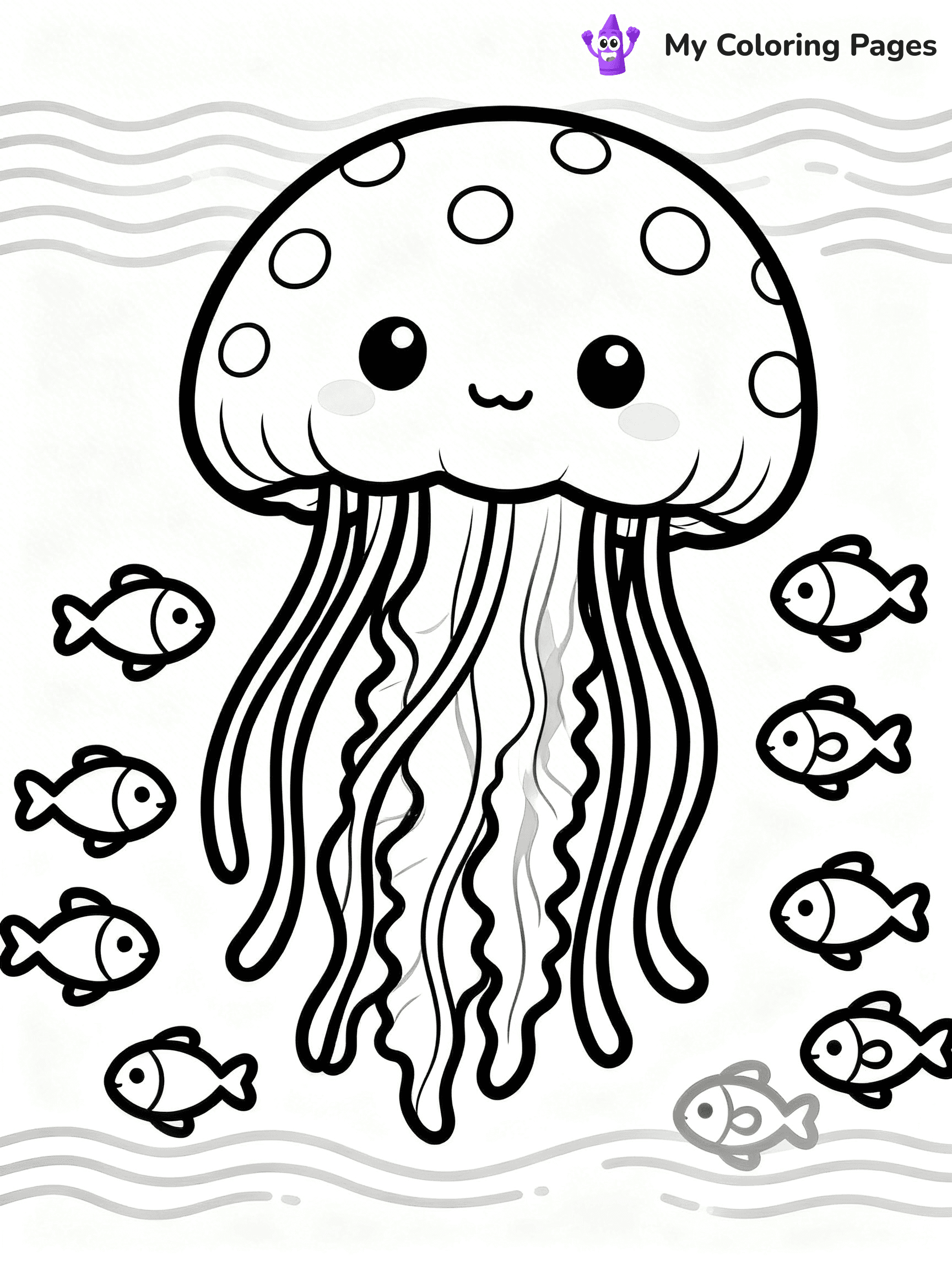 Cute Jellyfish Coloring Pages - 2