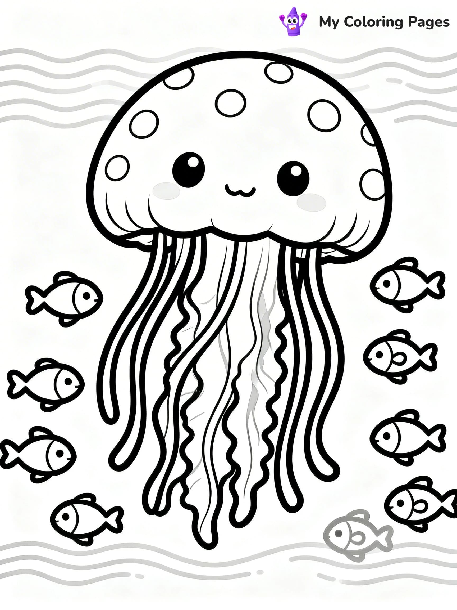 Cute Jellyfish Coloring Pages - 2