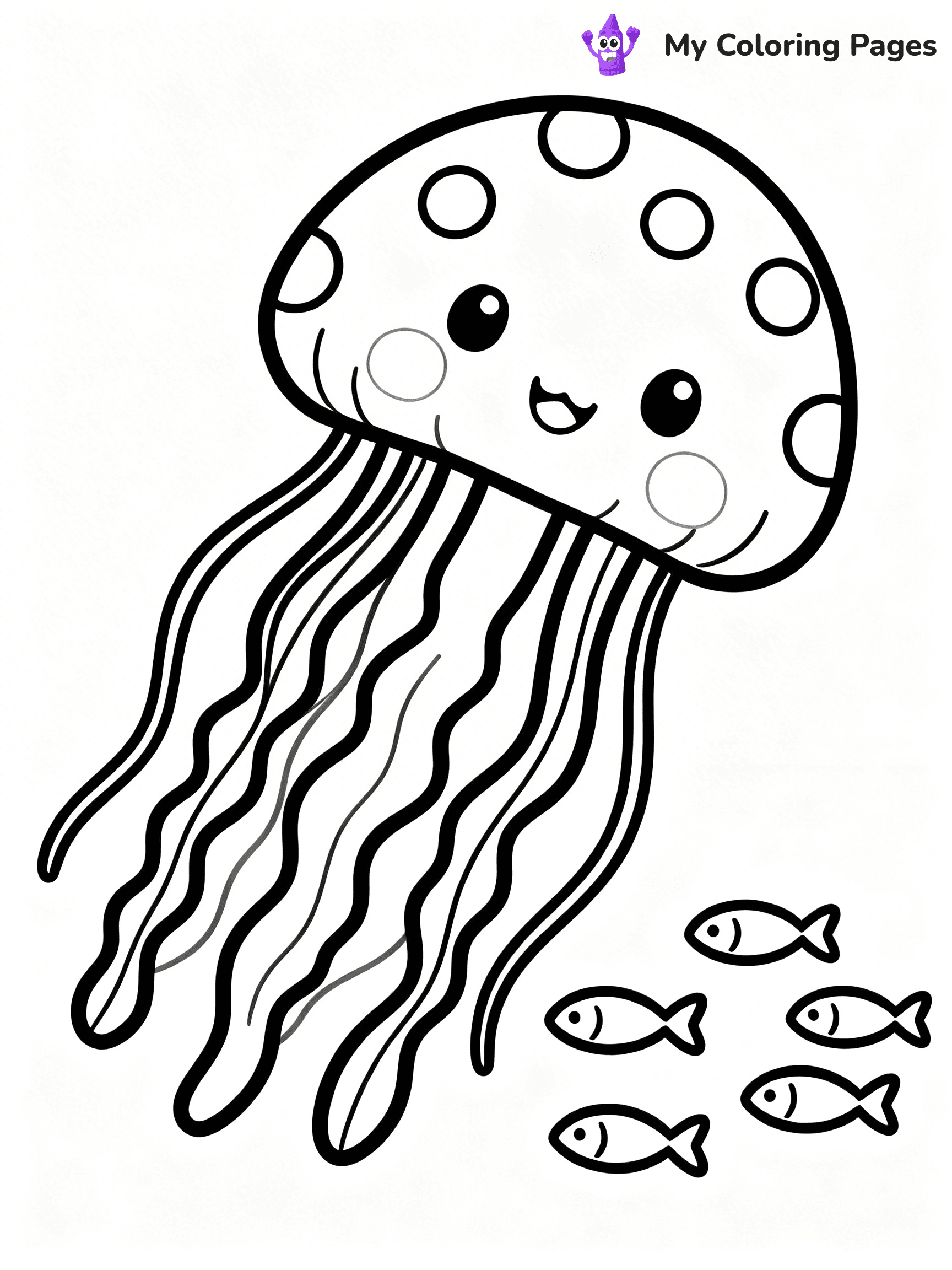 Cute Jellyfish Coloring Pages - 1