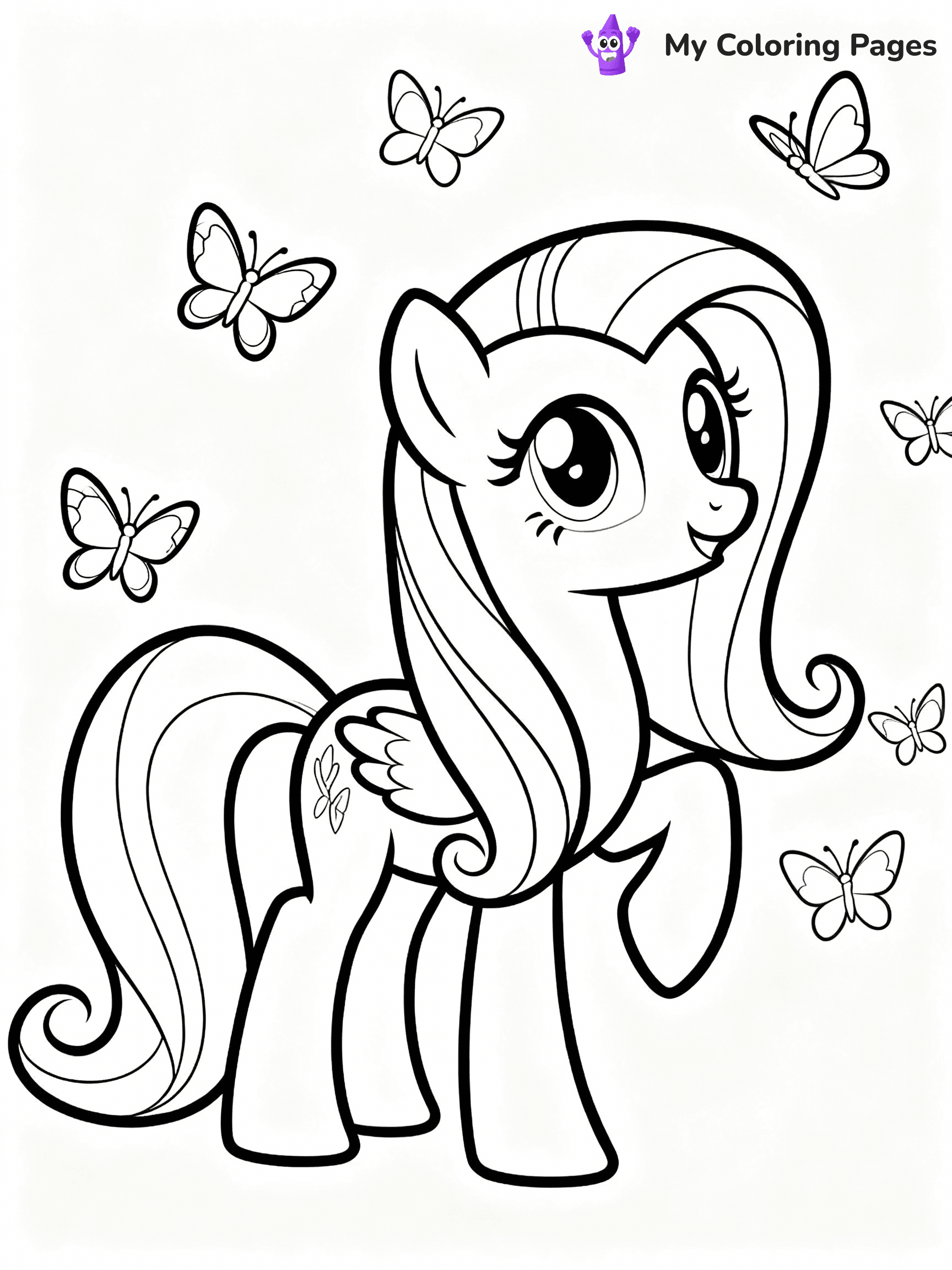 ⚠️ CRITICAL REQUIREMENT - ABSOLUTE BLACK AND WHITE ONLY ⚠️
This MUST be a BLACK AND WHITE line drawing ONLY. NO COLORS whatsoever.
- ONLY pure black lines (#000000) on pure white background (#FFFFFF)
- ABSOLUTELY NO colors, NO shading, NO gradients, NO grayscale
- If there are ANY colors in the output, the image is REJECTED
- This is a COLORING PAGE - meant to be COLORED IN by children
- The output must be UNCOLORED line art ready for coloring
⚠️ SUBJECT TO DRAW: Fluttershy from My Little Pony in My Little Pony animation style, surrounded by butterflies, gentle pose, flowing mane
(REMEMBER: Output must be BLACK AND WHITE line art only, NOT colored!)
# COLORING PAGE: BLACK OUTLINES ONLY - WHITE BACKGROUND MANDATORY
Create a **coloring book page** using EXACTLY two values: black lines, white space.
## NON-NEGOTIABLE BINARY RULES
- **ONLY #000000 (black) and #FFFFFF (white)** - NO other values exist
- **EVERY PIXEL = BLACK OR WHITE** - no gray/shading/antialiasing
- **WHITE BACKGROUND MANDATORY** - entire canvas stays white
- **ALL SHAPES HOLLOW** - everything is empty outlines waiting to be colored
- **FORBIDDEN:** fills, shading, gradients, patterns, textures, colors
- **NO SOLID REGIONS** - if it's not a thin line, it's wrong
## Universal Line Standards
- Black outlines ONLY - thin, uniform weight
- Every shape completely empty inside
- Closed contours suitable for coloring
- Simple flat illustration - zero depth/3D/realism
- **Style:** Whimsical Doodle Art Alley - rounded, friendly outlines (unless specified)
## Everything = Outline Only
- Characters/animals: hollow shapes
- Objects/clothing: empty contours
- Backgrounds/scenery: line work only
- Natural elements: outlined forms
- Dark/night areas: don't exist (use outlined symbols)
- Textures/patterns: convert to simple lines
## The Test
Can a child color EVERY white space with crayons? If any area is pre-filled/shaded/gray or colored in, it FAILS. Every shape must be waiting to receive color.
**FINAL OUTPUT**: Binary coloring page. Black lines define shapes. White spaces ready for coloring. Nothing else exists. No exceptions. Print-ready.
⚠️ FINAL REMINDER: Draw the subject "Fluttershy from My Little Pony in My Little Pony animation style, surrounded by butterflies, gentle pose, flowing mane" as BLACK AND WHITE line art. Zero colors in output.