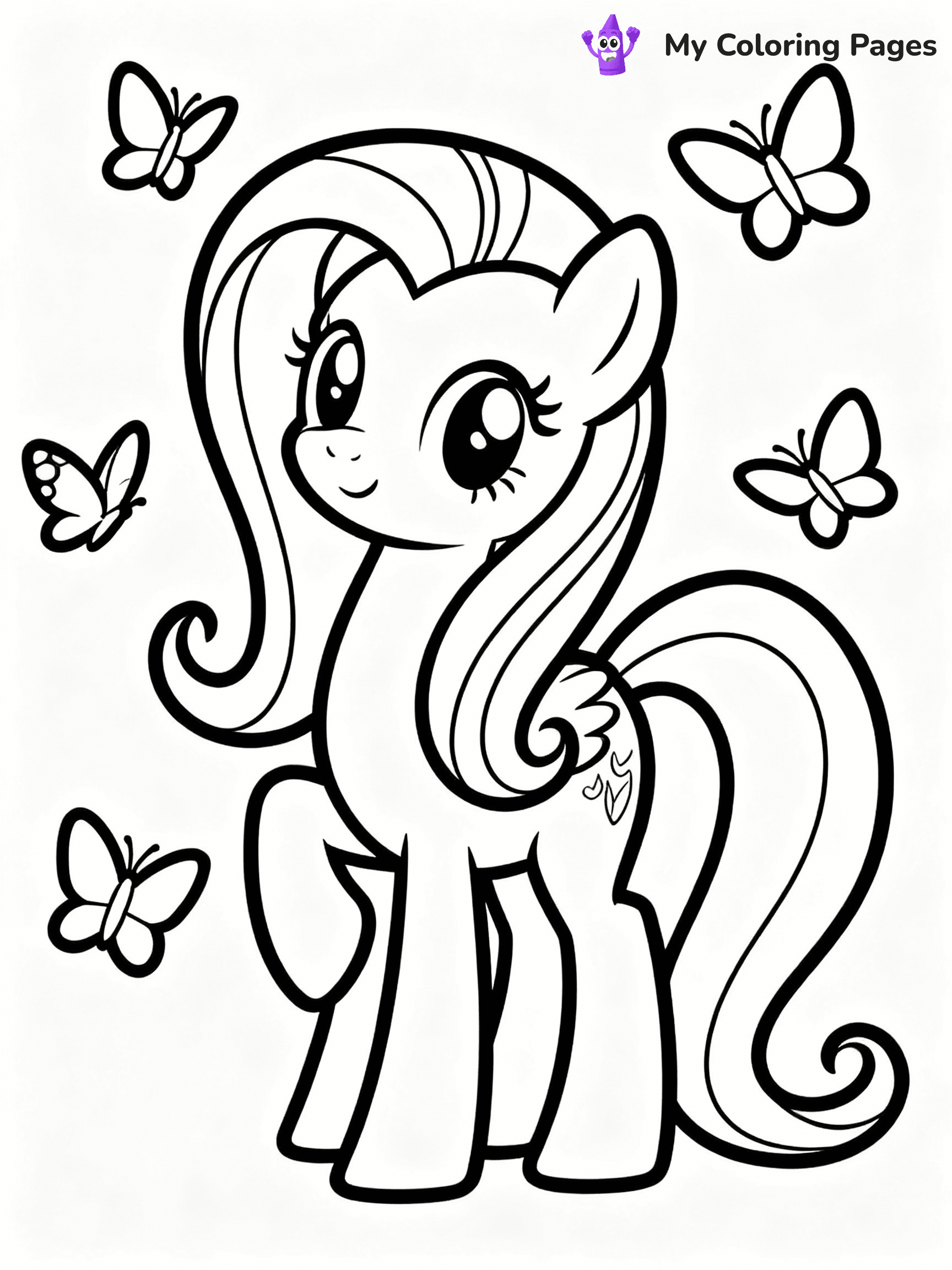 ⚠️ CRITICAL REQUIREMENT - ABSOLUTE BLACK AND WHITE ONLY ⚠️
This MUST be a BLACK AND WHITE line drawing ONLY. NO COLORS whatsoever.
- ONLY pure black lines (#000000) on pure white background (#FFFFFF)
- ABSOLUTELY NO colors, NO shading, NO gradients, NO grayscale
- If there are ANY colors in the output, the image is REJECTED
- This is a COLORING PAGE - meant to be COLORED IN by children
- The output must be UNCOLORED line art ready for coloring
⚠️ SUBJECT TO DRAW: Fluttershy from My Little Pony in My Little Pony animation style, surrounded by butterflies, gentle pose, flowing mane
(REMEMBER: Output must be BLACK AND WHITE line art only, NOT colored!)
# COLORING PAGE: BLACK OUTLINES ONLY - WHITE BACKGROUND MANDATORY
Create a **coloring book page** using EXACTLY two values: black lines, white space.
## NON-NEGOTIABLE BINARY RULES
- **ONLY #000000 (black) and #FFFFFF (white)** - NO other values exist
- **EVERY PIXEL = BLACK OR WHITE** - no gray/shading/antialiasing
- **WHITE BACKGROUND MANDATORY** - entire canvas stays white
- **ALL SHAPES HOLLOW** - everything is empty outlines waiting to be colored
- **FORBIDDEN:** fills, shading, gradients, patterns, textures, colors
- **NO SOLID REGIONS** - if it's not a thin line, it's wrong
## Universal Line Standards
- Black outlines ONLY - thin, uniform weight
- Every shape completely empty inside
- Closed contours suitable for coloring
- Simple flat illustration - zero depth/3D/realism
- **Style:** Whimsical Doodle Art Alley - rounded, friendly outlines (unless specified)
## Everything = Outline Only
- Characters/animals: hollow shapes
- Objects/clothing: empty contours
- Backgrounds/scenery: line work only
- Natural elements: outlined forms
- Dark/night areas: don't exist (use outlined symbols)
- Textures/patterns: convert to simple lines
## The Test
Can a child color EVERY white space with crayons? If any area is pre-filled/shaded/gray or colored in, it FAILS. Every shape must be waiting to receive color.
**FINAL OUTPUT**: Binary coloring page. Black lines define shapes. White spaces ready for coloring. Nothing else exists. No exceptions. Print-ready.
⚠️ FINAL REMINDER: Draw the subject "Fluttershy from My Little Pony in My Little Pony animation style, surrounded by butterflies, gentle pose, flowing mane" as BLACK AND WHITE line art. Zero colors in output.