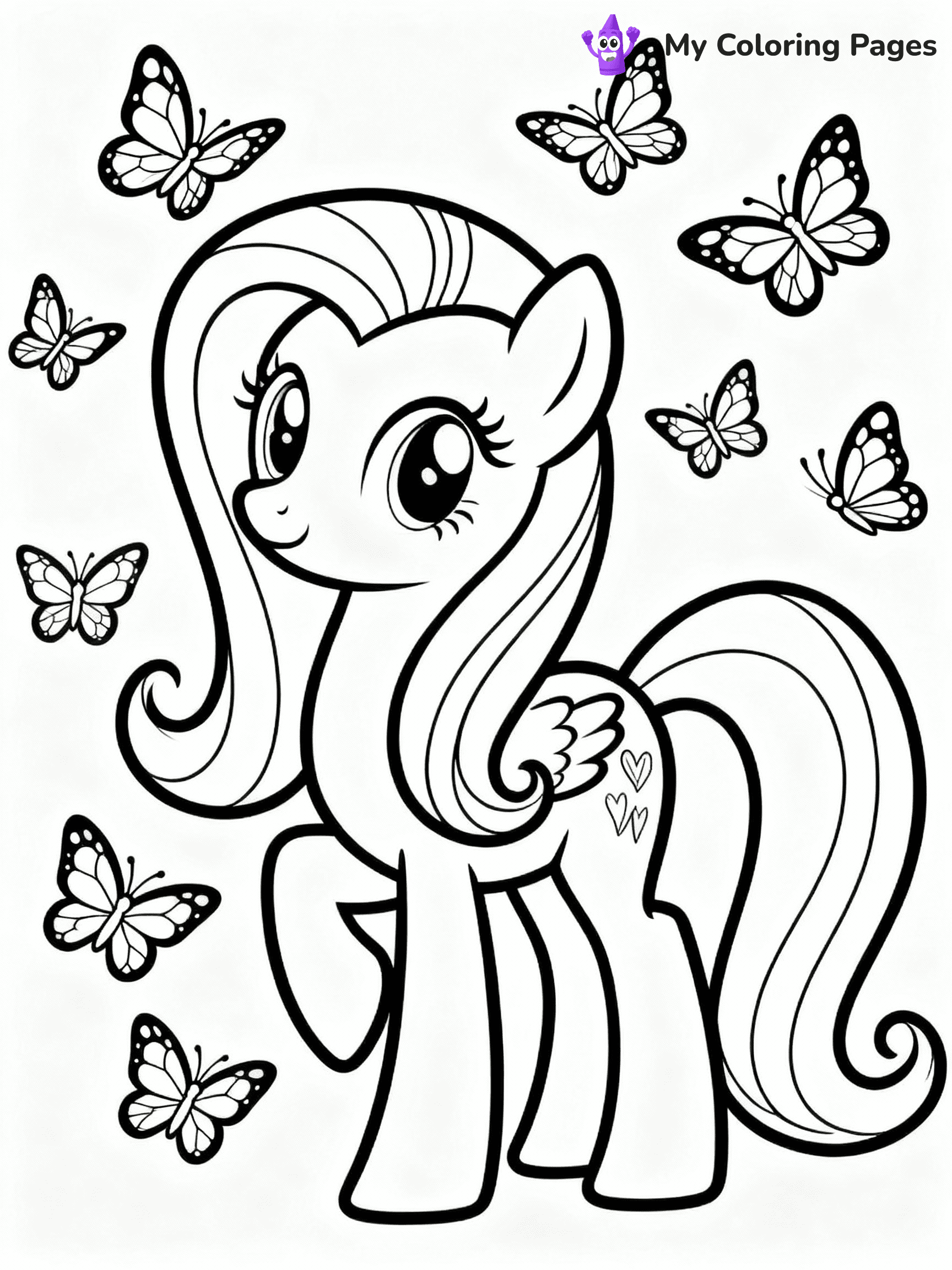⚠️ CRITICAL REQUIREMENT - ABSOLUTE BLACK AND WHITE ONLY ⚠️
This MUST be a BLACK AND WHITE line drawing ONLY. NO COLORS whatsoever.
- ONLY pure black lines (#000000) on pure white background (#FFFFFF)
- ABSOLUTELY NO colors, NO shading, NO gradients, NO grayscale
- If there are ANY colors in the output, the image is REJECTED
- This is a COLORING PAGE - meant to be COLORED IN by children
- The output must be UNCOLORED line art ready for coloring
⚠️ SUBJECT TO DRAW: Fluttershy from My Little Pony in My Little Pony animation style, surrounded by butterflies, gentle pose, flowing mane
(REMEMBER: Output must be BLACK AND WHITE line art only, NOT colored!)
# COLORING PAGE: BLACK OUTLINES ONLY - WHITE BACKGROUND MANDATORY
Create a **coloring book page** using EXACTLY two values: black lines, white space.
## NON-NEGOTIABLE BINARY RULES
- **ONLY #000000 (black) and #FFFFFF (white)** - NO other values exist
- **EVERY PIXEL = BLACK OR WHITE** - no gray/shading/antialiasing
- **WHITE BACKGROUND MANDATORY** - entire canvas stays white
- **ALL SHAPES HOLLOW** - everything is empty outlines waiting to be colored
- **FORBIDDEN:** fills, shading, gradients, patterns, textures, colors
- **NO SOLID REGIONS** - if it's not a thin line, it's wrong
## Universal Line Standards
- Black outlines ONLY - thin, uniform weight
- Every shape completely empty inside
- Closed contours suitable for coloring
- Simple flat illustration - zero depth/3D/realism
- **Style:** Whimsical Doodle Art Alley - rounded, friendly outlines (unless specified)
## Everything = Outline Only
- Characters/animals: hollow shapes
- Objects/clothing: empty contours
- Backgrounds/scenery: line work only
- Natural elements: outlined forms
- Dark/night areas: don't exist (use outlined symbols)
- Textures/patterns: convert to simple lines
## The Test
Can a child color EVERY white space with crayons? If any area is pre-filled/shaded/gray or colored in, it FAILS. Every shape must be waiting to receive color.
**FINAL OUTPUT**: Binary coloring page. Black lines define shapes. White spaces ready for coloring. Nothing else exists. No exceptions. Print-ready.
⚠️ FINAL REMINDER: Draw the subject "Fluttershy from My Little Pony in My Little Pony animation style, surrounded by butterflies, gentle pose, flowing mane" as BLACK AND WHITE line art. Zero colors in output.