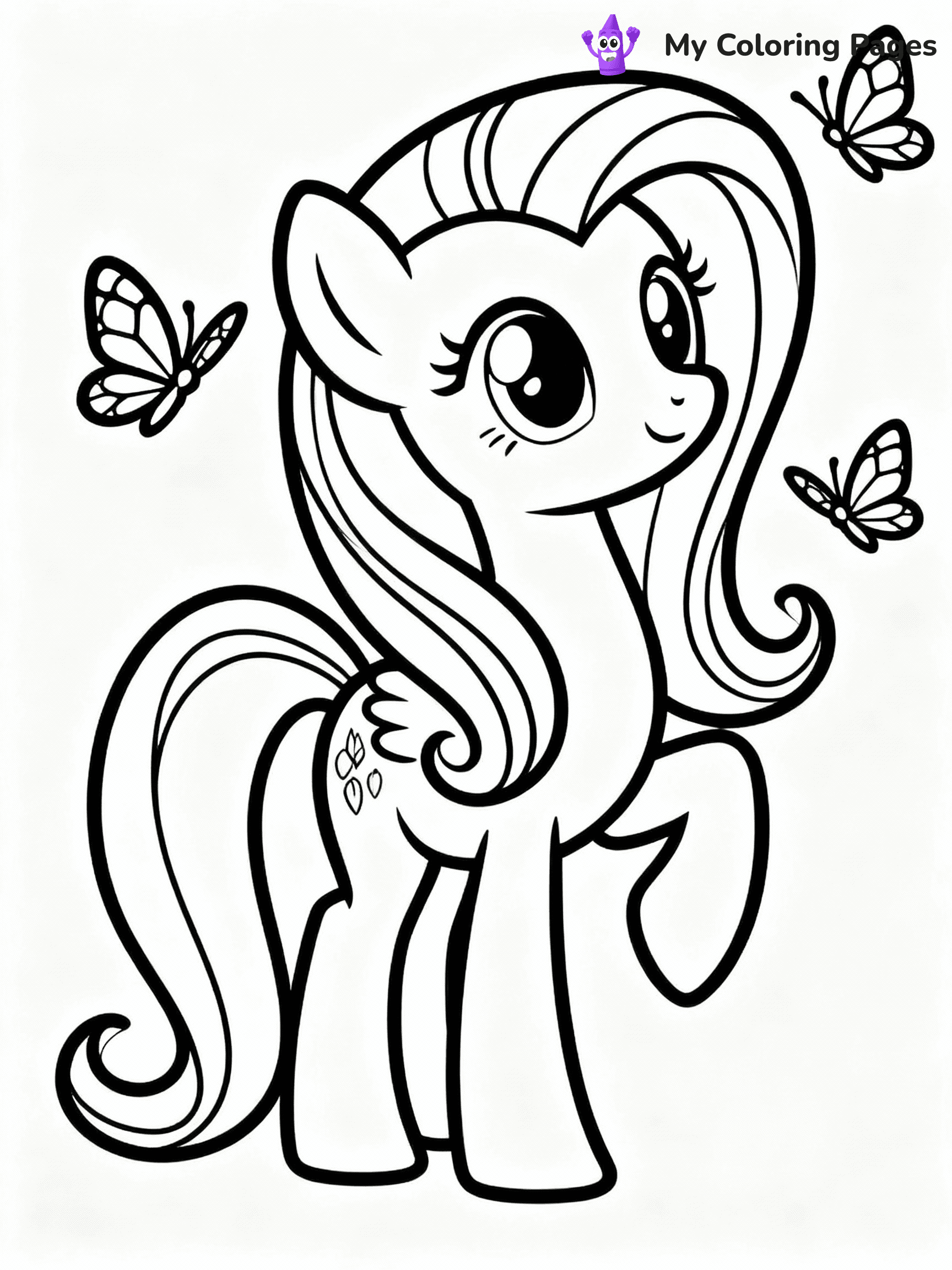 ⚠️ CRITICAL REQUIREMENT - ABSOLUTE BLACK AND WHITE ONLY ⚠️
This MUST be a BLACK AND WHITE line drawing ONLY. NO COLORS whatsoever.
- ONLY pure black lines (#000000) on pure white background (#FFFFFF)
- ABSOLUTELY NO colors, NO shading, NO gradients, NO grayscale
- If there are ANY colors in the output, the image is REJECTED
- This is a COLORING PAGE - meant to be COLORED IN by children
- The output must be UNCOLORED line art ready for coloring
⚠️ SUBJECT TO DRAW: Fluttershy from My Little Pony in My Little Pony animation style, surrounded by butterflies, gentle pose, flowing mane
(REMEMBER: Output must be BLACK AND WHITE line art only, NOT colored!)
# COLORING PAGE: BLACK OUTLINES ONLY - WHITE BACKGROUND MANDATORY
Create a **coloring book page** using EXACTLY two values: black lines, white space.
## NON-NEGOTIABLE BINARY RULES
- **ONLY #000000 (black) and #FFFFFF (white)** - NO other values exist
- **EVERY PIXEL = BLACK OR WHITE** - no gray/shading/antialiasing
- **WHITE BACKGROUND MANDATORY** - entire canvas stays white
- **ALL SHAPES HOLLOW** - everything is empty outlines waiting to be colored
- **FORBIDDEN:** fills, shading, gradients, patterns, textures, colors
- **NO SOLID REGIONS** - if it's not a thin line, it's wrong
## Universal Line Standards
- Black outlines ONLY - thin, uniform weight
- Every shape completely empty inside
- Closed contours suitable for coloring
- Simple flat illustration - zero depth/3D/realism
- **Style:** Whimsical Doodle Art Alley - rounded, friendly outlines (unless specified)
## Everything = Outline Only
- Characters/animals: hollow shapes
- Objects/clothing: empty contours
- Backgrounds/scenery: line work only
- Natural elements: outlined forms
- Dark/night areas: don't exist (use outlined symbols)
- Textures/patterns: convert to simple lines
## The Test
Can a child color EVERY white space with crayons? If any area is pre-filled/shaded/gray or colored in, it FAILS. Every shape must be waiting to receive color.
**FINAL OUTPUT**: Binary coloring page. Black lines define shapes. White spaces ready for coloring. Nothing else exists. No exceptions. Print-ready.
⚠️ FINAL REMINDER: Draw the subject "Fluttershy from My Little Pony in My Little Pony animation style, surrounded by butterflies, gentle pose, flowing mane" as BLACK AND WHITE line art. Zero colors in output.
