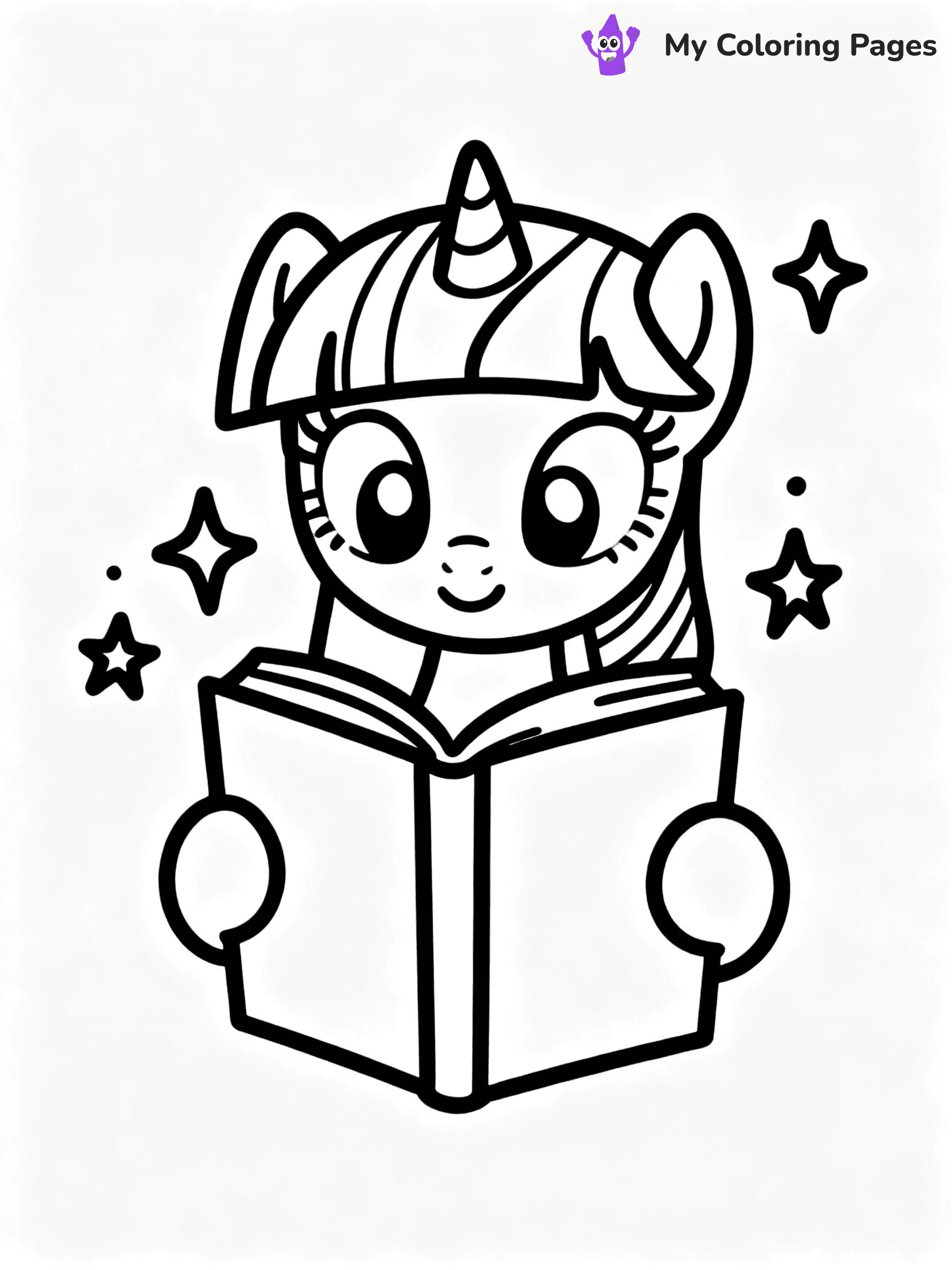 ⚠️ CRITICAL REQUIREMENT - ABSOLUTE BLACK AND WHITE ONLY ⚠️
This MUST be a BLACK AND WHITE line drawing ONLY. NO COLORS whatsoever.
- ONLY pure black lines (#000000) on pure white background (#FFFFFF)
- ABSOLUTELY NO colors, NO shading, NO gradients, NO grayscale
- If there are ANY colors in the output, the image is REJECTED
- This is a COLORING PAGE - meant to be COLORED IN by children
- The output must be UNCOLORED line art ready for coloring
⚠️ SUBJECT TO DRAW: Twilight Sparkle from My Little Pony in My Little Pony animation style, reading a book, magic sparkles around
(REMEMBER: Output must be BLACK AND WHITE line art only, NOT colored!)
# COLORING PAGE: BLACK OUTLINES ONLY - WHITE BACKGROUND MANDATORY
Create a **coloring book page** using EXACTLY two values: black lines, white space.
## NON-NEGOTIABLE BINARY RULES
- **ONLY #000000 (black) and #FFFFFF (white)** - NO other values exist
- **EVERY PIXEL = BLACK OR WHITE** - no gray/shading/antialiasing
- **WHITE BACKGROUND MANDATORY** - entire canvas stays white
- **ALL SHAPES HOLLOW** - everything is empty outlines waiting to be colored
- **FORBIDDEN:** fills, shading, gradients, patterns, textures, colors
- **NO SOLID REGIONS** - if it's not a thin line, it's wrong
## Universal Line Standards
- Black outlines ONLY - thin, uniform weight
- Every shape completely empty inside
- Closed contours suitable for coloring
- Simple flat illustration - zero depth/3D/realism
- **Style:** Whimsical Doodle Art Alley - rounded, friendly outlines (unless specified)
## Everything = Outline Only
- Characters/animals: hollow shapes
- Objects/clothing: empty contours
- Backgrounds/scenery: line work only
- Natural elements: outlined forms
- Dark/night areas: don't exist (use outlined symbols)
- Textures/patterns: convert to simple lines
## The Test
Can a child color EVERY white space with crayons? If any area is pre-filled/shaded/gray or colored in, it FAILS. Every shape must be waiting to receive color.
**FINAL OUTPUT**: Binary coloring page. Black lines define shapes. White spaces ready for coloring. Nothing else exists. No exceptions. Print-ready.
⚠️ FINAL REMINDER: Draw the subject "Twilight Sparkle from My Little Pony in My Little Pony animation style, reading a book, magic sparkles around" as BLACK AND WHITE line art. Zero colors in output.