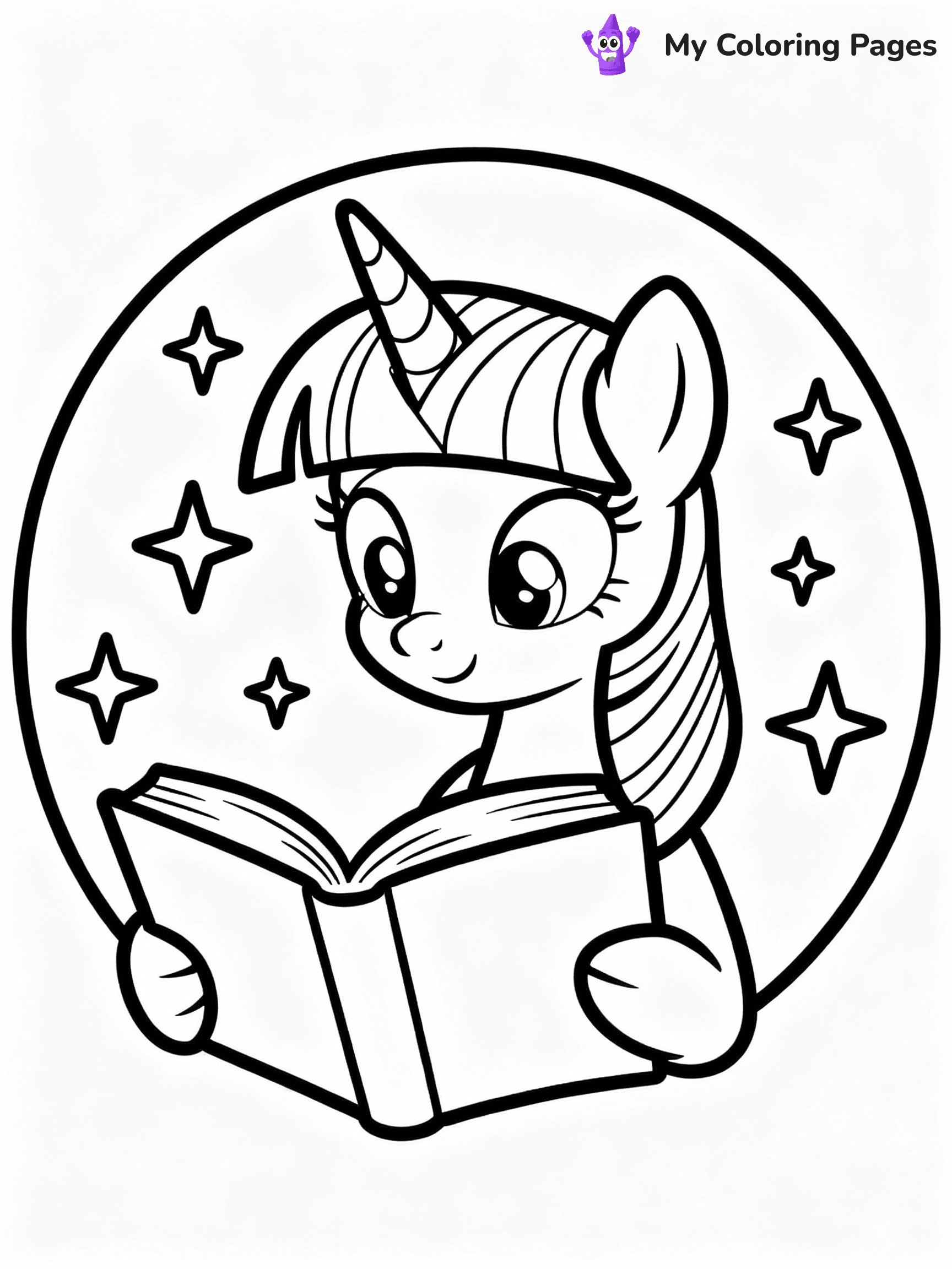 ⚠️ CRITICAL REQUIREMENT - ABSOLUTE BLACK AND WHITE ONLY ⚠️
This MUST be a BLACK AND WHITE line drawing ONLY. NO COLORS whatsoever.
- ONLY pure black lines (#000000) on pure white background (#FFFFFF)
- ABSOLUTELY NO colors, NO shading, NO gradients, NO grayscale
- If there are ANY colors in the output, the image is REJECTED
- This is a COLORING PAGE - meant to be COLORED IN by children
- The output must be UNCOLORED line art ready for coloring
⚠️ SUBJECT TO DRAW: Twilight Sparkle from My Little Pony in My Little Pony animation style, reading a book, magic sparkles around
(REMEMBER: Output must be BLACK AND WHITE line art only, NOT colored!)
# COLORING PAGE: BLACK OUTLINES ONLY - WHITE BACKGROUND MANDATORY
Create a **coloring book page** using EXACTLY two values: black lines, white space.
## NON-NEGOTIABLE BINARY RULES
- **ONLY #000000 (black) and #FFFFFF (white)** - NO other values exist
- **EVERY PIXEL = BLACK OR WHITE** - no gray/shading/antialiasing
- **WHITE BACKGROUND MANDATORY** - entire canvas stays white
- **ALL SHAPES HOLLOW** - everything is empty outlines waiting to be colored
- **FORBIDDEN:** fills, shading, gradients, patterns, textures, colors
- **NO SOLID REGIONS** - if it's not a thin line, it's wrong
## Universal Line Standards
- Black outlines ONLY - thin, uniform weight
- Every shape completely empty inside
- Closed contours suitable for coloring
- Simple flat illustration - zero depth/3D/realism
- **Style:** Whimsical Doodle Art Alley - rounded, friendly outlines (unless specified)
## Everything = Outline Only
- Characters/animals: hollow shapes
- Objects/clothing: empty contours
- Backgrounds/scenery: line work only
- Natural elements: outlined forms
- Dark/night areas: don't exist (use outlined symbols)
- Textures/patterns: convert to simple lines
## The Test
Can a child color EVERY white space with crayons? If any area is pre-filled/shaded/gray or colored in, it FAILS. Every shape must be waiting to receive color.
**FINAL OUTPUT**: Binary coloring page. Black lines define shapes. White spaces ready for coloring. Nothing else exists. No exceptions. Print-ready.
⚠️ FINAL REMINDER: Draw the subject "Twilight Sparkle from My Little Pony in My Little Pony animation style, reading a book, magic sparkles around" as BLACK AND WHITE line art. Zero colors in output.