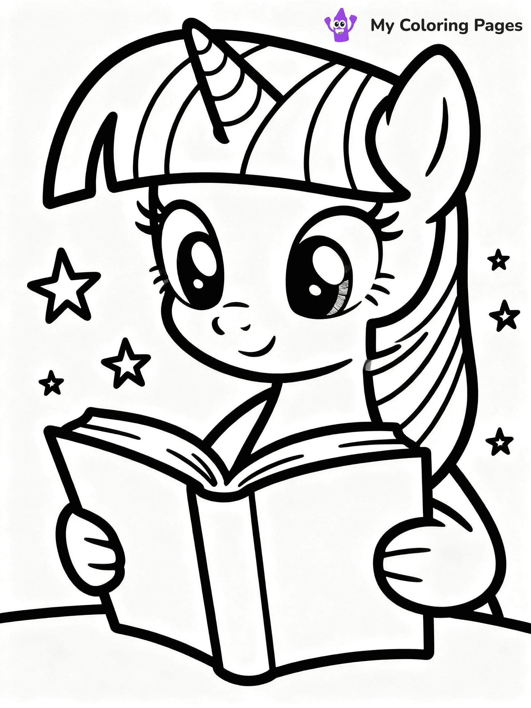 ⚠️ CRITICAL REQUIREMENT - ABSOLUTE BLACK AND WHITE ONLY ⚠️
This MUST be a BLACK AND WHITE line drawing ONLY. NO COLORS whatsoever.
- ONLY pure black lines (#000000) on pure white background (#FFFFFF)
- ABSOLUTELY NO colors, NO shading, NO gradients, NO grayscale
- If there are ANY colors in the output, the image is REJECTED
- This is a COLORING PAGE - meant to be COLORED IN by children
- The output must be UNCOLORED line art ready for coloring
⚠️ SUBJECT TO DRAW: Twilight Sparkle from My Little Pony in My Little Pony animation style, reading a book, magic sparkles around
(REMEMBER: Output must be BLACK AND WHITE line art only, NOT colored!)
# COLORING PAGE: BLACK OUTLINES ONLY - WHITE BACKGROUND MANDATORY
Create a **coloring book page** using EXACTLY two values: black lines, white space.
## NON-NEGOTIABLE BINARY RULES
- **ONLY #000000 (black) and #FFFFFF (white)** - NO other values exist
- **EVERY PIXEL = BLACK OR WHITE** - no gray/shading/antialiasing
- **WHITE BACKGROUND MANDATORY** - entire canvas stays white
- **ALL SHAPES HOLLOW** - everything is empty outlines waiting to be colored
- **FORBIDDEN:** fills, shading, gradients, patterns, textures, colors
- **NO SOLID REGIONS** - if it's not a thin line, it's wrong
## Universal Line Standards
- Black outlines ONLY - thin, uniform weight
- Every shape completely empty inside
- Closed contours suitable for coloring
- Simple flat illustration - zero depth/3D/realism
- **Style:** Whimsical Doodle Art Alley - rounded, friendly outlines (unless specified)
## Everything = Outline Only
- Characters/animals: hollow shapes
- Objects/clothing: empty contours
- Backgrounds/scenery: line work only
- Natural elements: outlined forms
- Dark/night areas: don't exist (use outlined symbols)
- Textures/patterns: convert to simple lines
## The Test
Can a child color EVERY white space with crayons? If any area is pre-filled/shaded/gray or colored in, it FAILS. Every shape must be waiting to receive color.
**FINAL OUTPUT**: Binary coloring page. Black lines define shapes. White spaces ready for coloring. Nothing else exists. No exceptions. Print-ready.
⚠️ FINAL REMINDER: Draw the subject "Twilight Sparkle from My Little Pony in My Little Pony animation style, reading a book, magic sparkles around" as BLACK AND WHITE line art. Zero colors in output.