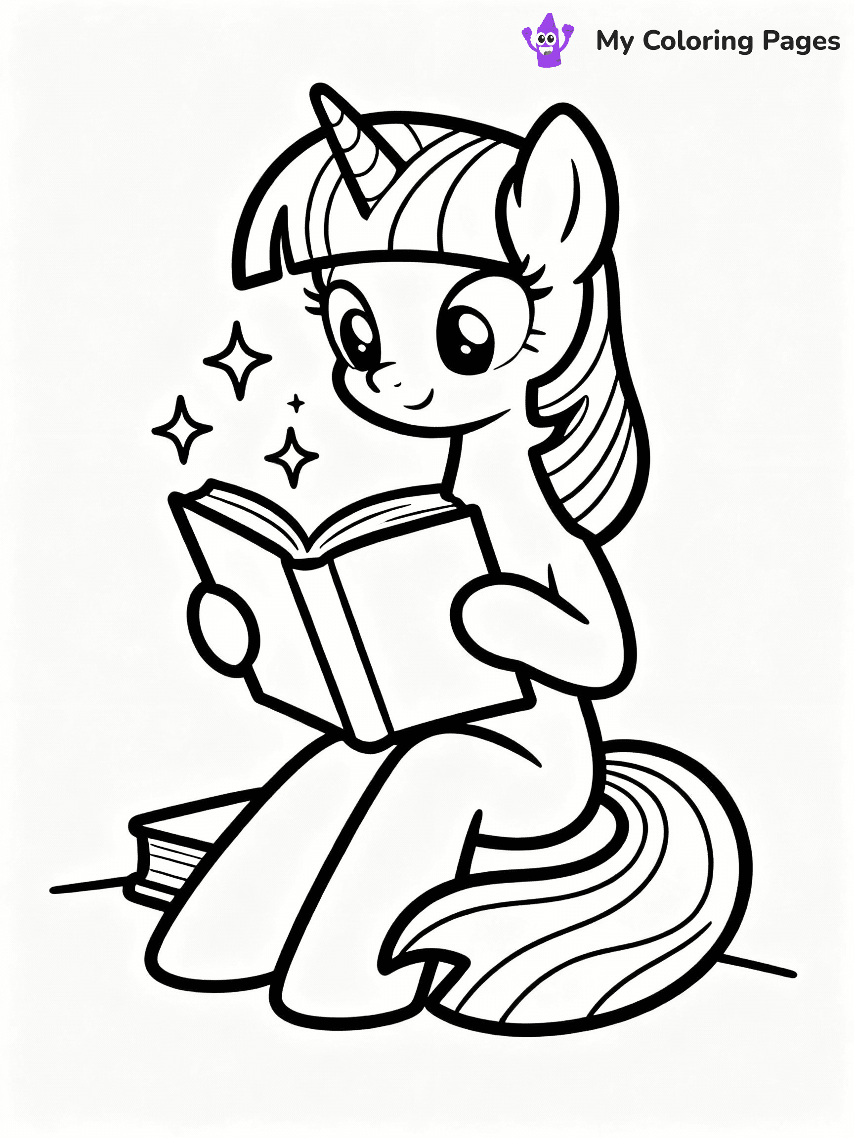 ⚠️ CRITICAL REQUIREMENT - ABSOLUTE BLACK AND WHITE ONLY ⚠️
This MUST be a BLACK AND WHITE line drawing ONLY. NO COLORS whatsoever.
- ONLY pure black lines (#000000) on pure white background (#FFFFFF)
- ABSOLUTELY NO colors, NO shading, NO gradients, NO grayscale
- If there are ANY colors in the output, the image is REJECTED
- This is a COLORING PAGE - meant to be COLORED IN by children
- The output must be UNCOLORED line art ready for coloring
⚠️ SUBJECT TO DRAW: Twilight Sparkle from My Little Pony in My Little Pony animation style, reading a book, magic sparkles around
(REMEMBER: Output must be BLACK AND WHITE line art only, NOT colored!)
# COLORING PAGE: BLACK OUTLINES ONLY - WHITE BACKGROUND MANDATORY
Create a **coloring book page** using EXACTLY two values: black lines, white space.
## NON-NEGOTIABLE BINARY RULES
- **ONLY #000000 (black) and #FFFFFF (white)** - NO other values exist
- **EVERY PIXEL = BLACK OR WHITE** - no gray/shading/antialiasing
- **WHITE BACKGROUND MANDATORY** - entire canvas stays white
- **ALL SHAPES HOLLOW** - everything is empty outlines waiting to be colored
- **FORBIDDEN:** fills, shading, gradients, patterns, textures, colors
- **NO SOLID REGIONS** - if it's not a thin line, it's wrong
## Universal Line Standards
- Black outlines ONLY - thin, uniform weight
- Every shape completely empty inside
- Closed contours suitable for coloring
- Simple flat illustration - zero depth/3D/realism
- **Style:** Whimsical Doodle Art Alley - rounded, friendly outlines (unless specified)
## Everything = Outline Only
- Characters/animals: hollow shapes
- Objects/clothing: empty contours
- Backgrounds/scenery: line work only
- Natural elements: outlined forms
- Dark/night areas: don't exist (use outlined symbols)
- Textures/patterns: convert to simple lines
## The Test
Can a child color EVERY white space with crayons? If any area is pre-filled/shaded/gray or colored in, it FAILS. Every shape must be waiting to receive color.
**FINAL OUTPUT**: Binary coloring page. Black lines define shapes. White spaces ready for coloring. Nothing else exists. No exceptions. Print-ready.
⚠️ FINAL REMINDER: Draw the subject "Twilight Sparkle from My Little Pony in My Little Pony animation style, reading a book, magic sparkles around" as BLACK AND WHITE line art. Zero colors in output.