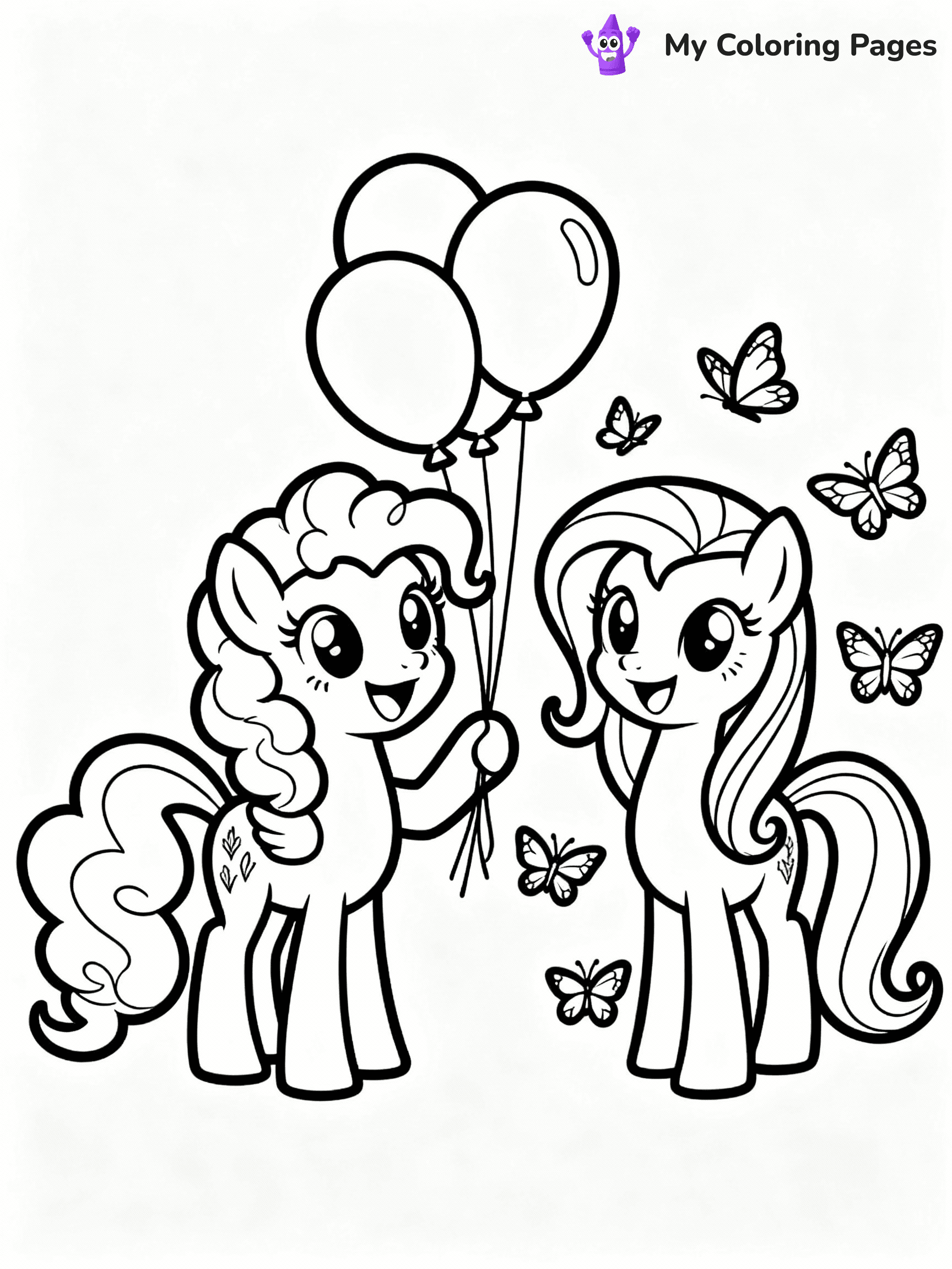 ⚠️ CRITICAL REQUIREMENT - ABSOLUTE BLACK AND WHITE ONLY ⚠️
This MUST be a BLACK AND WHITE line drawing ONLY. NO COLORS whatsoever.
- ONLY pure black lines (#000000) on pure white background (#FFFFFF)
- ABSOLUTELY NO colors, NO shading, NO gradients, NO grayscale
- If there are ANY colors in the output, the image is REJECTED
- This is a COLORING PAGE - meant to be COLORED IN by children
- The output must be UNCOLORED line art ready for coloring
⚠️ SUBJECT TO DRAW: Pinkie Pie & Fluttershy in My Little Pony style, Pinkie with balloons, Fluttershy with butterflies, smiling together
(REMEMBER: Output must be BLACK AND WHITE line art only, NOT colored!)
# COLORING PAGE: BLACK OUTLINES ONLY - WHITE BACKGROUND MANDATORY
Create a **coloring book page** using EXACTLY two values: black lines, white space.
## NON-NEGOTIABLE BINARY RULES
- **ONLY #000000 (black) and #FFFFFF (white)** - NO other values exist
- **EVERY PIXEL = BLACK OR WHITE** - no gray/shading/antialiasing
- **WHITE BACKGROUND MANDATORY** - entire canvas stays white
- **ALL SHAPES HOLLOW** - everything is empty outlines waiting to be colored
- **FORBIDDEN:** fills, shading, gradients, patterns, textures, colors
- **NO SOLID REGIONS** - if it's not a thin line, it's wrong
## Universal Line Standards
- Black outlines ONLY - thin, uniform weight
- Every shape completely empty inside
- Closed contours suitable for coloring
- Simple flat illustration - zero depth/3D/realism
- **Style:** Whimsical Doodle Art Alley - rounded, friendly outlines (unless specified)
## Everything = Outline Only
- Characters/animals: hollow shapes
- Objects/clothing: empty contours
- Backgrounds/scenery: line work only
- Natural elements: outlined forms
- Dark/night areas: don't exist (use outlined symbols)
- Textures/patterns: convert to simple lines
## The Test
Can a child color EVERY white space with crayons? If any area is pre-filled/shaded/gray or colored in, it FAILS. Every shape must be waiting to receive color.
**FINAL OUTPUT**: Binary coloring page. Black lines define shapes. White spaces ready for coloring. Nothing else exists. No exceptions. Print-ready.
⚠️ FINAL REMINDER: Draw the subject "Pinkie Pie & Fluttershy in My Little Pony style, Pinkie with balloons, Fluttershy with butterflies, smiling together" as BLACK AND WHITE line art. Zero colors in output.