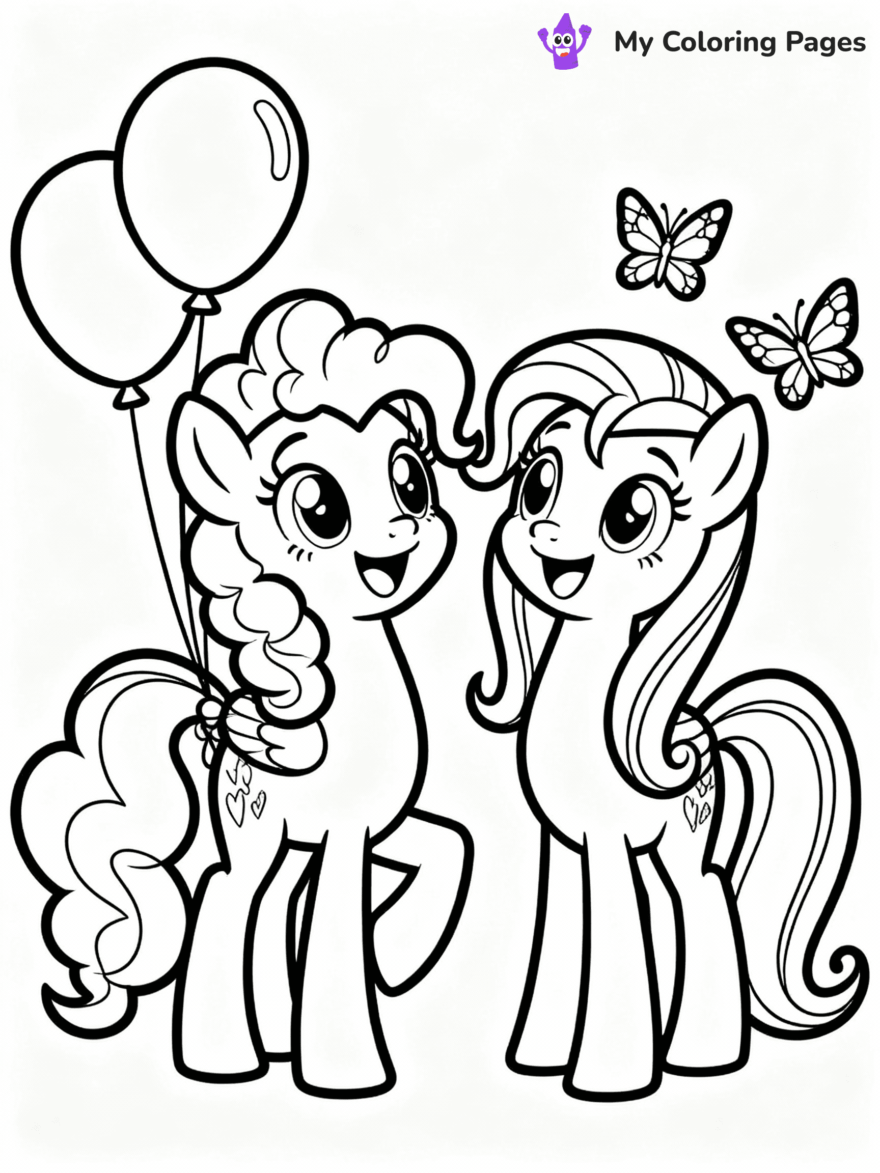 ⚠️ CRITICAL REQUIREMENT - ABSOLUTE BLACK AND WHITE ONLY ⚠️
This MUST be a BLACK AND WHITE line drawing ONLY. NO COLORS whatsoever.
- ONLY pure black lines (#000000) on pure white background (#FFFFFF)
- ABSOLUTELY NO colors, NO shading, NO gradients, NO grayscale
- If there are ANY colors in the output, the image is REJECTED
- This is a COLORING PAGE - meant to be COLORED IN by children
- The output must be UNCOLORED line art ready for coloring
⚠️ SUBJECT TO DRAW: Pinkie Pie & Fluttershy in My Little Pony style, Pinkie with balloons, Fluttershy with butterflies, smiling together
(REMEMBER: Output must be BLACK AND WHITE line art only, NOT colored!)
# COLORING PAGE: BLACK OUTLINES ONLY - WHITE BACKGROUND MANDATORY
Create a **coloring book page** using EXACTLY two values: black lines, white space.
## NON-NEGOTIABLE BINARY RULES
- **ONLY #000000 (black) and #FFFFFF (white)** - NO other values exist
- **EVERY PIXEL = BLACK OR WHITE** - no gray/shading/antialiasing
- **WHITE BACKGROUND MANDATORY** - entire canvas stays white
- **ALL SHAPES HOLLOW** - everything is empty outlines waiting to be colored
- **FORBIDDEN:** fills, shading, gradients, patterns, textures, colors
- **NO SOLID REGIONS** - if it's not a thin line, it's wrong
## Universal Line Standards
- Black outlines ONLY - thin, uniform weight
- Every shape completely empty inside
- Closed contours suitable for coloring
- Simple flat illustration - zero depth/3D/realism
- **Style:** Whimsical Doodle Art Alley - rounded, friendly outlines (unless specified)
## Everything = Outline Only
- Characters/animals: hollow shapes
- Objects/clothing: empty contours
- Backgrounds/scenery: line work only
- Natural elements: outlined forms
- Dark/night areas: don't exist (use outlined symbols)
- Textures/patterns: convert to simple lines
## The Test
Can a child color EVERY white space with crayons? If any area is pre-filled/shaded/gray or colored in, it FAILS. Every shape must be waiting to receive color.
**FINAL OUTPUT**: Binary coloring page. Black lines define shapes. White spaces ready for coloring. Nothing else exists. No exceptions. Print-ready.
⚠️ FINAL REMINDER: Draw the subject "Pinkie Pie & Fluttershy in My Little Pony style, Pinkie with balloons, Fluttershy with butterflies, smiling together" as BLACK AND WHITE line art. Zero colors in output.