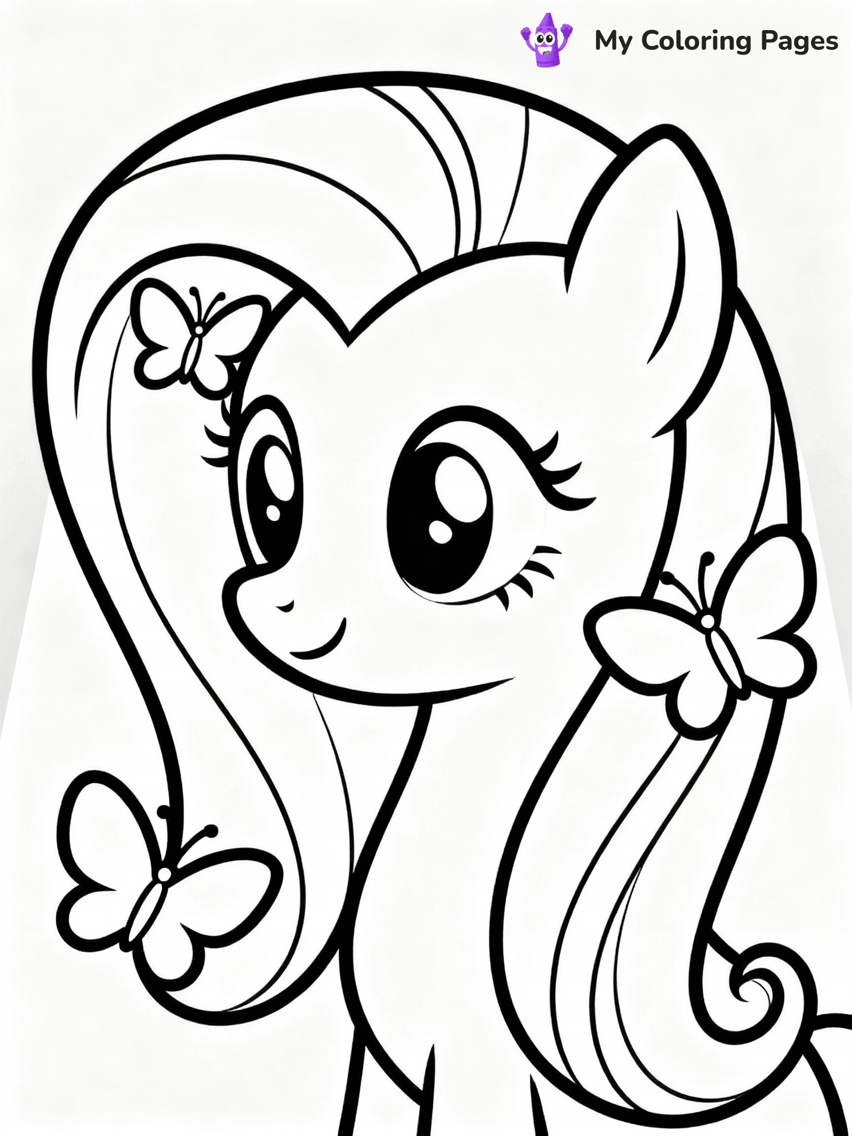 ⚠️ CRITICAL REQUIREMENT - ABSOLUTE BLACK AND WHITE ONLY ⚠️
This MUST be a BLACK AND WHITE line drawing ONLY. NO COLORS whatsoever.
- ONLY pure black lines (#000000) on pure white background (#FFFFFF)
- ABSOLUTELY NO colors, NO shading, NO gradients, NO grayscale
- If there are ANY colors in the output, the image is REJECTED
- This is a COLORING PAGE - meant to be COLORED IN by children
- The output must be UNCOLORED line art ready for coloring
⚠️ SUBJECT TO DRAW: Fluttershy, in MLP animation style, soft spotlight on her, butterflies gently landing on her mane, serene smile.
(REMEMBER: Output must be BLACK AND WHITE line art only, NOT colored!)
# COLORING PAGE: BLACK OUTLINES ONLY - WHITE BACKGROUND MANDATORY
Create a **coloring book page** using EXACTLY two values: black lines, white space.
## NON-NEGOTIABLE BINARY RULES
- **ONLY #000000 (black) and #FFFFFF (white)** - NO other values exist
- **EVERY PIXEL = BLACK OR WHITE** - no gray/shading/antialiasing
- **WHITE BACKGROUND MANDATORY** - entire canvas stays white
- **ALL SHAPES HOLLOW** - everything is empty outlines waiting to be colored
- **FORBIDDEN:** fills, shading, gradients, patterns, textures, colors
- **NO SOLID REGIONS** - if it's not a thin line, it's wrong
## Universal Line Standards
- Black outlines ONLY - thin, uniform weight
- Every shape completely empty inside
- Closed contours suitable for coloring
- Simple flat illustration - zero depth/3D/realism
- **Style:** Whimsical Doodle Art Alley - rounded, friendly outlines (unless specified)
## Everything = Outline Only
- Characters/animals: hollow shapes
- Objects/clothing: empty contours
- Backgrounds/scenery: line work only
- Natural elements: outlined forms
- Dark/night areas: don't exist (use outlined symbols)
- Textures/patterns: convert to simple lines
## The Test
Can a child color EVERY white space with crayons? If any area is pre-filled/shaded/gray or colored in, it FAILS. Every shape must be waiting to receive color.
**FINAL OUTPUT**: Binary coloring page. Black lines define shapes. White spaces ready for coloring. Nothing else exists. No exceptions. Print-ready.
⚠️ FINAL REMINDER: Draw the subject "Fluttershy, in MLP animation style, soft spotlight on her, butterflies gently landing on her mane, serene smile." as BLACK AND WHITE line art. Zero colors in output.