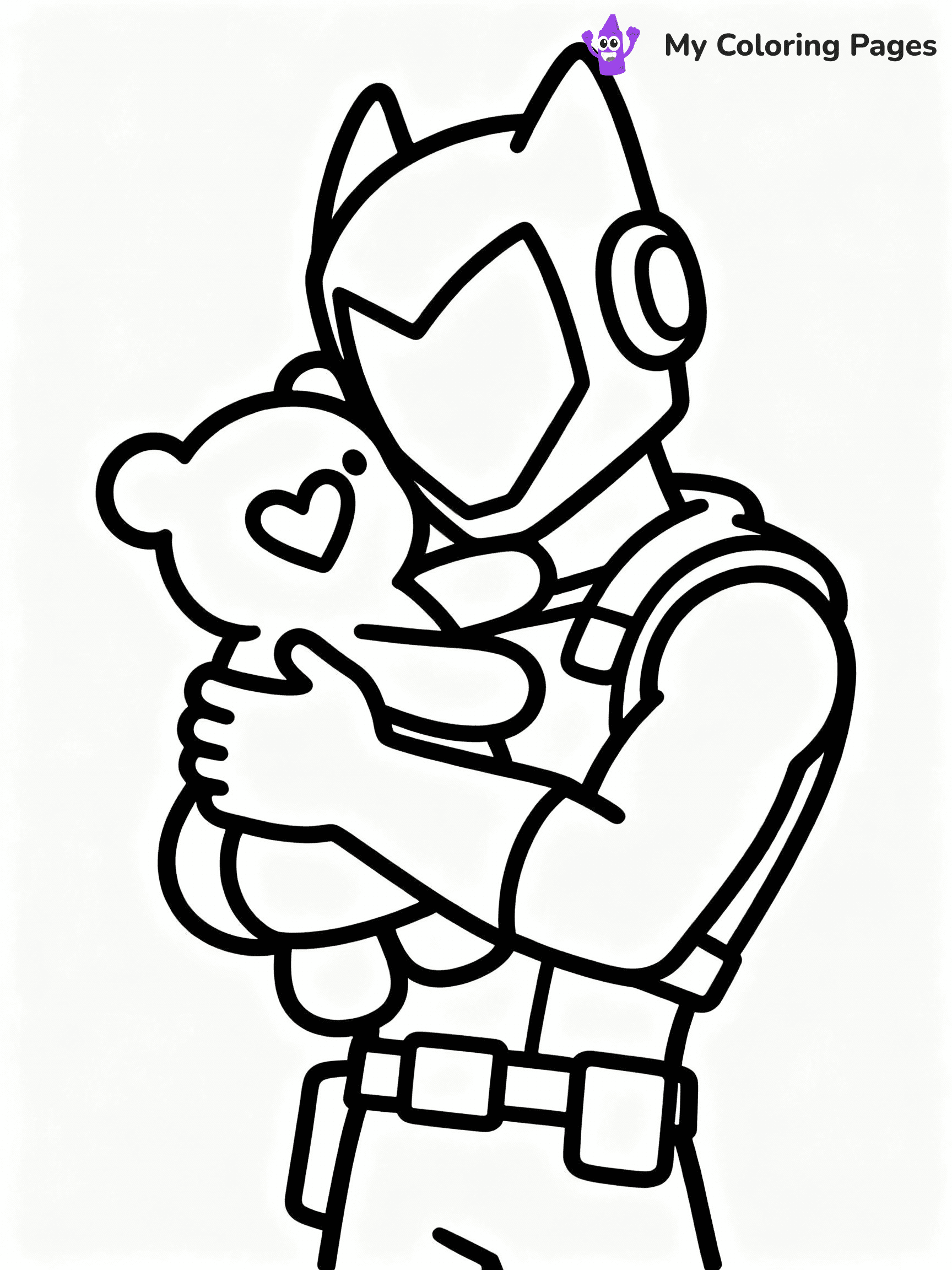 ⚠️ CRITICAL REQUIREMENT - ABSOLUTE BLACK AND WHITE ONLY ⚠️
This MUST be a BLACK AND WHITE line drawing ONLY. NO COLORS whatsoever.
- ONLY pure black lines (#000000) on pure white background (#FFFFFF)
- ABSOLUTELY NO colors, NO shading, NO gradients, NO grayscale
- If there are ANY colors in the output, the image is REJECTED
- This is a COLORING PAGE - meant to be COLORED IN by children
- The output must be UNCOLORED line art ready for coloring
⚠️ SUBJECT TO DRAW: Cuddle Team Leader from Fortnite hugging a plush toy, heart-shaped emblem visible.
(REMEMBER: Output must be BLACK AND WHITE line art only, NOT colored!)
# COLORING PAGE: BLACK OUTLINES ONLY - WHITE BACKGROUND MANDATORY
Create a **coloring book page** using EXACTLY two values: black lines, white space.
## NON-NEGOTIABLE BINARY RULES
- **ONLY #000000 (black) and #FFFFFF (white)** - NO other values exist
- **EVERY PIXEL = BLACK OR WHITE** - no gray/shading/antialiasing
- **WHITE BACKGROUND MANDATORY** - entire canvas stays white
- **ALL SHAPES HOLLOW** - everything is empty outlines waiting to be colored
- **FORBIDDEN:** fills, shading, gradients, patterns, textures, colors
- **NO SOLID REGIONS** - if it's not a thin line, it's wrong
## Universal Line Standards
- Black outlines ONLY - thin, uniform weight
- Every shape completely empty inside
- Closed contours suitable for coloring
- Simple flat illustration - zero depth/3D/realism
- **Style:** Whimsical Doodle Art Alley - rounded, friendly outlines (unless specified)
## Everything = Outline Only
- Characters/animals: hollow shapes
- Objects/clothing: empty contours
- Backgrounds/scenery: line work only
- Natural elements: outlined forms
- Dark/night areas: don't exist (use outlined symbols)
- Textures/patterns: convert to simple lines
## The Test
Can a child color EVERY white space with crayons? If any area is pre-filled/shaded/gray, it FAILS. Every shape must be waiting to receive color.
**FINAL OUTPUT**: Binary coloring page. Black lines define shapes. White spaces ready for coloring. Nothing else exists. No exceptions. Print-ready.
⚠️ FINAL REMINDER: Draw the subject "Cuddle Team Leader from Fortnite hugging a plush toy, heart-shaped emblem visible." as BLACK AND WHITE line art. Zero colors in output.