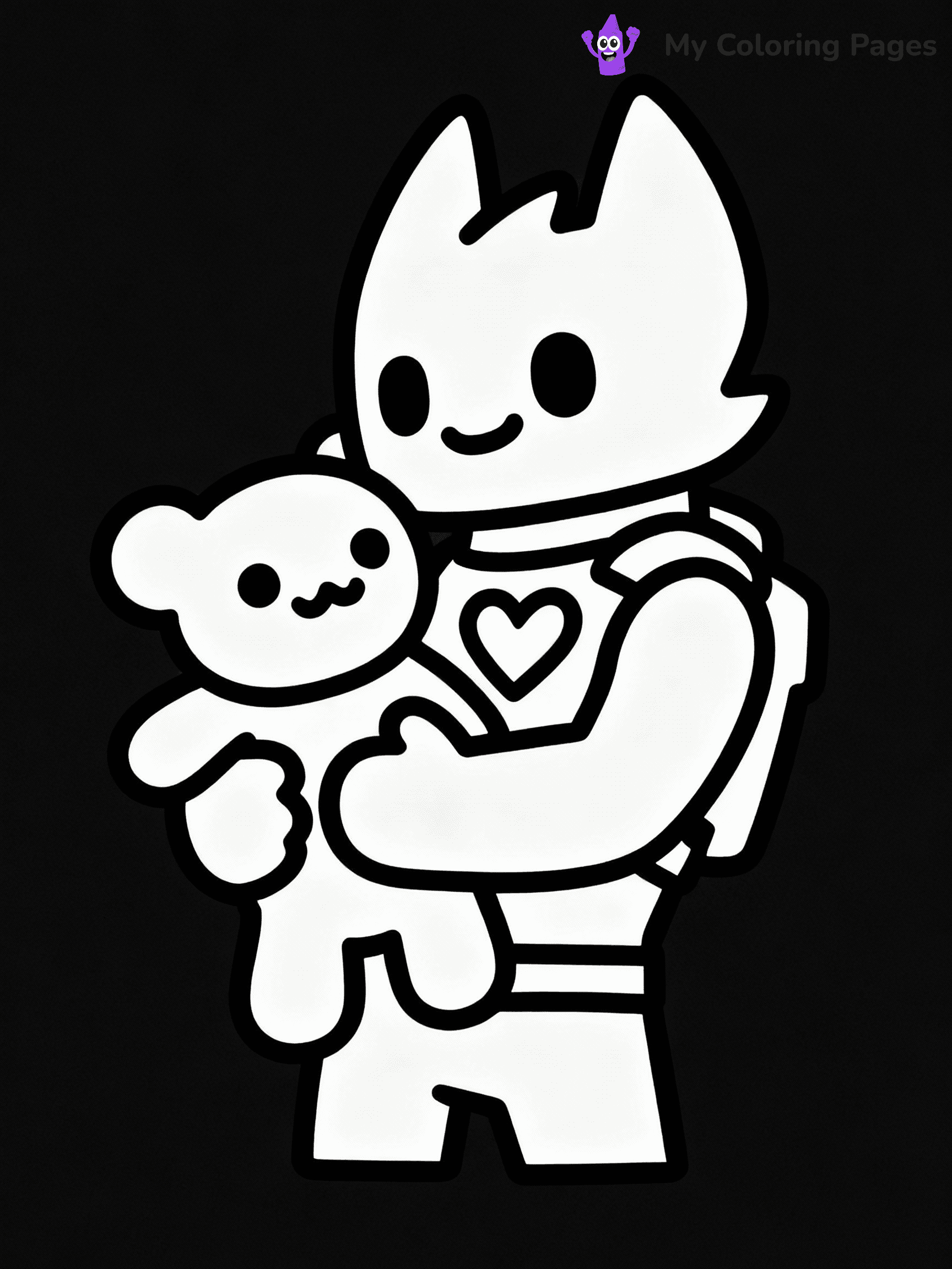 ⚠️ CRITICAL REQUIREMENT - ABSOLUTE BLACK AND WHITE ONLY ⚠️
This MUST be a BLACK AND WHITE line drawing ONLY. NO COLORS whatsoever.
- ONLY pure black lines (#000000) on pure white background (#FFFFFF)
- ABSOLUTELY NO colors, NO shading, NO gradients, NO grayscale
- If there are ANY colors in the output, the image is REJECTED
- This is a COLORING PAGE - meant to be COLORED IN by children
- The output must be UNCOLORED line art ready for coloring
⚠️ SUBJECT TO DRAW: Cuddle Team Leader from Fortnite hugging a plush toy, heart-shaped emblem visible.
(REMEMBER: Output must be BLACK AND WHITE line art only, NOT colored!)
# COLORING PAGE: BLACK OUTLINES ONLY - WHITE BACKGROUND MANDATORY
Create a **coloring book page** using EXACTLY two values: black lines, white space.
## NON-NEGOTIABLE BINARY RULES
- **ONLY #000000 (black) and #FFFFFF (white)** - NO other values exist
- **EVERY PIXEL = BLACK OR WHITE** - no gray/shading/antialiasing
- **WHITE BACKGROUND MANDATORY** - entire canvas stays white
- **ALL SHAPES HOLLOW** - everything is empty outlines waiting to be colored
- **FORBIDDEN:** fills, shading, gradients, patterns, textures, colors
- **NO SOLID REGIONS** - if it's not a thin line, it's wrong
## Universal Line Standards
- Black outlines ONLY - thin, uniform weight
- Every shape completely empty inside
- Closed contours suitable for coloring
- Simple flat illustration - zero depth/3D/realism
- **Style:** Whimsical Doodle Art Alley - rounded, friendly outlines (unless specified)
## Everything = Outline Only
- Characters/animals: hollow shapes
- Objects/clothing: empty contours
- Backgrounds/scenery: line work only
- Natural elements: outlined forms
- Dark/night areas: don't exist (use outlined symbols)
- Textures/patterns: convert to simple lines
## The Test
Can a child color EVERY white space with crayons? If any area is pre-filled/shaded/gray, it FAILS. Every shape must be waiting to receive color.
**FINAL OUTPUT**: Binary coloring page. Black lines define shapes. White spaces ready for coloring. Nothing else exists. No exceptions. Print-ready.
⚠️ FINAL REMINDER: Draw the subject "Cuddle Team Leader from Fortnite hugging a plush toy, heart-shaped emblem visible." as BLACK AND WHITE line art. Zero colors in output.