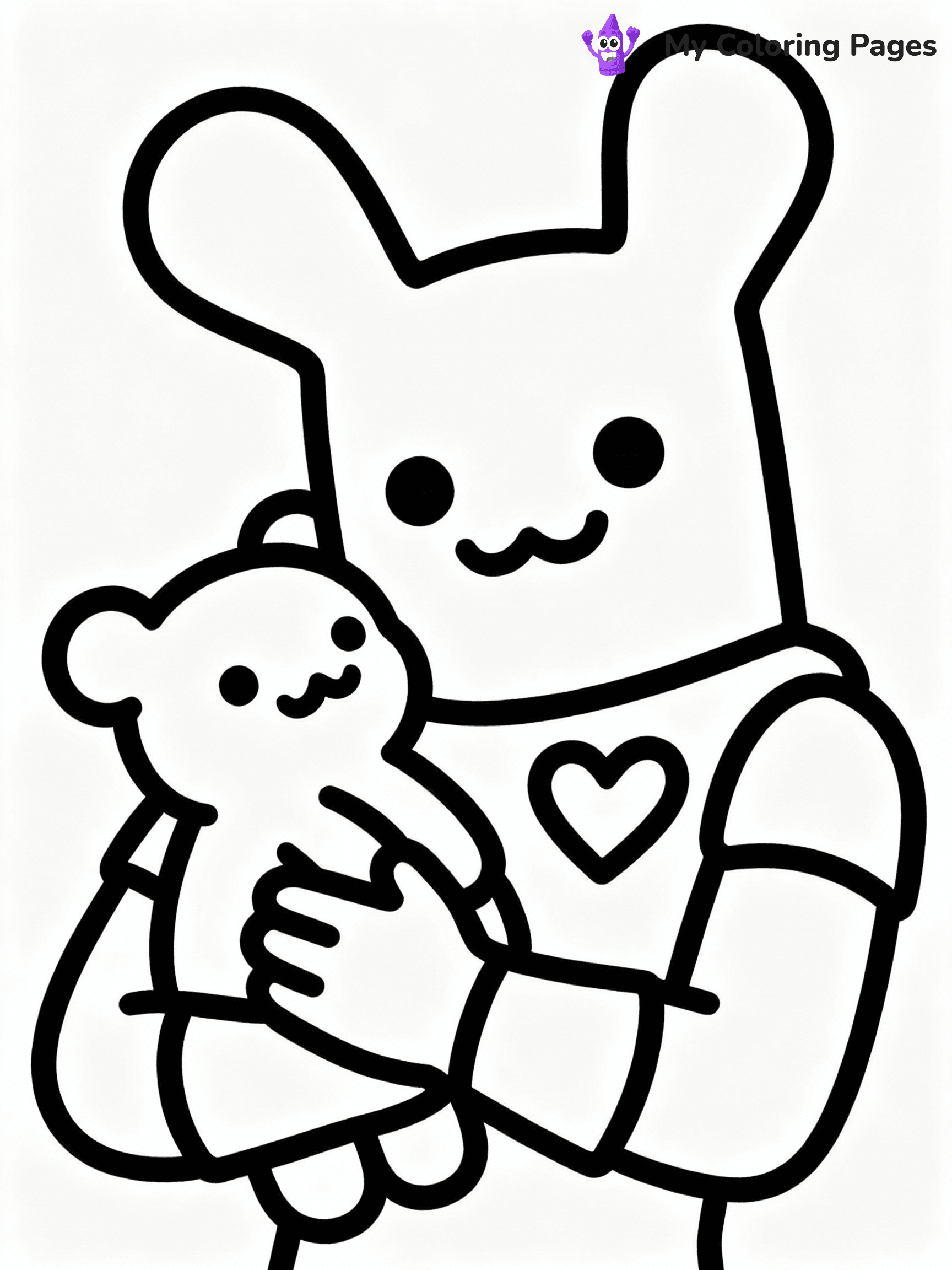 ⚠️ CRITICAL REQUIREMENT - ABSOLUTE BLACK AND WHITE ONLY ⚠️
This MUST be a BLACK AND WHITE line drawing ONLY. NO COLORS whatsoever.
- ONLY pure black lines (#000000) on pure white background (#FFFFFF)
- ABSOLUTELY NO colors, NO shading, NO gradients, NO grayscale
- If there are ANY colors in the output, the image is REJECTED
- This is a COLORING PAGE - meant to be COLORED IN by children
- The output must be UNCOLORED line art ready for coloring
⚠️ SUBJECT TO DRAW: Cuddle Team Leader from Fortnite hugging a plush toy, heart-shaped emblem visible.
(REMEMBER: Output must be BLACK AND WHITE line art only, NOT colored!)
# COLORING PAGE: BLACK OUTLINES ONLY - WHITE BACKGROUND MANDATORY
Create a **coloring book page** using EXACTLY two values: black lines, white space.
## NON-NEGOTIABLE BINARY RULES
- **ONLY #000000 (black) and #FFFFFF (white)** - NO other values exist
- **EVERY PIXEL = BLACK OR WHITE** - no gray/shading/antialiasing
- **WHITE BACKGROUND MANDATORY** - entire canvas stays white
- **ALL SHAPES HOLLOW** - everything is empty outlines waiting to be colored
- **FORBIDDEN:** fills, shading, gradients, patterns, textures, colors
- **NO SOLID REGIONS** - if it's not a thin line, it's wrong
## Universal Line Standards
- Black outlines ONLY - thin, uniform weight
- Every shape completely empty inside
- Closed contours suitable for coloring
- Simple flat illustration - zero depth/3D/realism
- **Style:** Whimsical Doodle Art Alley - rounded, friendly outlines (unless specified)
## Everything = Outline Only
- Characters/animals: hollow shapes
- Objects/clothing: empty contours
- Backgrounds/scenery: line work only
- Natural elements: outlined forms
- Dark/night areas: don't exist (use outlined symbols)
- Textures/patterns: convert to simple lines
## The Test
Can a child color EVERY white space with crayons? If any area is pre-filled/shaded/gray, it FAILS. Every shape must be waiting to receive color.
**FINAL OUTPUT**: Binary coloring page. Black lines define shapes. White spaces ready for coloring. Nothing else exists. No exceptions. Print-ready.
⚠️ FINAL REMINDER: Draw the subject "Cuddle Team Leader from Fortnite hugging a plush toy, heart-shaped emblem visible." as BLACK AND WHITE line art. Zero colors in output.