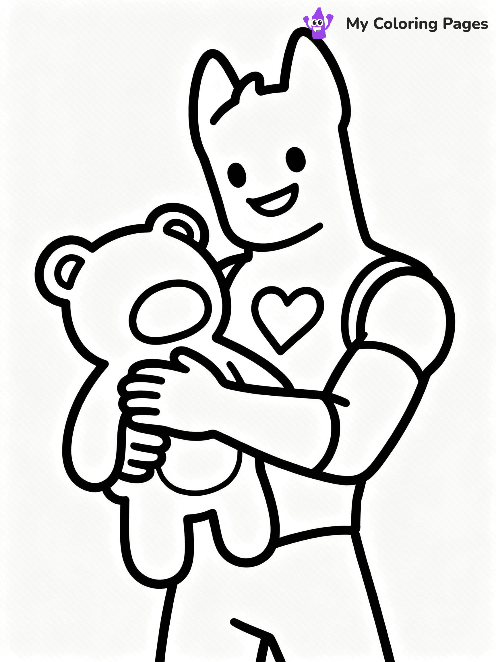 ⚠️ CRITICAL REQUIREMENT - ABSOLUTE BLACK AND WHITE ONLY ⚠️
This MUST be a BLACK AND WHITE line drawing ONLY. NO COLORS whatsoever.
- ONLY pure black lines (#000000) on pure white background (#FFFFFF)
- ABSOLUTELY NO colors, NO shading, NO gradients, NO grayscale
- If there are ANY colors in the output, the image is REJECTED
- This is a COLORING PAGE - meant to be COLORED IN by children
- The output must be UNCOLORED line art ready for coloring
⚠️ SUBJECT TO DRAW: Cuddle Team Leader from Fortnite hugging a plush toy, heart-shaped emblem visible.
(REMEMBER: Output must be BLACK AND WHITE line art only, NOT colored!)
# COLORING PAGE: BLACK OUTLINES ONLY - WHITE BACKGROUND MANDATORY
Create a **coloring book page** using EXACTLY two values: black lines, white space.
## NON-NEGOTIABLE BINARY RULES
- **ONLY #000000 (black) and #FFFFFF (white)** - NO other values exist
- **EVERY PIXEL = BLACK OR WHITE** - no gray/shading/antialiasing
- **WHITE BACKGROUND MANDATORY** - entire canvas stays white
- **ALL SHAPES HOLLOW** - everything is empty outlines waiting to be colored
- **FORBIDDEN:** fills, shading, gradients, patterns, textures, colors
- **NO SOLID REGIONS** - if it's not a thin line, it's wrong
## Universal Line Standards
- Black outlines ONLY - thin, uniform weight
- Every shape completely empty inside
- Closed contours suitable for coloring
- Simple flat illustration - zero depth/3D/realism
- **Style:** Whimsical Doodle Art Alley - rounded, friendly outlines (unless specified)
## Everything = Outline Only
- Characters/animals: hollow shapes
- Objects/clothing: empty contours
- Backgrounds/scenery: line work only
- Natural elements: outlined forms
- Dark/night areas: don't exist (use outlined symbols)
- Textures/patterns: convert to simple lines
## The Test
Can a child color EVERY white space with crayons? If any area is pre-filled/shaded/gray, it FAILS. Every shape must be waiting to receive color.
**FINAL OUTPUT**: Binary coloring page. Black lines define shapes. White spaces ready for coloring. Nothing else exists. No exceptions. Print-ready.
⚠️ FINAL REMINDER: Draw the subject "Cuddle Team Leader from Fortnite hugging a plush toy, heart-shaped emblem visible." as BLACK AND WHITE line art. Zero colors in output.