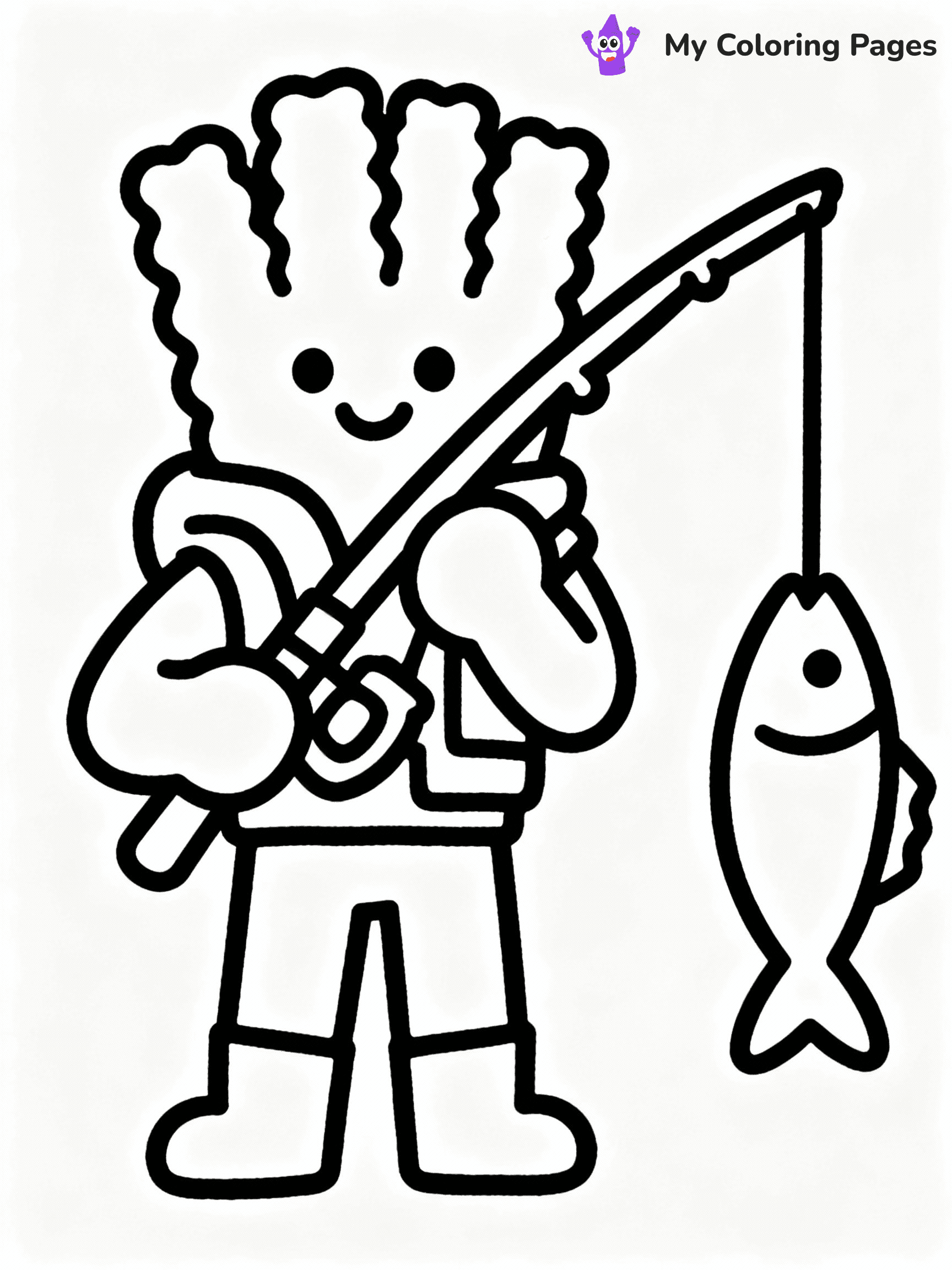 ⚠️ CRITICAL REQUIREMENT - ABSOLUTE BLACK AND WHITE ONLY ⚠️
This MUST be a BLACK AND WHITE line drawing ONLY. NO COLORS whatsoever.
- ONLY pure black lines (#000000) on pure white background (#FFFFFF)
- ABSOLUTELY NO colors, NO shading, NO gradients, NO grayscale
- If there are ANY colors in the output, the image is REJECTED
- This is a COLORING PAGE - meant to be COLORED IN by children
- The output must be UNCOLORED line art ready for coloring
⚠️ SUBJECT TO DRAW: Fishsticks from Fortnite holding a fishing rod, fish dangling from line.
(REMEMBER: Output must be BLACK AND WHITE line art only, NOT colored!)
# COLORING PAGE: BLACK OUTLINES ONLY - WHITE BACKGROUND MANDATORY
Create a **coloring book page** using EXACTLY two values: black lines, white space.
## NON-NEGOTIABLE BINARY RULES
- **ONLY #000000 (black) and #FFFFFF (white)** - NO other values exist
- **EVERY PIXEL = BLACK OR WHITE** - no gray/shading/antialiasing
- **WHITE BACKGROUND MANDATORY** - entire canvas stays white
- **ALL SHAPES HOLLOW** - everything is empty outlines waiting to be colored
- **FORBIDDEN:** fills, shading, gradients, patterns, textures, colors
- **NO SOLID REGIONS** - if it's not a thin line, it's wrong
## Universal Line Standards
- Black outlines ONLY - thin, uniform weight
- Every shape completely empty inside
- Closed contours suitable for coloring
- Simple flat illustration - zero depth/3D/realism
- **Style:** Whimsical Doodle Art Alley - rounded, friendly outlines (unless specified)
## Everything = Outline Only
- Characters/animals: hollow shapes
- Objects/clothing: empty contours
- Backgrounds/scenery: line work only
- Natural elements: outlined forms
- Dark/night areas: don't exist (use outlined symbols)
- Textures/patterns: convert to simple lines
## The Test
Can a child color EVERY white space with crayons? If any area is pre-filled/shaded/gray, it FAILS. Every shape must be waiting to receive color.
**FINAL OUTPUT**: Binary coloring page. Black lines define shapes. White spaces ready for coloring. Nothing else exists. No exceptions. Print-ready.
⚠️ FINAL REMINDER: Draw the subject "Fishsticks from Fortnite holding a fishing rod, fish dangling from line." as BLACK AND WHITE line art. Zero colors in output.