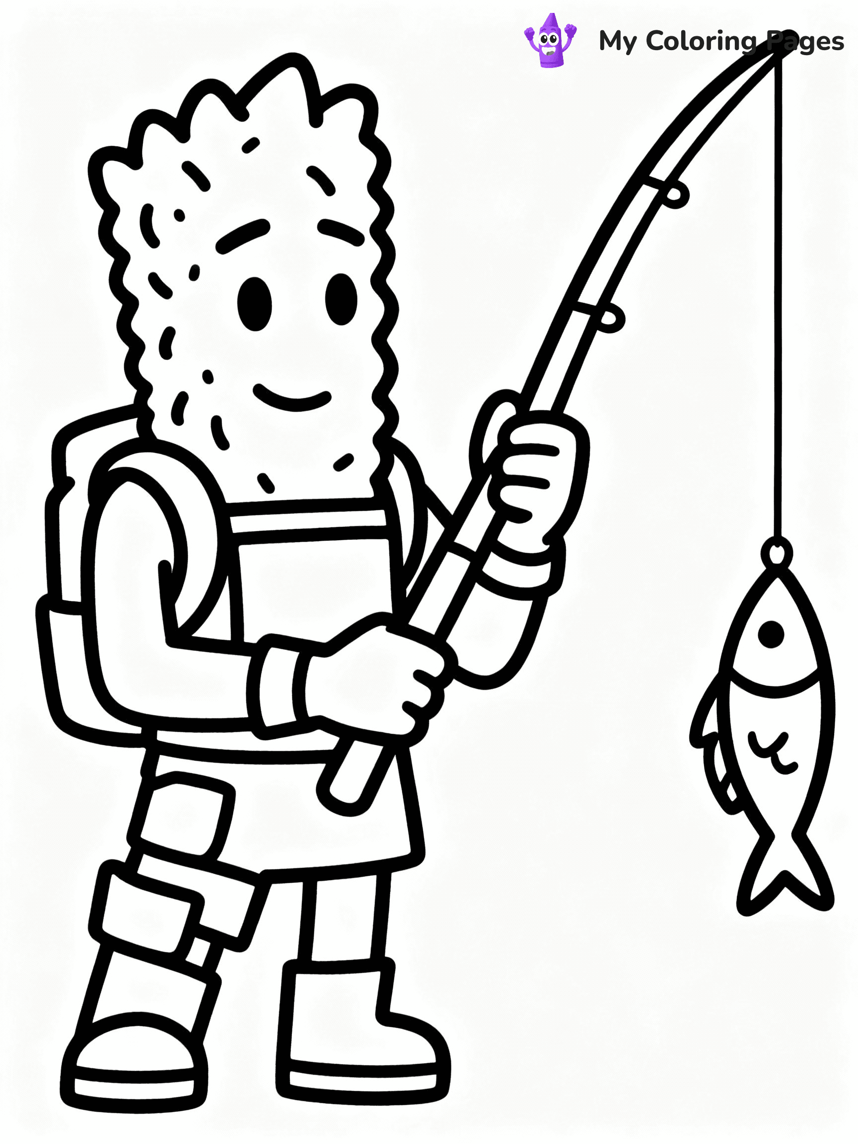 ⚠️ CRITICAL REQUIREMENT - ABSOLUTE BLACK AND WHITE ONLY ⚠️
This MUST be a BLACK AND WHITE line drawing ONLY. NO COLORS whatsoever.
- ONLY pure black lines (#000000) on pure white background (#FFFFFF)
- ABSOLUTELY NO colors, NO shading, NO gradients, NO grayscale
- If there are ANY colors in the output, the image is REJECTED
- This is a COLORING PAGE - meant to be COLORED IN by children
- The output must be UNCOLORED line art ready for coloring
⚠️ SUBJECT TO DRAW: Fishsticks from Fortnite holding a fishing rod, fish dangling from line.
(REMEMBER: Output must be BLACK AND WHITE line art only, NOT colored!)
# COLORING PAGE: BLACK OUTLINES ONLY - WHITE BACKGROUND MANDATORY
Create a **coloring book page** using EXACTLY two values: black lines, white space.
## NON-NEGOTIABLE BINARY RULES
- **ONLY #000000 (black) and #FFFFFF (white)** - NO other values exist
- **EVERY PIXEL = BLACK OR WHITE** - no gray/shading/antialiasing
- **WHITE BACKGROUND MANDATORY** - entire canvas stays white
- **ALL SHAPES HOLLOW** - everything is empty outlines waiting to be colored
- **FORBIDDEN:** fills, shading, gradients, patterns, textures, colors
- **NO SOLID REGIONS** - if it's not a thin line, it's wrong
## Universal Line Standards
- Black outlines ONLY - thin, uniform weight
- Every shape completely empty inside
- Closed contours suitable for coloring
- Simple flat illustration - zero depth/3D/realism
- **Style:** Whimsical Doodle Art Alley - rounded, friendly outlines (unless specified)
## Everything = Outline Only
- Characters/animals: hollow shapes
- Objects/clothing: empty contours
- Backgrounds/scenery: line work only
- Natural elements: outlined forms
- Dark/night areas: don't exist (use outlined symbols)
- Textures/patterns: convert to simple lines
## The Test
Can a child color EVERY white space with crayons? If any area is pre-filled/shaded/gray, it FAILS. Every shape must be waiting to receive color.
**FINAL OUTPUT**: Binary coloring page. Black lines define shapes. White spaces ready for coloring. Nothing else exists. No exceptions. Print-ready.
⚠️ FINAL REMINDER: Draw the subject "Fishsticks from Fortnite holding a fishing rod, fish dangling from line." as BLACK AND WHITE line art. Zero colors in output.