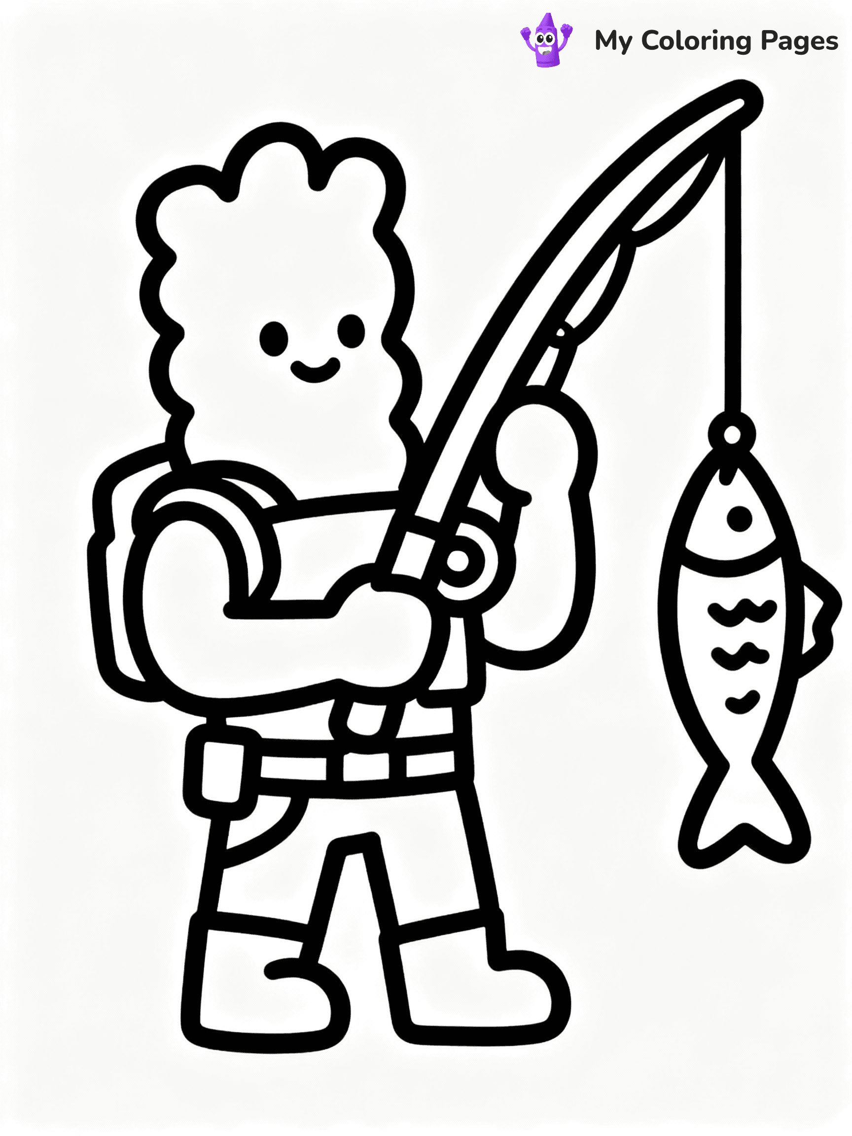 ⚠️ CRITICAL REQUIREMENT - ABSOLUTE BLACK AND WHITE ONLY ⚠️
This MUST be a BLACK AND WHITE line drawing ONLY. NO COLORS whatsoever.
- ONLY pure black lines (#000000) on pure white background (#FFFFFF)
- ABSOLUTELY NO colors, NO shading, NO gradients, NO grayscale
- If there are ANY colors in the output, the image is REJECTED
- This is a COLORING PAGE - meant to be COLORED IN by children
- The output must be UNCOLORED line art ready for coloring
⚠️ SUBJECT TO DRAW: Fishsticks from Fortnite holding a fishing rod, fish dangling from line.
(REMEMBER: Output must be BLACK AND WHITE line art only, NOT colored!)
# COLORING PAGE: BLACK OUTLINES ONLY - WHITE BACKGROUND MANDATORY
Create a **coloring book page** using EXACTLY two values: black lines, white space.
## NON-NEGOTIABLE BINARY RULES
- **ONLY #000000 (black) and #FFFFFF (white)** - NO other values exist
- **EVERY PIXEL = BLACK OR WHITE** - no gray/shading/antialiasing
- **WHITE BACKGROUND MANDATORY** - entire canvas stays white
- **ALL SHAPES HOLLOW** - everything is empty outlines waiting to be colored
- **FORBIDDEN:** fills, shading, gradients, patterns, textures, colors
- **NO SOLID REGIONS** - if it's not a thin line, it's wrong
## Universal Line Standards
- Black outlines ONLY - thin, uniform weight
- Every shape completely empty inside
- Closed contours suitable for coloring
- Simple flat illustration - zero depth/3D/realism
- **Style:** Whimsical Doodle Art Alley - rounded, friendly outlines (unless specified)
## Everything = Outline Only
- Characters/animals: hollow shapes
- Objects/clothing: empty contours
- Backgrounds/scenery: line work only
- Natural elements: outlined forms
- Dark/night areas: don't exist (use outlined symbols)
- Textures/patterns: convert to simple lines
## The Test
Can a child color EVERY white space with crayons? If any area is pre-filled/shaded/gray, it FAILS. Every shape must be waiting to receive color.
**FINAL OUTPUT**: Binary coloring page. Black lines define shapes. White spaces ready for coloring. Nothing else exists. No exceptions. Print-ready.
⚠️ FINAL REMINDER: Draw the subject "Fishsticks from Fortnite holding a fishing rod, fish dangling from line." as BLACK AND WHITE line art. Zero colors in output.