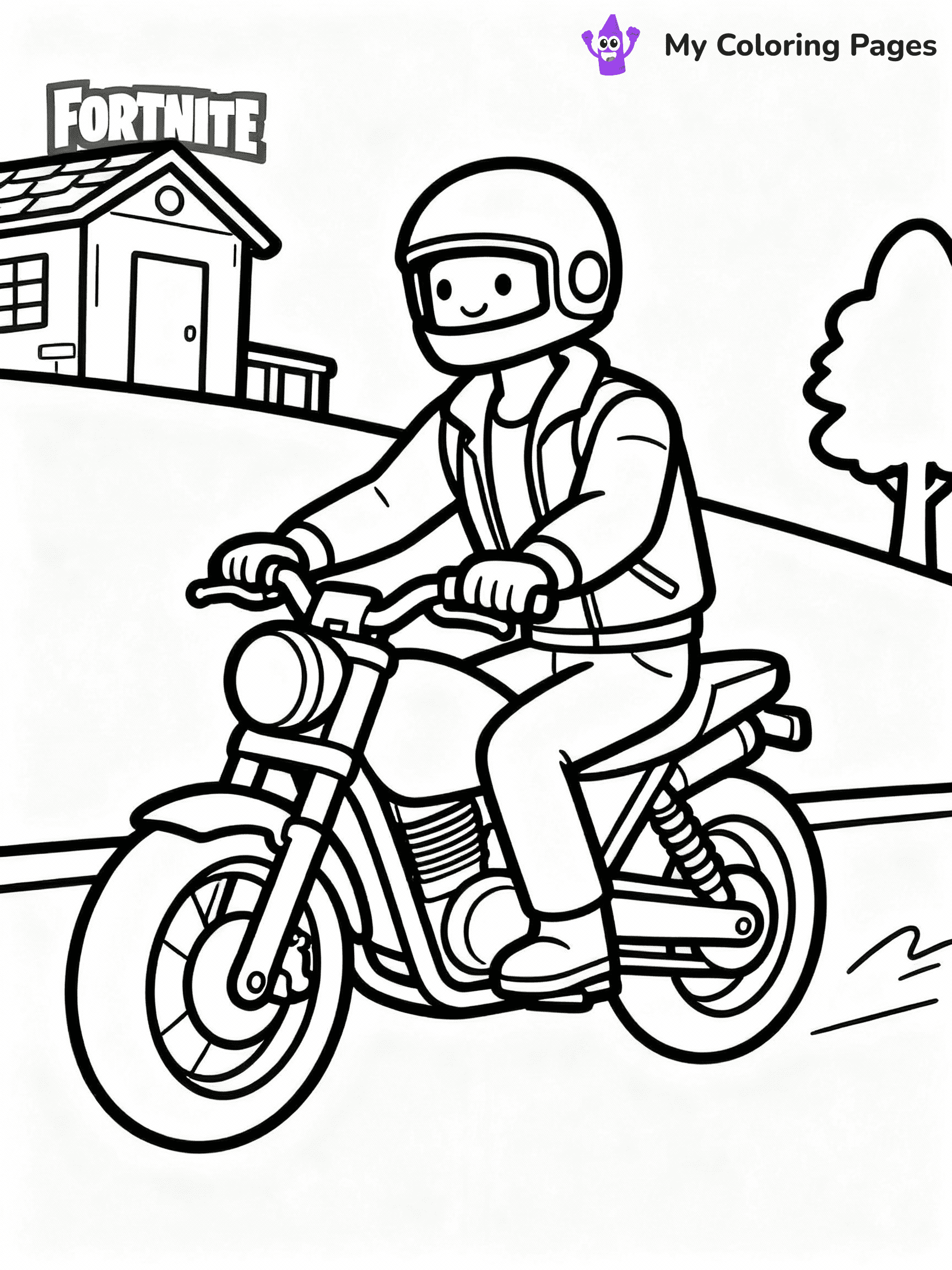 ⚠️ CRITICAL REQUIREMENT - ABSOLUTE BLACK AND WHITE ONLY ⚠️
This MUST be a BLACK AND WHITE line drawing ONLY. NO COLORS whatsoever.
- ONLY pure black lines (#000000) on pure white background (#FFFFFF)
- ABSOLUTELY NO colors, NO shading, NO gradients, NO grayscale
- If there are ANY colors in the output, the image is REJECTED
- This is a COLORING PAGE - meant to be COLORED IN by children
- The output must be UNCOLORED line art ready for coloring
⚠️ SUBJECT TO DRAW: Driving a motorcycle in Fortnite
(REMEMBER: Output must be BLACK AND WHITE line art only, NOT colored!)
# COLORING PAGE: BLACK OUTLINES ONLY - WHITE BACKGROUND MANDATORY
Create a **coloring book page** using EXACTLY two values: black lines, white space.
## NON-NEGOTIABLE BINARY RULES
- **ONLY #000000 (black) and #FFFFFF (white)** - NO other values exist
- **EVERY PIXEL = BLACK OR WHITE** - no gray/shading/antialiasing
- **WHITE BACKGROUND MANDATORY** - entire canvas stays white
- **ALL SHAPES HOLLOW** - everything is empty outlines waiting to be colored
- **FORBIDDEN:** fills, shading, gradients, patterns, textures, colors
- **NO SOLID REGIONS** - if it's not a thin line, it's wrong
## Universal Line Standards
- Black outlines ONLY - thin, uniform weight
- Every shape completely empty inside
- Closed contours suitable for coloring
- Simple flat illustration - zero depth/3D/realism
- **Style:** Whimsical Doodle Art Alley - rounded, friendly outlines (unless specified)
## Everything = Outline Only
- Characters/animals: hollow shapes
- Objects/clothing: empty contours
- Backgrounds/scenery: line work only
- Natural elements: outlined forms
- Dark/night areas: don't exist (use outlined symbols)
- Textures/patterns: convert to simple lines
## The Test
Can a child color EVERY white space with crayons? If any area is pre-filled/shaded/gray, it FAILS. Every shape must be waiting to receive color.
**FINAL OUTPUT**: Binary coloring page. Black lines define shapes. White spaces ready for coloring. Nothing else exists. No exceptions. Print-ready.
⚠️ FINAL REMINDER: Draw the subject "Driving a motorcycle in Fortnite" as BLACK AND WHITE line art. Zero colors in output.