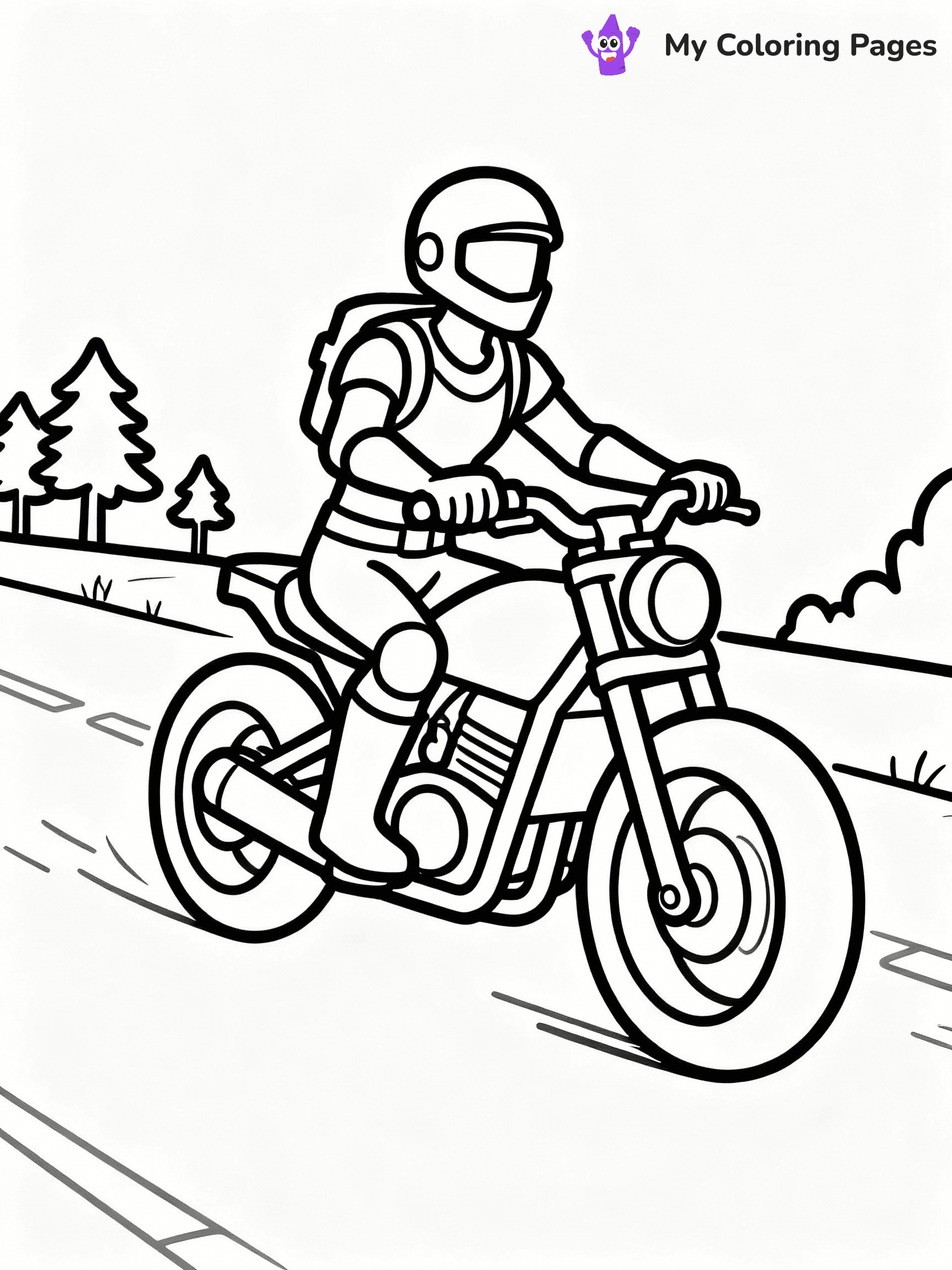 ⚠️ CRITICAL REQUIREMENT - ABSOLUTE BLACK AND WHITE ONLY ⚠️
This MUST be a BLACK AND WHITE line drawing ONLY. NO COLORS whatsoever.
- ONLY pure black lines (#000000) on pure white background (#FFFFFF)
- ABSOLUTELY NO colors, NO shading, NO gradients, NO grayscale
- If there are ANY colors in the output, the image is REJECTED
- This is a COLORING PAGE - meant to be COLORED IN by children
- The output must be UNCOLORED line art ready for coloring
⚠️ SUBJECT TO DRAW: Driving a motorcycle in Fortnite
(REMEMBER: Output must be BLACK AND WHITE line art only, NOT colored!)
# COLORING PAGE: BLACK OUTLINES ONLY - WHITE BACKGROUND MANDATORY
Create a **coloring book page** using EXACTLY two values: black lines, white space.
## NON-NEGOTIABLE BINARY RULES
- **ONLY #000000 (black) and #FFFFFF (white)** - NO other values exist
- **EVERY PIXEL = BLACK OR WHITE** - no gray/shading/antialiasing
- **WHITE BACKGROUND MANDATORY** - entire canvas stays white
- **ALL SHAPES HOLLOW** - everything is empty outlines waiting to be colored
- **FORBIDDEN:** fills, shading, gradients, patterns, textures, colors
- **NO SOLID REGIONS** - if it's not a thin line, it's wrong
## Universal Line Standards
- Black outlines ONLY - thin, uniform weight
- Every shape completely empty inside
- Closed contours suitable for coloring
- Simple flat illustration - zero depth/3D/realism
- **Style:** Whimsical Doodle Art Alley - rounded, friendly outlines (unless specified)
## Everything = Outline Only
- Characters/animals: hollow shapes
- Objects/clothing: empty contours
- Backgrounds/scenery: line work only
- Natural elements: outlined forms
- Dark/night areas: don't exist (use outlined symbols)
- Textures/patterns: convert to simple lines
## The Test
Can a child color EVERY white space with crayons? If any area is pre-filled/shaded/gray, it FAILS. Every shape must be waiting to receive color.
**FINAL OUTPUT**: Binary coloring page. Black lines define shapes. White spaces ready for coloring. Nothing else exists. No exceptions. Print-ready.
⚠️ FINAL REMINDER: Draw the subject "Driving a motorcycle in Fortnite" as BLACK AND WHITE line art. Zero colors in output.