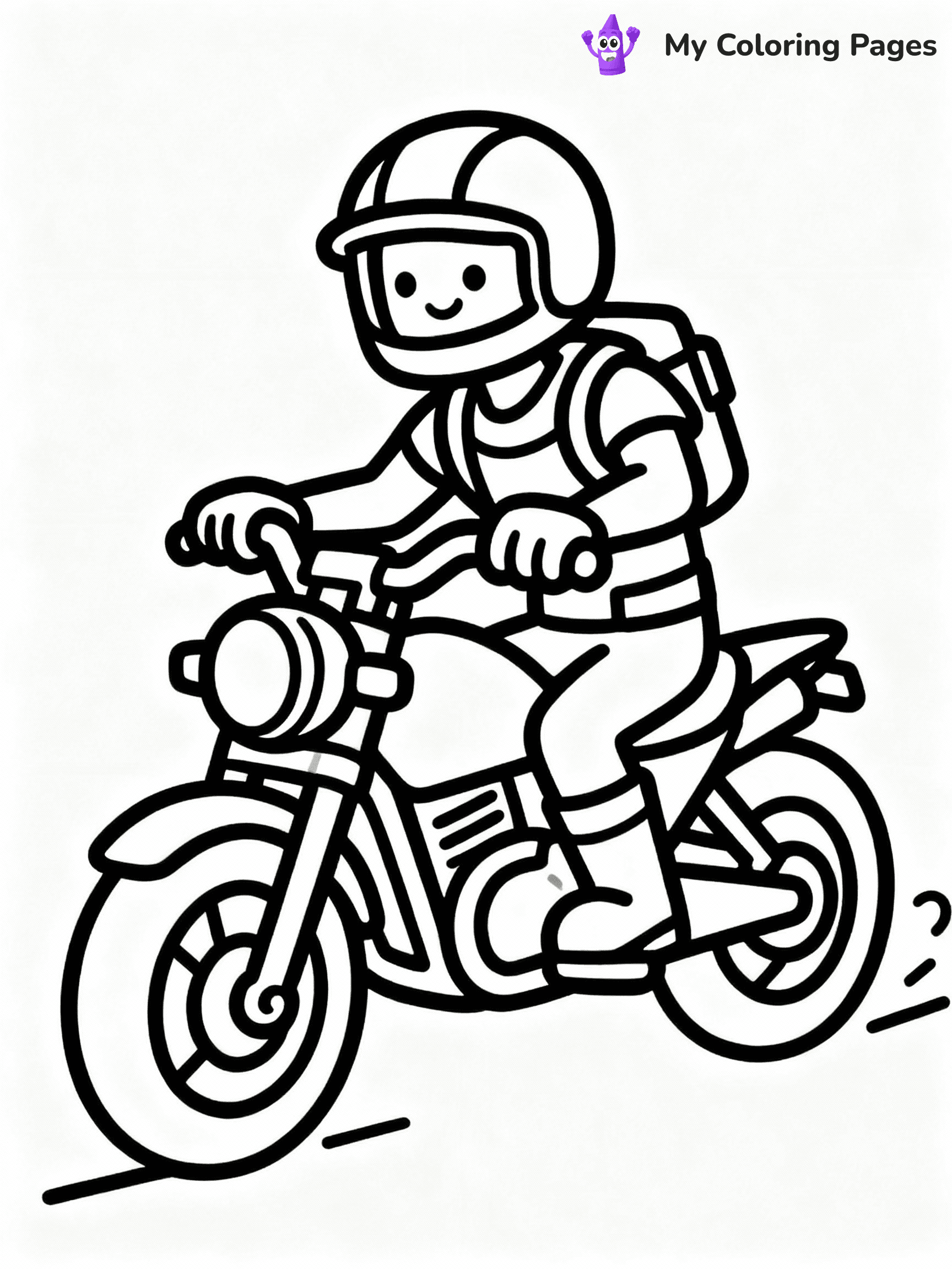 ⚠️ CRITICAL REQUIREMENT - ABSOLUTE BLACK AND WHITE ONLY ⚠️
This MUST be a BLACK AND WHITE line drawing ONLY. NO COLORS whatsoever.
- ONLY pure black lines (#000000) on pure white background (#FFFFFF)
- ABSOLUTELY NO colors, NO shading, NO gradients, NO grayscale
- If there are ANY colors in the output, the image is REJECTED
- This is a COLORING PAGE - meant to be COLORED IN by children
- The output must be UNCOLORED line art ready for coloring
⚠️ SUBJECT TO DRAW: Driving a motorcycle in Fortnite
(REMEMBER: Output must be BLACK AND WHITE line art only, NOT colored!)
# COLORING PAGE: BLACK OUTLINES ONLY - WHITE BACKGROUND MANDATORY
Create a **coloring book page** using EXACTLY two values: black lines, white space.
## NON-NEGOTIABLE BINARY RULES
- **ONLY #000000 (black) and #FFFFFF (white)** - NO other values exist
- **EVERY PIXEL = BLACK OR WHITE** - no gray/shading/antialiasing
- **WHITE BACKGROUND MANDATORY** - entire canvas stays white
- **ALL SHAPES HOLLOW** - everything is empty outlines waiting to be colored
- **FORBIDDEN:** fills, shading, gradients, patterns, textures, colors
- **NO SOLID REGIONS** - if it's not a thin line, it's wrong
## Universal Line Standards
- Black outlines ONLY - thin, uniform weight
- Every shape completely empty inside
- Closed contours suitable for coloring
- Simple flat illustration - zero depth/3D/realism
- **Style:** Whimsical Doodle Art Alley - rounded, friendly outlines (unless specified)
## Everything = Outline Only
- Characters/animals: hollow shapes
- Objects/clothing: empty contours
- Backgrounds/scenery: line work only
- Natural elements: outlined forms
- Dark/night areas: don't exist (use outlined symbols)
- Textures/patterns: convert to simple lines
## The Test
Can a child color EVERY white space with crayons? If any area is pre-filled/shaded/gray, it FAILS. Every shape must be waiting to receive color.
**FINAL OUTPUT**: Binary coloring page. Black lines define shapes. White spaces ready for coloring. Nothing else exists. No exceptions. Print-ready.
⚠️ FINAL REMINDER: Draw the subject "Driving a motorcycle in Fortnite" as BLACK AND WHITE line art. Zero colors in output.