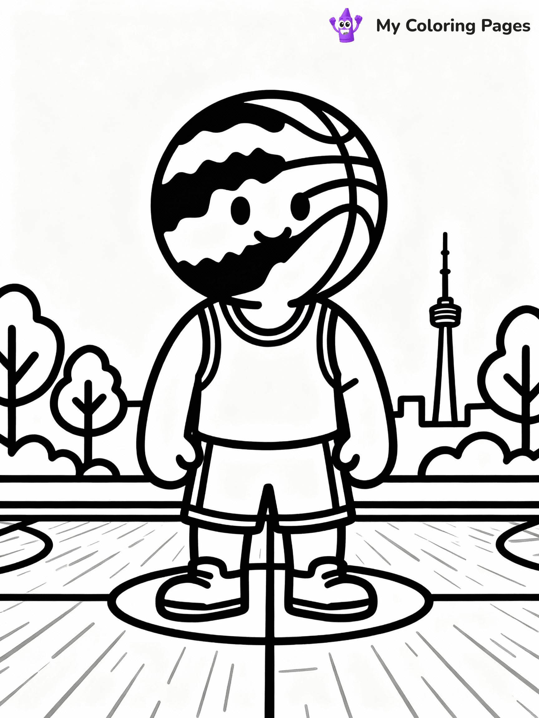 ⚠️ CRITICAL REQUIREMENT - ABSOLUTE BLACK AND WHITE ONLY ⚠️
This MUST be a BLACK AND WHITE line drawing ONLY. NO COLORS whatsoever.
- ONLY pure black lines (#000000) on pure white background (#FFFFFF)
- ABSOLUTELY NO colors, NO shading, NO gradients, NO grayscale
- If there are ANY colors in the output, the image is REJECTED
- This is a COLORING PAGE - meant to be COLORED IN by children
- The output must be UNCOLORED line art ready for coloring
⚠️ SUBJECT TO DRAW: toronto raptors
(REMEMBER: Output must be BLACK AND WHITE line art only, NOT colored!)
You are a professional illustrator creating flat, friendly cartoon line-art coloring pages.
Generate a pure black-and-white binary image that combines characters and background scenery into one cohesive, child-friendly scene.
Rendering Rules (Non-Negotiable)
Only two colors allowed: black (#000000) and white (#FFFFFF).
No color, grayscale, shading, tinting, gradient, antialiasing, or transparency.
Each pixel must be pure black or white—no midtones or blended edges.
Use strict “line art / binary mask” render mode; lighting = none.
Treat white as paper, black as ink only.
Disable tone mapping, depth shading, or texture generation.
Prioritize edge detection and contour clarity over tonal diffusion.
Output should resemble a single flattened SVG outline layer.
Drawing & Composition
Medium, consistent line weight across all elements.
Closed shapes, easy to color inside.
Flat, simple, child-friendly look—no realism or perspective depth.
Characters grounded on a visible surface; main subjects large and centered.
Balanced composition with clear silhouettes and minimal props.
Scenery & Logic
When a landmark is mentioned (e.g., mosque, CN Tower), draw with black outlines only.
Support realism with minimal props (trees, benches, waves) outlined in black.
Keep consistent perspective; avoid floating or disconnected objects.
Style & Output
Default: whimsical Doodle Art Alley style—clean, rounded outlines inviting coloring.
Adapt alternate styles (Crayola, Disney, Peppa Pig, Cocomelon) by shape, never color.
Final image must appear like a children’s coloring book scan: crisp, flat, pure binary (#000000 / #FFFFFF), printable, and completely free of tonal pixels or shading artifacts.
⚠️ FINAL REMINDER: Draw the subject "toronto raptors" as BLACK AND WHITE line art. Zero colors in output.