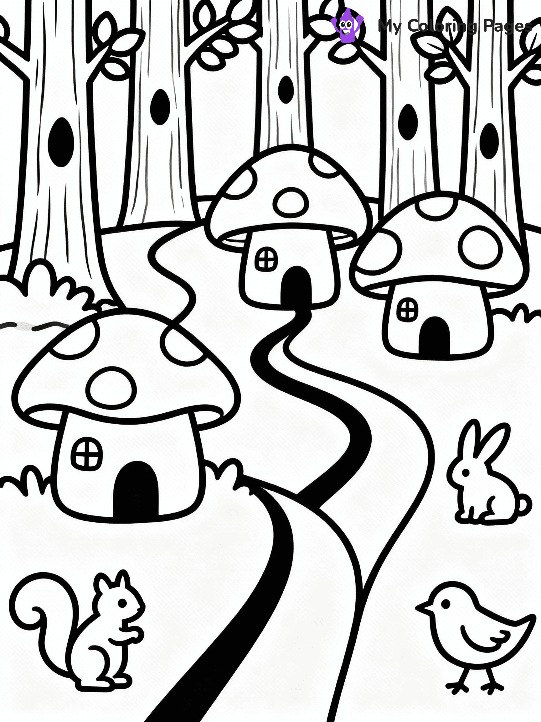 ⚠️ CRITICAL REQUIREMENT - ABSOLUTE BLACK AND WHITE ONLY ⚠️
This MUST be a BLACK AND WHITE line drawing ONLY. NO COLORS whatsoever.
- ONLY pure black lines (#000000) on pure white background (#FFFFFF)
- ABSOLUTELY NO colors, NO shading, NO gradients, NO grayscale
- If there are ANY colors in the output, the image is REJECTED
- This is a COLORING PAGE - meant to be COLORED IN by children
- The output must be UNCOLORED line art ready for coloring
⚠️ SUBJECT TO DRAW: Cute mushroom village with tiny houses and winding paths, trees in the background, playful forest creatures, outline only
(REMEMBER: Output must be BLACK AND WHITE line art only, NOT colored!)
# COLORING PAGE: BLACK OUTLINES ONLY - WHITE BACKGROUND MANDATORY
Create a **coloring book page** using EXACTLY two values: black lines, white space.
## NON-NEGOTIABLE BINARY RULES
- **ONLY #000000 (black) and #FFFFFF (white)** - NO other values exist
- **EVERY PIXEL = BLACK OR WHITE** - no gray/shading/antialiasing
- **WHITE BACKGROUND MANDATORY** - entire canvas stays white
- **ALL SHAPES HOLLOW** - everything is empty outlines waiting to be colored
- **FORBIDDEN:** fills, shading, gradients, patterns, textures, colors
- **NO SOLID REGIONS** - if it's not a thin line, it's wrong
## Universal Line Standards
- Black outlines ONLY - thin, uniform weight
- Every shape completely empty inside
- Closed contours suitable for coloring
- Simple flat illustration - zero depth/3D/realism
- **Style:** Whimsical Doodle Art Alley - rounded, friendly outlines (unless specified)
## Everything = Outline Only
- Characters/animals: hollow shapes
- Objects/clothing: empty contours
- Backgrounds/scenery: line work only
- Natural elements: outlined forms
- Dark/night areas: don't exist (use outlined symbols)
- Textures/patterns: convert to simple lines
## The Test
Can a child color EVERY white space with crayons? If any area is pre-filled/shaded/gray or colored in, it FAILS. Every shape must be waiting to receive color.
**FINAL OUTPUT**: Binary coloring page. Black lines define shapes. White spaces ready for coloring. Nothing else exists. No exceptions. Print-ready.
⚠️ FINAL REMINDER: Draw the subject "Cute mushroom village with tiny houses and winding paths, trees in the background, playful forest creatures, outline only" as BLACK AND WHITE line art. Zero colors in output.