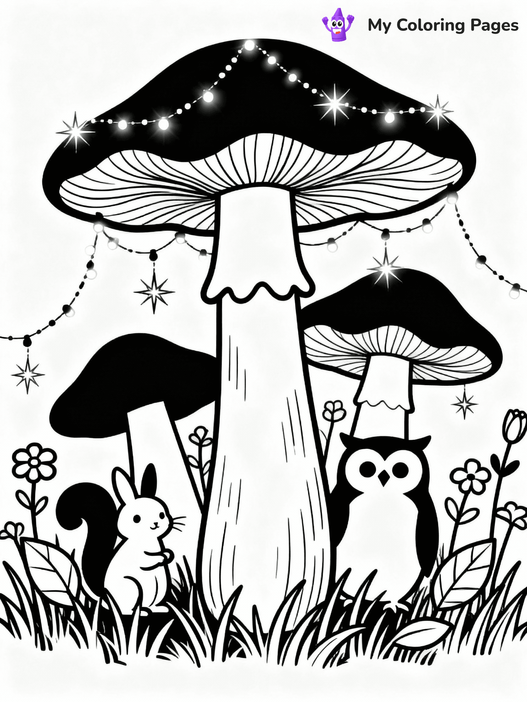 ⚠️ CRITICAL REQUIREMENT - ABSOLUTE BLACK AND WHITE ONLY ⚠️
This MUST be a BLACK AND WHITE line drawing ONLY. NO COLORS whatsoever.
- ONLY pure black lines (#000000) on pure white background (#FFFFFF)
- ABSOLUTELY NO colors, NO shading, NO gradients, NO grayscale
- If there are ANY colors in the output, the image is REJECTED
- This is a COLORING PAGE - meant to be COLORED IN by children
- The output must be UNCOLORED line art ready for coloring
⚠️ SUBJECT TO DRAW: Magical mushroom garden with oversized fungi and sparkling fairy lights, whimsical creatures peeking through, outline only
(REMEMBER: Output must be BLACK AND WHITE line art only, NOT colored!)
# COLORING PAGE: BLACK OUTLINES ONLY - WHITE BACKGROUND MANDATORY
Create a **coloring book page** using EXACTLY two values: black lines, white space.
## NON-NEGOTIABLE BINARY RULES
- **ONLY #000000 (black) and #FFFFFF (white)** - NO other values exist
- **EVERY PIXEL = BLACK OR WHITE** - no gray/shading/antialiasing
- **WHITE BACKGROUND MANDATORY** - entire canvas stays white
- **ALL SHAPES HOLLOW** - everything is empty outlines waiting to be colored
- **FORBIDDEN:** fills, shading, gradients, patterns, textures, colors
- **NO SOLID REGIONS** - if it's not a thin line, it's wrong
## Universal Line Standards
- Black outlines ONLY - thin, uniform weight
- Every shape completely empty inside
- Closed contours suitable for coloring
- Simple flat illustration - zero depth/3D/realism
- **Style:** Whimsical Doodle Art Alley - rounded, friendly outlines (unless specified)
## Everything = Outline Only
- Characters/animals: hollow shapes
- Objects/clothing: empty contours
- Backgrounds/scenery: line work only
- Natural elements: outlined forms
- Dark/night areas: don't exist (use outlined symbols)
- Textures/patterns: convert to simple lines
## The Test
Can a child color EVERY white space with crayons? If any area is pre-filled/shaded/gray or colored in, it FAILS. Every shape must be waiting to receive color.
**FINAL OUTPUT**: Binary coloring page. Black lines define shapes. White spaces ready for coloring. Nothing else exists. No exceptions. Print-ready.
⚠️ FINAL REMINDER: Draw the subject "Magical mushroom garden with oversized fungi and sparkling fairy lights, whimsical creatures peeking through, outline only" as BLACK AND WHITE line art. Zero colors in output.