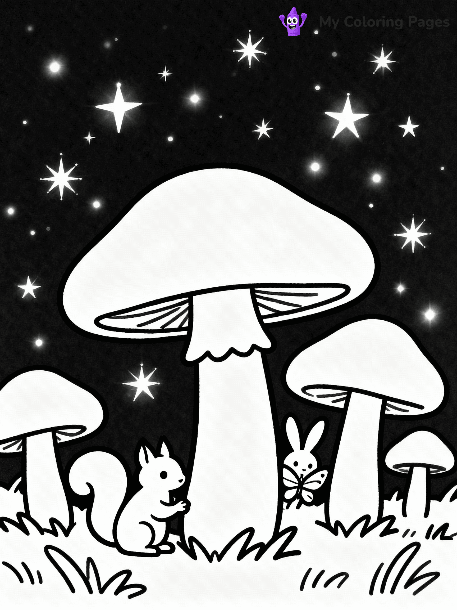 ⚠️ CRITICAL REQUIREMENT - ABSOLUTE BLACK AND WHITE ONLY ⚠️
This MUST be a BLACK AND WHITE line drawing ONLY. NO COLORS whatsoever.
- ONLY pure black lines (#000000) on pure white background (#FFFFFF)
- ABSOLUTELY NO colors, NO shading, NO gradients, NO grayscale
- If there are ANY colors in the output, the image is REJECTED
- This is a COLORING PAGE - meant to be COLORED IN by children
- The output must be UNCOLORED line art ready for coloring
⚠️ SUBJECT TO DRAW: Magical mushroom garden with oversized fungi and sparkling fairy lights, whimsical creatures peeking through, outline only
(REMEMBER: Output must be BLACK AND WHITE line art only, NOT colored!)
# COLORING PAGE: BLACK OUTLINES ONLY - WHITE BACKGROUND MANDATORY
Create a **coloring book page** using EXACTLY two values: black lines, white space.
## NON-NEGOTIABLE BINARY RULES
- **ONLY #000000 (black) and #FFFFFF (white)** - NO other values exist
- **EVERY PIXEL = BLACK OR WHITE** - no gray/shading/antialiasing
- **WHITE BACKGROUND MANDATORY** - entire canvas stays white
- **ALL SHAPES HOLLOW** - everything is empty outlines waiting to be colored
- **FORBIDDEN:** fills, shading, gradients, patterns, textures, colors
- **NO SOLID REGIONS** - if it's not a thin line, it's wrong
## Universal Line Standards
- Black outlines ONLY - thin, uniform weight
- Every shape completely empty inside
- Closed contours suitable for coloring
- Simple flat illustration - zero depth/3D/realism
- **Style:** Whimsical Doodle Art Alley - rounded, friendly outlines (unless specified)
## Everything = Outline Only
- Characters/animals: hollow shapes
- Objects/clothing: empty contours
- Backgrounds/scenery: line work only
- Natural elements: outlined forms
- Dark/night areas: don't exist (use outlined symbols)
- Textures/patterns: convert to simple lines
## The Test
Can a child color EVERY white space with crayons? If any area is pre-filled/shaded/gray or colored in, it FAILS. Every shape must be waiting to receive color.
**FINAL OUTPUT**: Binary coloring page. Black lines define shapes. White spaces ready for coloring. Nothing else exists. No exceptions. Print-ready.
⚠️ FINAL REMINDER: Draw the subject "Magical mushroom garden with oversized fungi and sparkling fairy lights, whimsical creatures peeking through, outline only" as BLACK AND WHITE line art. Zero colors in output.