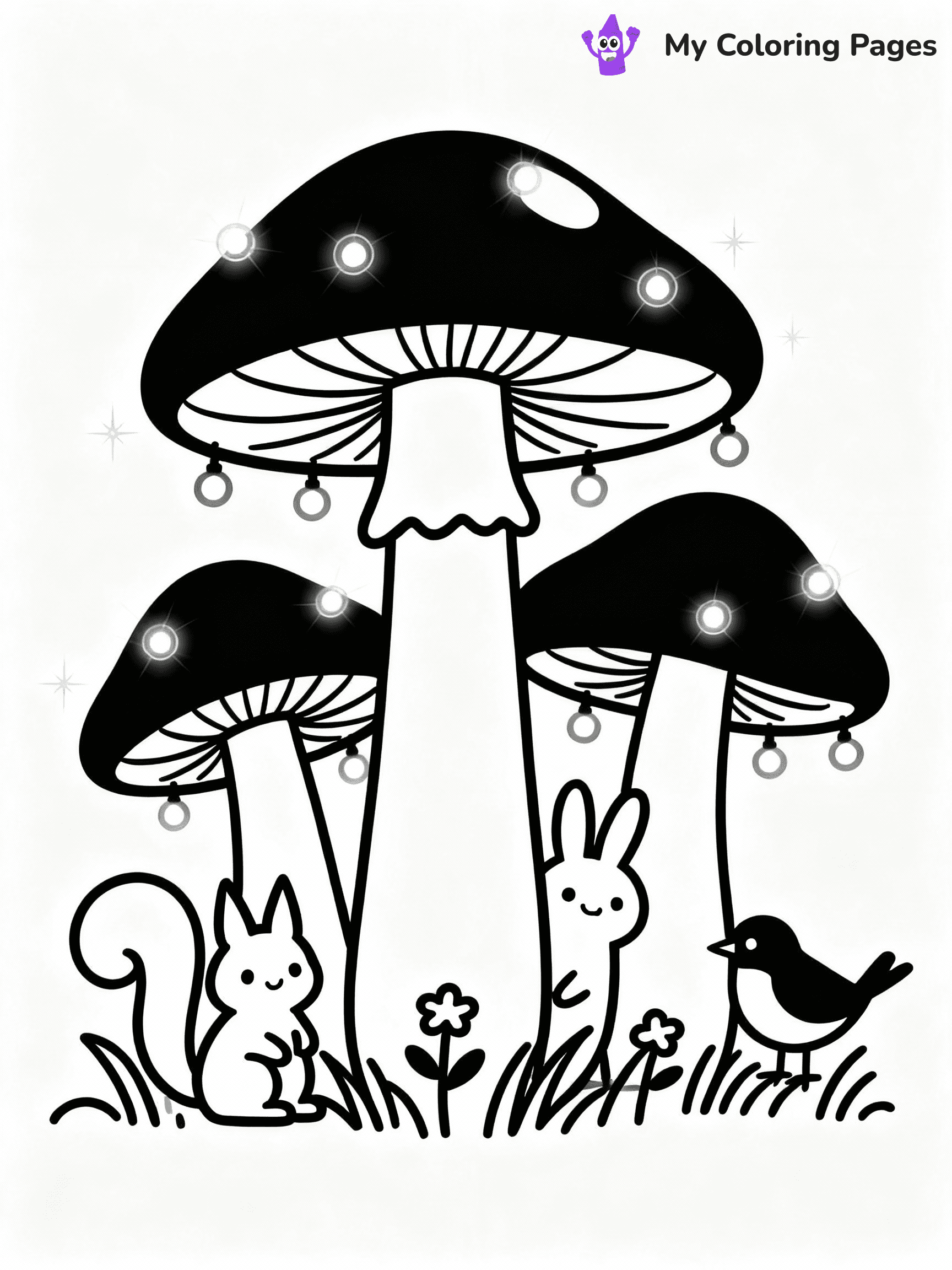 ⚠️ CRITICAL REQUIREMENT - ABSOLUTE BLACK AND WHITE ONLY ⚠️
This MUST be a BLACK AND WHITE line drawing ONLY. NO COLORS whatsoever.
- ONLY pure black lines (#000000) on pure white background (#FFFFFF)
- ABSOLUTELY NO colors, NO shading, NO gradients, NO grayscale
- If there are ANY colors in the output, the image is REJECTED
- This is a COLORING PAGE - meant to be COLORED IN by children
- The output must be UNCOLORED line art ready for coloring
⚠️ SUBJECT TO DRAW: Magical mushroom garden with oversized fungi and sparkling fairy lights, whimsical creatures peeking through, outline only
(REMEMBER: Output must be BLACK AND WHITE line art only, NOT colored!)
# COLORING PAGE: BLACK OUTLINES ONLY - WHITE BACKGROUND MANDATORY
Create a **coloring book page** using EXACTLY two values: black lines, white space.
## NON-NEGOTIABLE BINARY RULES
- **ONLY #000000 (black) and #FFFFFF (white)** - NO other values exist
- **EVERY PIXEL = BLACK OR WHITE** - no gray/shading/antialiasing
- **WHITE BACKGROUND MANDATORY** - entire canvas stays white
- **ALL SHAPES HOLLOW** - everything is empty outlines waiting to be colored
- **FORBIDDEN:** fills, shading, gradients, patterns, textures, colors
- **NO SOLID REGIONS** - if it's not a thin line, it's wrong
## Universal Line Standards
- Black outlines ONLY - thin, uniform weight
- Every shape completely empty inside
- Closed contours suitable for coloring
- Simple flat illustration - zero depth/3D/realism
- **Style:** Whimsical Doodle Art Alley - rounded, friendly outlines (unless specified)
## Everything = Outline Only
- Characters/animals: hollow shapes
- Objects/clothing: empty contours
- Backgrounds/scenery: line work only
- Natural elements: outlined forms
- Dark/night areas: don't exist (use outlined symbols)
- Textures/patterns: convert to simple lines
## The Test
Can a child color EVERY white space with crayons? If any area is pre-filled/shaded/gray or colored in, it FAILS. Every shape must be waiting to receive color.
**FINAL OUTPUT**: Binary coloring page. Black lines define shapes. White spaces ready for coloring. Nothing else exists. No exceptions. Print-ready.
⚠️ FINAL REMINDER: Draw the subject "Magical mushroom garden with oversized fungi and sparkling fairy lights, whimsical creatures peeking through, outline only" as BLACK AND WHITE line art. Zero colors in output.