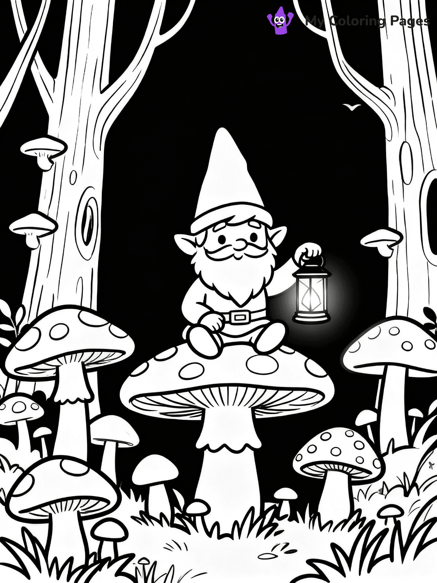 ⚠️ CRITICAL REQUIREMENT - ABSOLUTE BLACK AND WHITE ONLY ⚠️
This MUST be a BLACK AND WHITE line drawing ONLY. NO COLORS whatsoever.
- ONLY pure black lines (#000000) on pure white background (#FFFFFF)
- ABSOLUTELY NO colors, NO shading, NO gradients, NO grayscale
- If there are ANY colors in the output, the image is REJECTED
- This is a COLORING PAGE - meant to be COLORED IN by children
- The output must be UNCOLORED line art ready for coloring
⚠️ SUBJECT TO DRAW: A curious gnome sitting on a mushroom, holding a lantern, surrounded by toadstools, mystical forest background, outline only
(REMEMBER: Output must be BLACK AND WHITE line art only, NOT colored!)
# COLORING PAGE: BLACK OUTLINES ONLY - WHITE BACKGROUND MANDATORY
Create a **coloring book page** using EXACTLY two values: black lines, white space.
## NON-NEGOTIABLE BINARY RULES
- **ONLY #000000 (black) and #FFFFFF (white)** - NO other values exist
- **EVERY PIXEL = BLACK OR WHITE** - no gray/shading/antialiasing
- **WHITE BACKGROUND MANDATORY** - entire canvas stays white
- **ALL SHAPES HOLLOW** - everything is empty outlines waiting to be colored
- **FORBIDDEN:** fills, shading, gradients, patterns, textures, colors
- **NO SOLID REGIONS** - if it's not a thin line, it's wrong
## Universal Line Standards
- Black outlines ONLY - thin, uniform weight
- Every shape completely empty inside
- Closed contours suitable for coloring
- Simple flat illustration - zero depth/3D/realism
- **Style:** Whimsical Doodle Art Alley - rounded, friendly outlines (unless specified)
## Everything = Outline Only
- Characters/animals: hollow shapes
- Objects/clothing: empty contours
- Backgrounds/scenery: line work only
- Natural elements: outlined forms
- Dark/night areas: don't exist (use outlined symbols)
- Textures/patterns: convert to simple lines
## The Test
Can a child color EVERY white space with crayons? If any area is pre-filled/shaded/gray or colored in, it FAILS. Every shape must be waiting to receive color.
**FINAL OUTPUT**: Binary coloring page. Black lines define shapes. White spaces ready for coloring. Nothing else exists. No exceptions. Print-ready.
⚠️ FINAL REMINDER: Draw the subject "A curious gnome sitting on a mushroom, holding a lantern, surrounded by toadstools, mystical forest background, outline only" as BLACK AND WHITE line art. Zero colors in output.