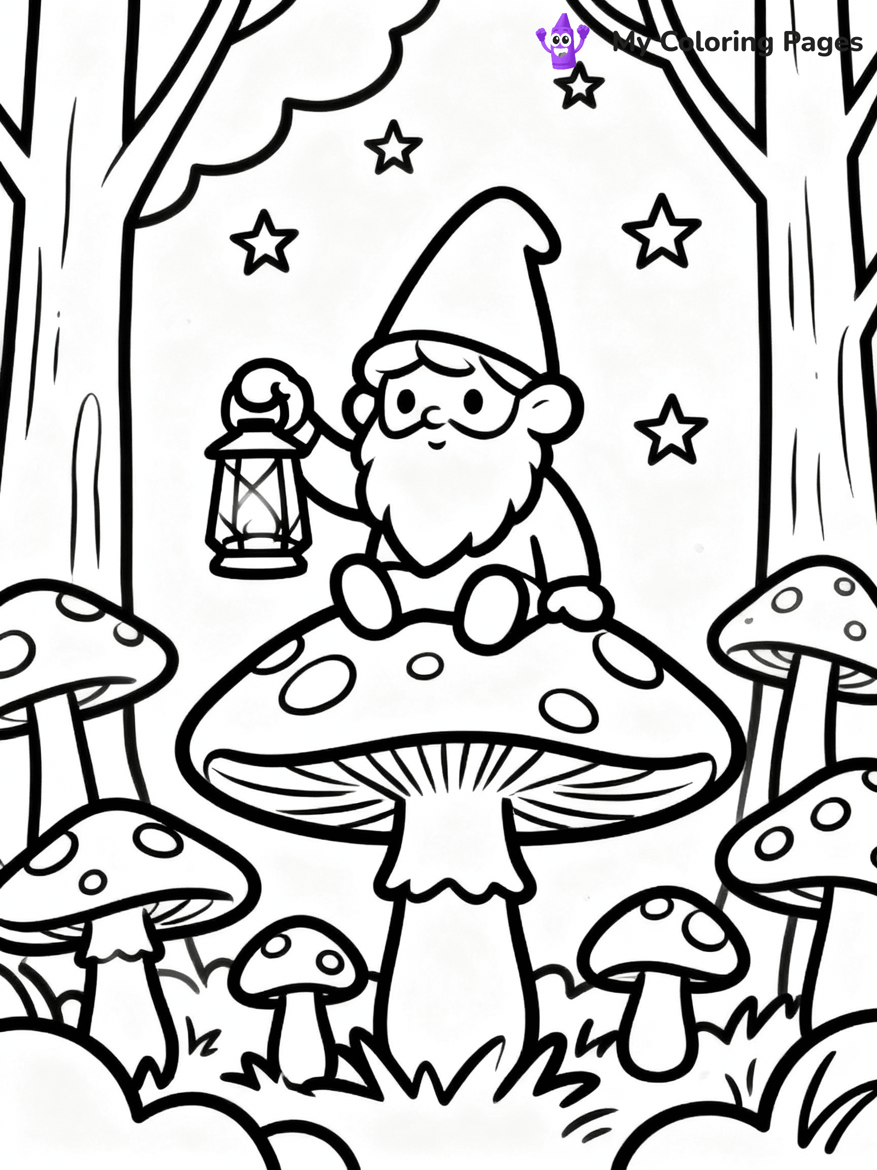 ⚠️ CRITICAL REQUIREMENT - ABSOLUTE BLACK AND WHITE ONLY ⚠️
This MUST be a BLACK AND WHITE line drawing ONLY. NO COLORS whatsoever.
- ONLY pure black lines (#000000) on pure white background (#FFFFFF)
- ABSOLUTELY NO colors, NO shading, NO gradients, NO grayscale
- If there are ANY colors in the output, the image is REJECTED
- This is a COLORING PAGE - meant to be COLORED IN by children
- The output must be UNCOLORED line art ready for coloring
⚠️ SUBJECT TO DRAW: A curious gnome sitting on a mushroom, holding a lantern, surrounded by toadstools, mystical forest background, outline only
(REMEMBER: Output must be BLACK AND WHITE line art only, NOT colored!)
# COLORING PAGE: BLACK OUTLINES ONLY - WHITE BACKGROUND MANDATORY
Create a **coloring book page** using EXACTLY two values: black lines, white space.
## NON-NEGOTIABLE BINARY RULES
- **ONLY #000000 (black) and #FFFFFF (white)** - NO other values exist
- **EVERY PIXEL = BLACK OR WHITE** - no gray/shading/antialiasing
- **WHITE BACKGROUND MANDATORY** - entire canvas stays white
- **ALL SHAPES HOLLOW** - everything is empty outlines waiting to be colored
- **FORBIDDEN:** fills, shading, gradients, patterns, textures, colors
- **NO SOLID REGIONS** - if it's not a thin line, it's wrong
## Universal Line Standards
- Black outlines ONLY - thin, uniform weight
- Every shape completely empty inside
- Closed contours suitable for coloring
- Simple flat illustration - zero depth/3D/realism
- **Style:** Whimsical Doodle Art Alley - rounded, friendly outlines (unless specified)
## Everything = Outline Only
- Characters/animals: hollow shapes
- Objects/clothing: empty contours
- Backgrounds/scenery: line work only
- Natural elements: outlined forms
- Dark/night areas: don't exist (use outlined symbols)
- Textures/patterns: convert to simple lines
## The Test
Can a child color EVERY white space with crayons? If any area is pre-filled/shaded/gray or colored in, it FAILS. Every shape must be waiting to receive color.
**FINAL OUTPUT**: Binary coloring page. Black lines define shapes. White spaces ready for coloring. Nothing else exists. No exceptions. Print-ready.
⚠️ FINAL REMINDER: Draw the subject "A curious gnome sitting on a mushroom, holding a lantern, surrounded by toadstools, mystical forest background, outline only" as BLACK AND WHITE line art. Zero colors in output.