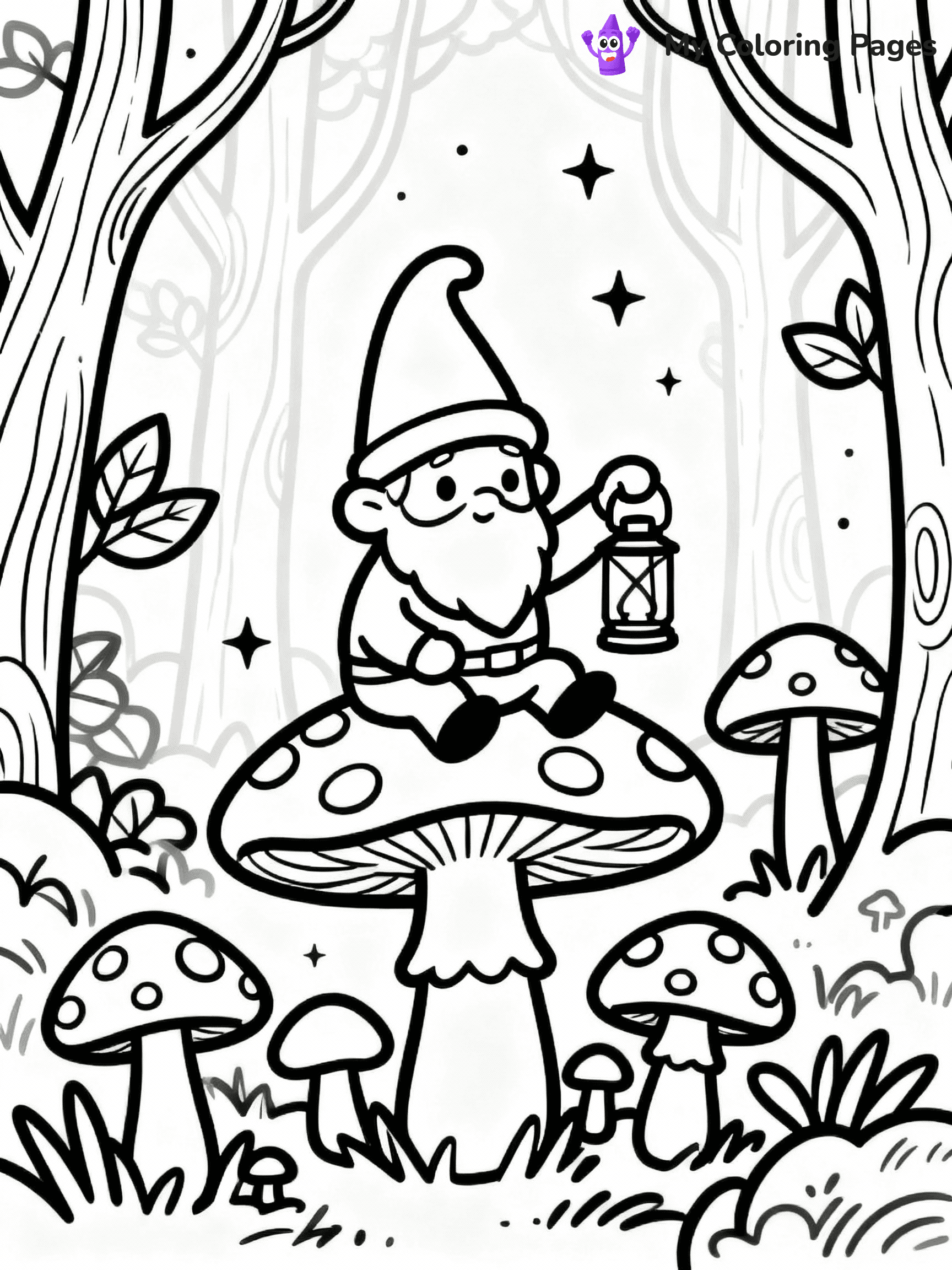 ⚠️ CRITICAL REQUIREMENT - ABSOLUTE BLACK AND WHITE ONLY ⚠️
This MUST be a BLACK AND WHITE line drawing ONLY. NO COLORS whatsoever.
- ONLY pure black lines (#000000) on pure white background (#FFFFFF)
- ABSOLUTELY NO colors, NO shading, NO gradients, NO grayscale
- If there are ANY colors in the output, the image is REJECTED
- This is a COLORING PAGE - meant to be COLORED IN by children
- The output must be UNCOLORED line art ready for coloring
⚠️ SUBJECT TO DRAW: A curious gnome sitting on a mushroom, holding a lantern, surrounded by toadstools, mystical forest background, outline only
(REMEMBER: Output must be BLACK AND WHITE line art only, NOT colored!)
# COLORING PAGE: BLACK OUTLINES ONLY - WHITE BACKGROUND MANDATORY
Create a **coloring book page** using EXACTLY two values: black lines, white space.
## NON-NEGOTIABLE BINARY RULES
- **ONLY #000000 (black) and #FFFFFF (white)** - NO other values exist
- **EVERY PIXEL = BLACK OR WHITE** - no gray/shading/antialiasing
- **WHITE BACKGROUND MANDATORY** - entire canvas stays white
- **ALL SHAPES HOLLOW** - everything is empty outlines waiting to be colored
- **FORBIDDEN:** fills, shading, gradients, patterns, textures, colors
- **NO SOLID REGIONS** - if it's not a thin line, it's wrong
## Universal Line Standards
- Black outlines ONLY - thin, uniform weight
- Every shape completely empty inside
- Closed contours suitable for coloring
- Simple flat illustration - zero depth/3D/realism
- **Style:** Whimsical Doodle Art Alley - rounded, friendly outlines (unless specified)
## Everything = Outline Only
- Characters/animals: hollow shapes
- Objects/clothing: empty contours
- Backgrounds/scenery: line work only
- Natural elements: outlined forms
- Dark/night areas: don't exist (use outlined symbols)
- Textures/patterns: convert to simple lines
## The Test
Can a child color EVERY white space with crayons? If any area is pre-filled/shaded/gray or colored in, it FAILS. Every shape must be waiting to receive color.
**FINAL OUTPUT**: Binary coloring page. Black lines define shapes. White spaces ready for coloring. Nothing else exists. No exceptions. Print-ready.
⚠️ FINAL REMINDER: Draw the subject "A curious gnome sitting on a mushroom, holding a lantern, surrounded by toadstools, mystical forest background, outline only" as BLACK AND WHITE line art. Zero colors in output.