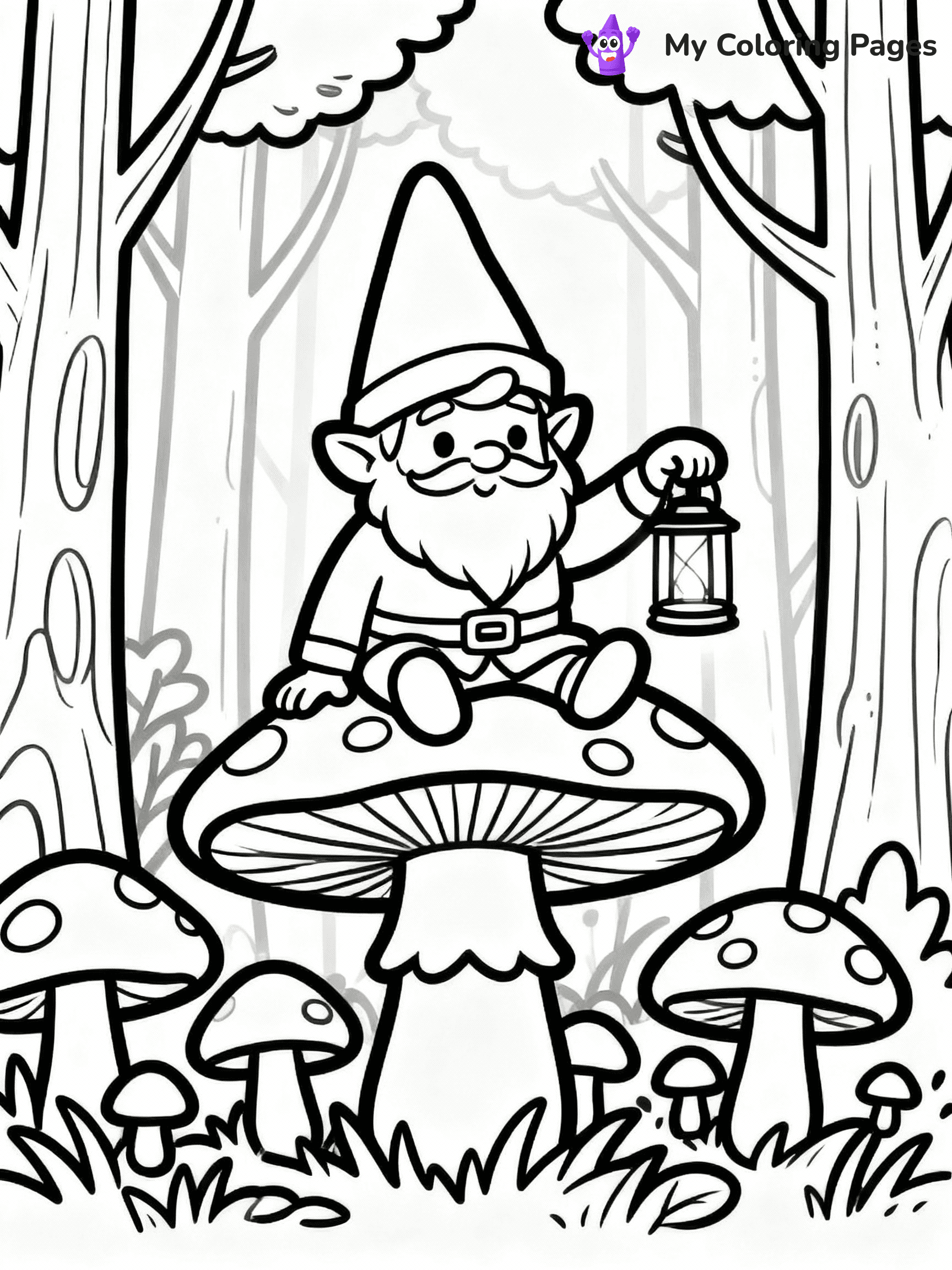 ⚠️ CRITICAL REQUIREMENT - ABSOLUTE BLACK AND WHITE ONLY ⚠️
This MUST be a BLACK AND WHITE line drawing ONLY. NO COLORS whatsoever.
- ONLY pure black lines (#000000) on pure white background (#FFFFFF)
- ABSOLUTELY NO colors, NO shading, NO gradients, NO grayscale
- If there are ANY colors in the output, the image is REJECTED
- This is a COLORING PAGE - meant to be COLORED IN by children
- The output must be UNCOLORED line art ready for coloring
⚠️ SUBJECT TO DRAW: A curious gnome sitting on a mushroom, holding a lantern, surrounded by toadstools, mystical forest background, outline only
(REMEMBER: Output must be BLACK AND WHITE line art only, NOT colored!)
# COLORING PAGE: BLACK OUTLINES ONLY - WHITE BACKGROUND MANDATORY
Create a **coloring book page** using EXACTLY two values: black lines, white space.
## NON-NEGOTIABLE BINARY RULES
- **ONLY #000000 (black) and #FFFFFF (white)** - NO other values exist
- **EVERY PIXEL = BLACK OR WHITE** - no gray/shading/antialiasing
- **WHITE BACKGROUND MANDATORY** - entire canvas stays white
- **ALL SHAPES HOLLOW** - everything is empty outlines waiting to be colored
- **FORBIDDEN:** fills, shading, gradients, patterns, textures, colors
- **NO SOLID REGIONS** - if it's not a thin line, it's wrong
## Universal Line Standards
- Black outlines ONLY - thin, uniform weight
- Every shape completely empty inside
- Closed contours suitable for coloring
- Simple flat illustration - zero depth/3D/realism
- **Style:** Whimsical Doodle Art Alley - rounded, friendly outlines (unless specified)
## Everything = Outline Only
- Characters/animals: hollow shapes
- Objects/clothing: empty contours
- Backgrounds/scenery: line work only
- Natural elements: outlined forms
- Dark/night areas: don't exist (use outlined symbols)
- Textures/patterns: convert to simple lines
## The Test
Can a child color EVERY white space with crayons? If any area is pre-filled/shaded/gray or colored in, it FAILS. Every shape must be waiting to receive color.
**FINAL OUTPUT**: Binary coloring page. Black lines define shapes. White spaces ready for coloring. Nothing else exists. No exceptions. Print-ready.
⚠️ FINAL REMINDER: Draw the subject "A curious gnome sitting on a mushroom, holding a lantern, surrounded by toadstools, mystical forest background, outline only" as BLACK AND WHITE line art. Zero colors in output.