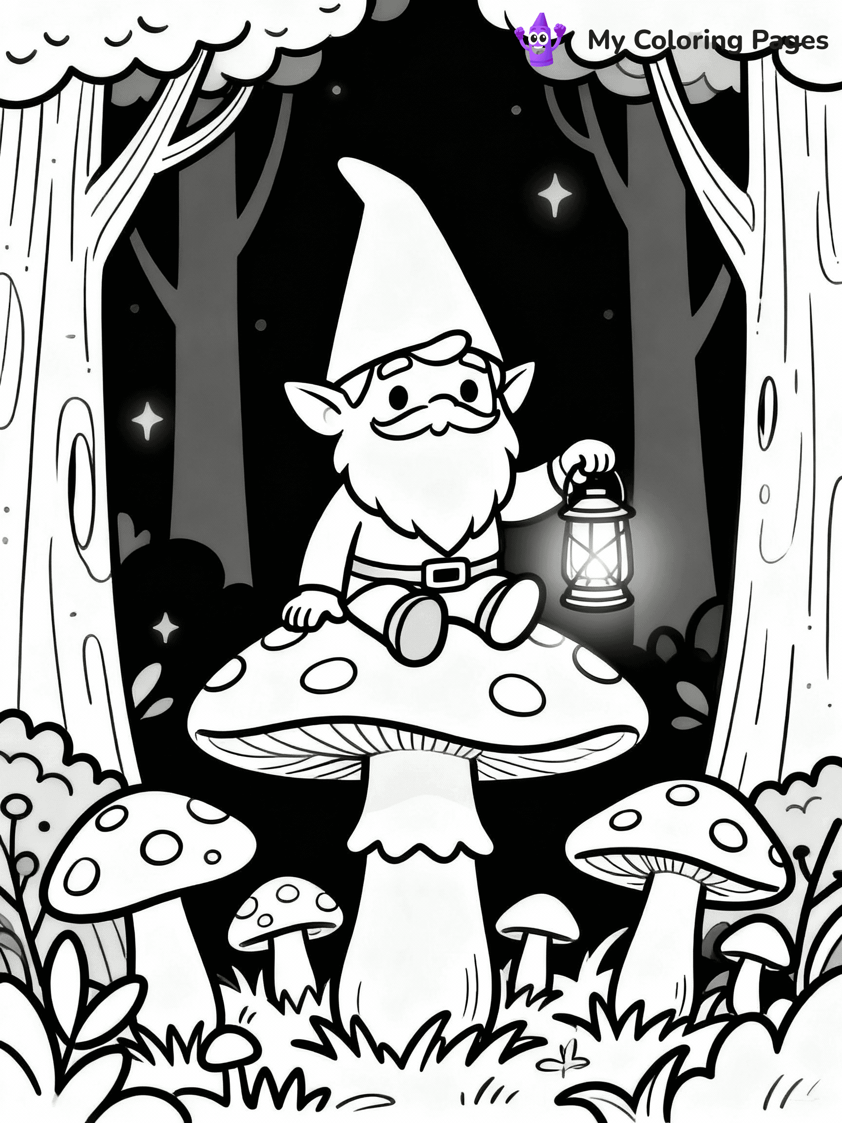 ⚠️ CRITICAL REQUIREMENT - ABSOLUTE BLACK AND WHITE ONLY ⚠️
This MUST be a BLACK AND WHITE line drawing ONLY. NO COLORS whatsoever.
- ONLY pure black lines (#000000) on pure white background (#FFFFFF)
- ABSOLUTELY NO colors, NO shading, NO gradients, NO grayscale
- If there are ANY colors in the output, the image is REJECTED
- This is a COLORING PAGE - meant to be COLORED IN by children
- The output must be UNCOLORED line art ready for coloring
⚠️ SUBJECT TO DRAW: A curious gnome sitting on a mushroom, holding a lantern, surrounded by toadstools, mystical forest background, outline only
(REMEMBER: Output must be BLACK AND WHITE line art only, NOT colored!)
# COLORING PAGE: BLACK OUTLINES ONLY - WHITE BACKGROUND MANDATORY
Create a **coloring book page** using EXACTLY two values: black lines, white space.
## NON-NEGOTIABLE BINARY RULES
- **ONLY #000000 (black) and #FFFFFF (white)** - NO other values exist
- **EVERY PIXEL = BLACK OR WHITE** - no gray/shading/antialiasing
- **WHITE BACKGROUND MANDATORY** - entire canvas stays white
- **ALL SHAPES HOLLOW** - everything is empty outlines waiting to be colored
- **FORBIDDEN:** fills, shading, gradients, patterns, textures, colors
- **NO SOLID REGIONS** - if it's not a thin line, it's wrong
## Universal Line Standards
- Black outlines ONLY - thin, uniform weight
- Every shape completely empty inside
- Closed contours suitable for coloring
- Simple flat illustration - zero depth/3D/realism
- **Style:** Whimsical Doodle Art Alley - rounded, friendly outlines (unless specified)
## Everything = Outline Only
- Characters/animals: hollow shapes
- Objects/clothing: empty contours
- Backgrounds/scenery: line work only
- Natural elements: outlined forms
- Dark/night areas: don't exist (use outlined symbols)
- Textures/patterns: convert to simple lines
## The Test
Can a child color EVERY white space with crayons? If any area is pre-filled/shaded/gray or colored in, it FAILS. Every shape must be waiting to receive color.
**FINAL OUTPUT**: Binary coloring page. Black lines define shapes. White spaces ready for coloring. Nothing else exists. No exceptions. Print-ready.
⚠️ FINAL REMINDER: Draw the subject "A curious gnome sitting on a mushroom, holding a lantern, surrounded by toadstools, mystical forest background, outline only" as BLACK AND WHITE line art. Zero colors in output.