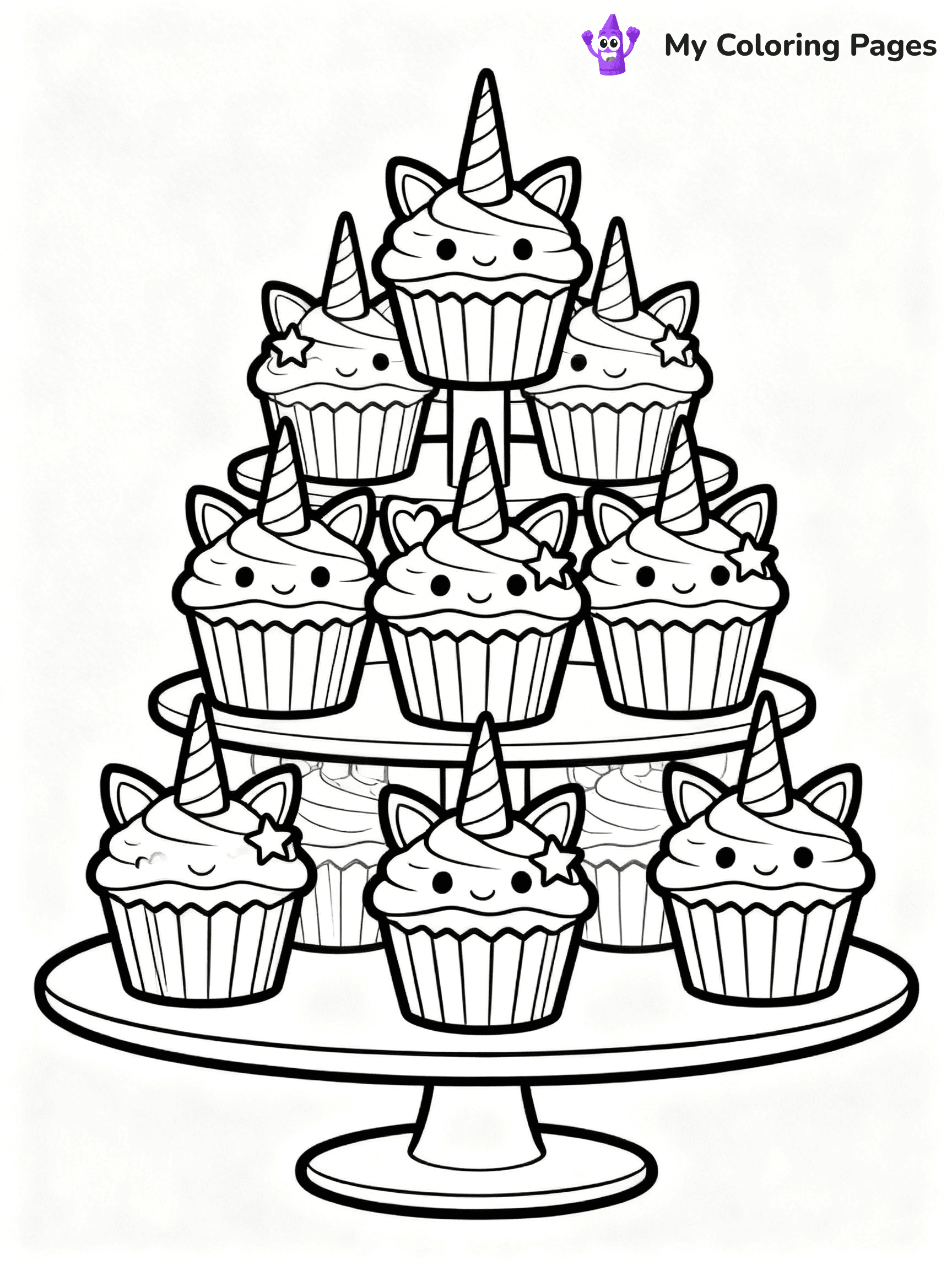 Unicorn Cupcake Coloring Pages - 18