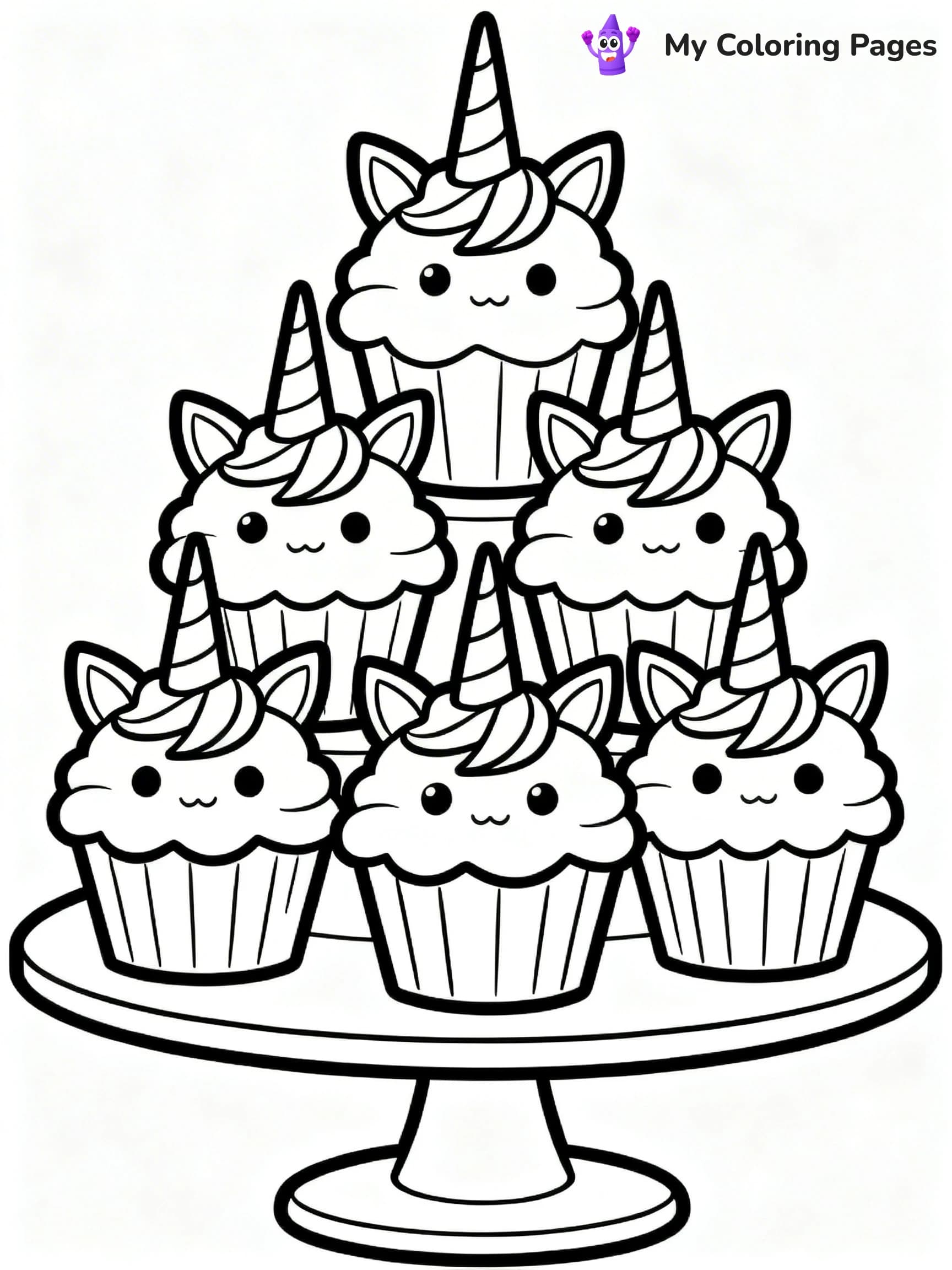 Unicorn Cupcake Coloring Pages - 17