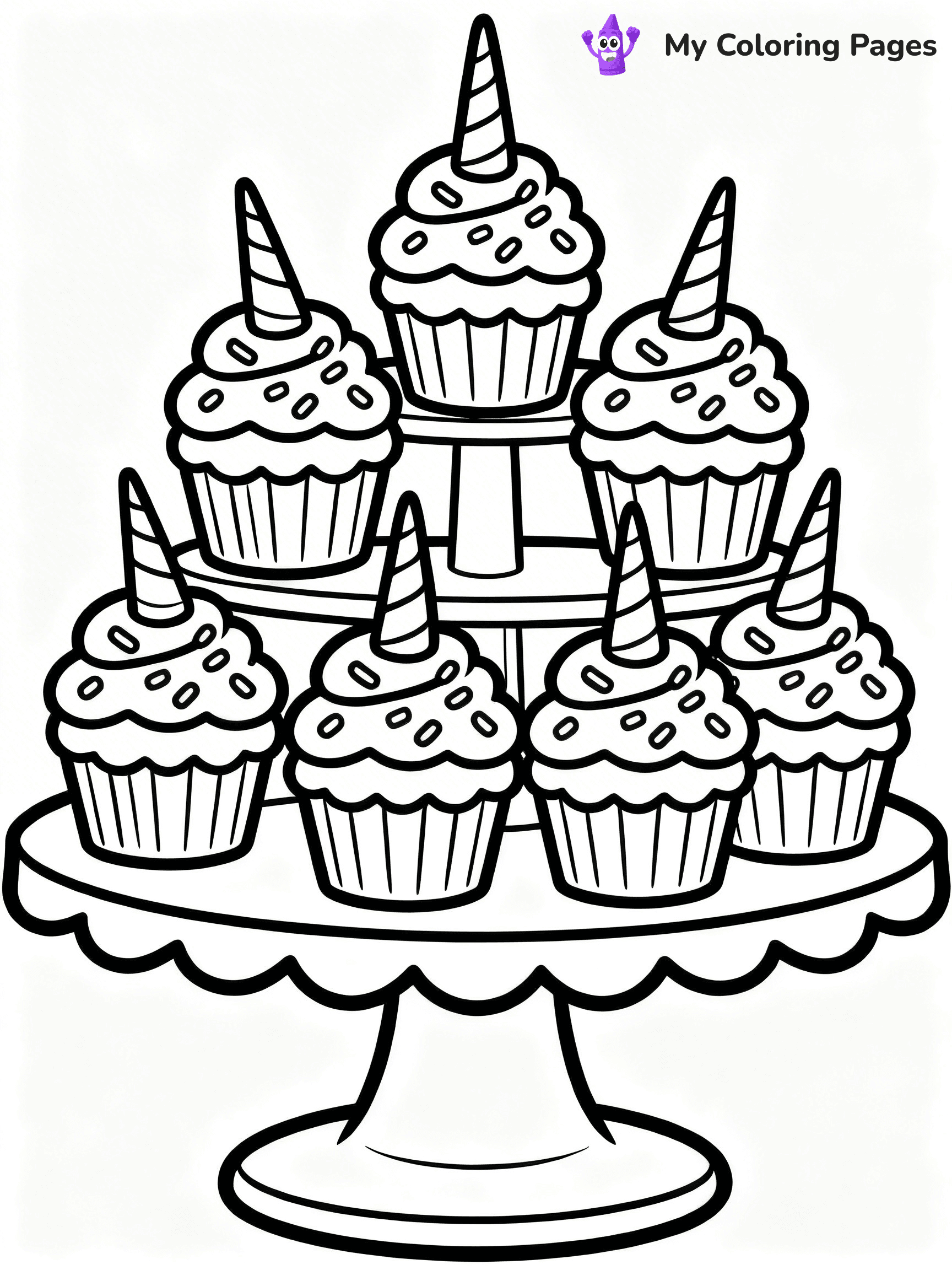 Unicorn Cupcake Coloring Pages - 16